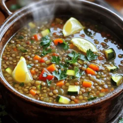 Mediterrane Linsen-Gemüsesuppe Einfaches Rezept