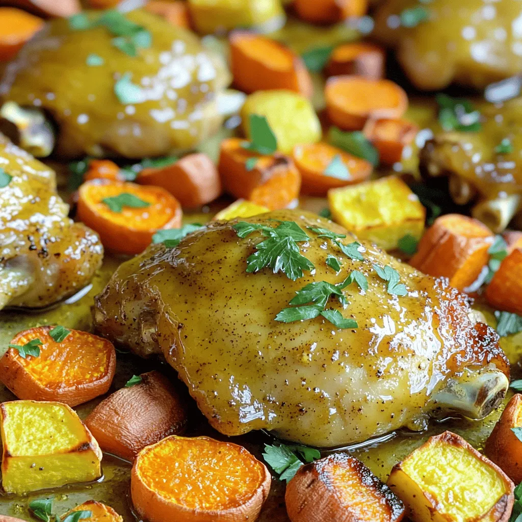 Schnelles Sheet Pan Maple Dijon Chicken & Root Veggies