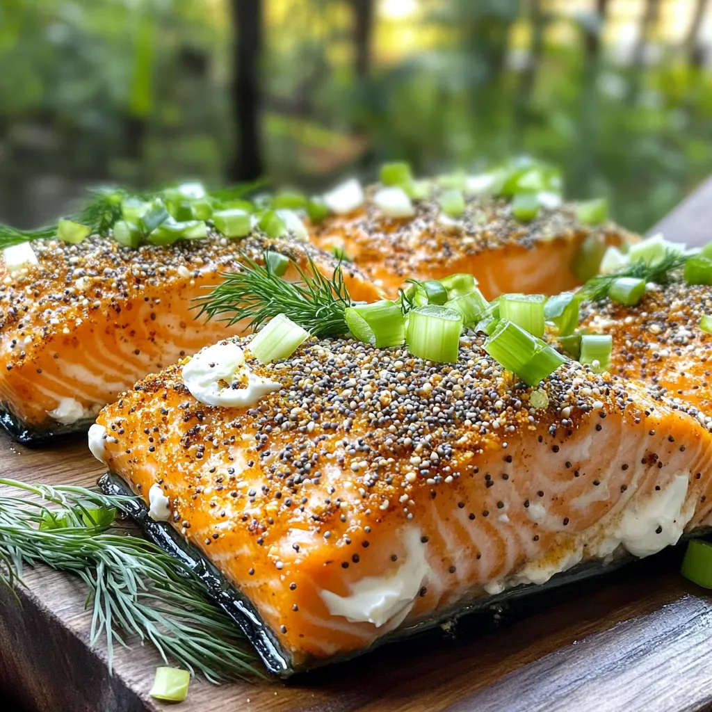 - 4 Lachsfilets (je 170 g) - 2 Esslöffel Frischkäse, erweicht - 4 Teelöffel Everything Bagel Gewürz - 1 Esslöffel Olivenöl - Salz und Pfeffer nach Geschmack - 1 Esslöffel frischer Dill, gehackt (optional) - Geschnittene Frühlingszwiebeln zum Garnieren Die Hauptzutaten für das Rezept sind einfach zu finden. Der Lachs ist das Herzstück des Gerichts. Er bringt viel Geschmack und gesunde Fette mit. Der Frischkäse sorgt für eine cremige Textur. Das Everything Bagel Gewürz ist der Star. Es gibt dem Lachs eine tolle Würze und Crunch. Die zusätzlichen Zutaten machen das Gericht noch besser. Olivenöl hilft, den Lachs saftig zu halten. Ein bisschen Salz und Pfeffer hebt den Geschmack. Frischer Dill bringt Frische ins Spiel. Die Frühlingszwiebeln sind perfekt zum Garnieren. Sie geben einen schönen Farbkontrast und zusätzlichen Biss. Jedes Element trägt zur Gesamtkomposition bei. So wird dein Lachs nicht nur lecker, sondern auch optisch ansprechend. Zuerst nehme ich die Lachsfilets aus der Verpackung. Ich benutze Küchenpapier, um die Filets trocken zu tupfen. Dies hilft, die Gewürze besser haften zu lassen. Dann würze ich beide Seiten leicht mit Salz und Pfeffer. Achte darauf, nicht zu viel Salz zu verwenden. In einer kleinen Schüssel nehme ich den erweichten Frischkäse. Ich füge frischen Dill hinzu, wenn ich einen zusätzlichen Geschmack möchte. Dann rühre ich alles gut um. Der Aufstrich wird cremig und lecker. Jetzt breite ich eine dünne Schicht der Frischkäse-Mischung auf der Oberseite jedes Lachsfilets aus. So bekommt der Lachs einen tollen Geschmack. Jetzt kommt der spaßige Teil. Ich streue gleichmäßig das Everything Bagel Gewürz über die mit Frischkäse bedeckten Filets. Ich drücke sanft, damit das Gewürz gut haftet. Danach heize ich meinen Air Fryer auf 200 °C vor. Dies dauert etwa fünf Minuten. Während der Air Fryer aufheizt, bestreiche ich beide Seiten der Lachsfilets mit Olivenöl. Ich lege die Filets dann in den Korb des Air Fryers. Es ist wichtig, dass sie sich nicht überlappen. Ich koche die Filets für 8 bis 10 Minuten. Der Lachs sollte leicht mit einer Gabel zerfallen. Die Garzeit kann je nach Dicke variieren. Die Garzeit für Lachs hängt von der Dicke der Filets ab. Dickere Filets benötigen mehr Zeit zum Garen. Ein Filet von 2,5 cm braucht etwa 10 Minuten. Ein dünneres Filet von 1,5 cm ist nach 8 Minuten fertig. Um die Garheit zu überprüfen, nehmen Sie eine Gabel. Stechen Sie vorsichtig in das Filet. Wenn der Lachs leicht zerfällt, ist er gut. Wenn nicht, lassen Sie ihn ein paar Minuten länger im Air Fryer. Sie können die Gewürze anpassen, um neue Aromen zu entdecken. Versuchen Sie Kräuter wie Rosmarin oder Thymian. Diese geben dem Lachs einen besonderen Geschmack. Für eine vegetarische Variante können Sie den Frischkäse durch Hummus ersetzen. Auch pflanzliche Aufstriche sind eine gute Wahl. So bleibt das Gericht leicht und frisch. Zu diesem Lachs passen viele Beilagen gut. Ein frischer Salat mit Gurken und Tomaten ist eine tolle Ergänzung. Auch gebratene grüne Bohnen harmonieren gut mit dem Lachs. Für eine kreative Anrichtungsart können Sie den Lachs auf einem Bett aus Quinoa servieren. Garnieren Sie mit frischen Kräutern und etwas Zitrone. Das sieht nicht nur gut aus, sondern schmeckt auch köstlich. {{image_4}} Um die Reste von deinem Air Fryer Everything Bagel Salmon richtig zu lagern, lege die Lachsfilets in einen luftdichten Behälter. Achte darauf, dass die Filets komplett abgekühlt sind, bevor du sie in den Kühlschrank stellst. So bleiben sie frisch. Ideal ist es, die Reste innerhalb von zwei bis drei Tagen zu verzehren. So schmeckt der Lachs am besten. Wenn du Lachsfilets einfrieren möchtest, lege sie in einen Gefrierbeutel. Drücke die Luft gut heraus, um Gefrierbrand zu vermeiden. Du kannst die Filets für bis zu drei Monate einfrieren. Achte darauf, die Filets vor dem Kochen im Kühlschrank aufzutauen. So bleibt die Textur gut. Um die Haltbarkeit zu maximieren, lagere den Lachs immer im Kühlschrank. Achte darauf, dass die Temperatur unter 4 Grad Celsius bleibt. Wenn du den Lachs nicht innerhalb von drei Tagen isst, ist das Einfrieren die beste Option. Überprüfe immer den Geruch und das Aussehen. Wenn der Lachs unangenehm riecht oder die Farbe sich verändert, solltest du ihn wegwerfen. - Kalorien: ca. 300 pro Portion - Protein: 30 g - Fett: 20 g - Kohlenhydrate: 5 g - Ballaststoffe: 1 g Lachs ist eine der besten Quellen für Omega-3-Fettsäuren. Diese Fette sind wichtig für das Herz. Lachs enthält auch viel Protein, das für Muskelaufbau nötig ist. Zudem bietet er viele Vitamine und Mineralien. Dazu gehören Vitamin D und Selen. Diese Nährstoffe stärken das Immunsystem und fördern die Gesundheit der Haut. Wenn du auf Keto oder Low-Carb achtest, ist dieser Lachs perfekt. Der hohe Proteingehalt und die gesunden Fette passen gut zu diesen Diäten. Du kannst das Rezept auch anpassen, indem du weniger Frischkäse verwendest. Das macht den Lachs noch kohlenhydratarmer. Füge frische Kräuter hinzu, um den Geschmack zu verstärken. Die Garzeit für Lachs im Air Fryer beträgt etwa 8-10 Minuten. Diese Zeit kann je nach Dicke der Filets schwanken. Dickere Filets brauchen etwas mehr Zeit. Der Lachs ist gar, wenn er leicht mit einer Gabel zerfällt. Achte darauf, den Lachs nicht zu lange zu garen, um ihn saftig zu halten. Ja, gefrorenen Lachs kannst du im Air Fryer verwenden. Du musst jedoch die Garzeit anpassen. Gefrorene Filets brauchen in der Regel 2-4 Minuten länger. Stelle sicher, dass sie gleichmäßig gegart sind. Es ist auch ratsam, den Lachs vorher nicht aufzutauen, um die Textur zu erhalten. Everything Bagel Gewürz ist eine Mischung aus verschiedenen Zutaten. Es enthält Sesamsamen, Mohnsamen, Knoblauch, Zwiebel und Salz. Diese Mischung bringt einen tollen Geschmack. Du kannst es nicht nur für Lachs verwenden, sondern auch für Brot, Gemüse und Eier. Es ist vielseitig einsetzbar in der Küche. Diese Anleitung hat Ihnen gezeigt, wie Sie leckeren Lachs im Air Fryer zubereiten. Wir haben die besten Zutaten, die Zubereitungsschritte und hilfreiche Tipps besprochen. Lachs ist nicht nur schmackhaft, sondern auch gesund. Experimentieren Sie mit verschiedenen Gewürzen und Varianten. Achten Sie auf die Garzeit und lagern Sie Reste richtig. So genießen Sie Ihr Gericht lange. Mit diesen Tipps gelingt Ihr Lachs perfekt. Kochen Sie los und genießen Sie jede Portion!