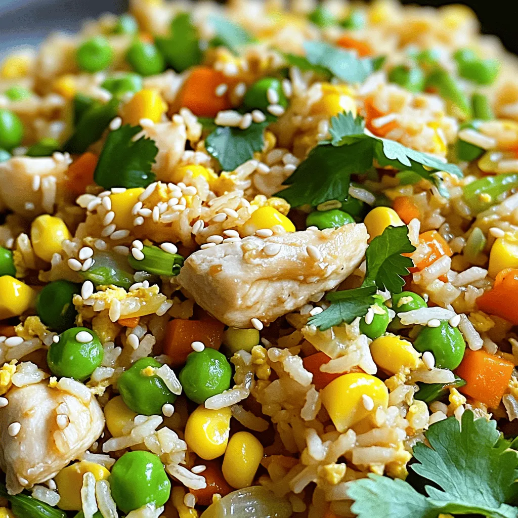 Um einen leckeren Hähnchenfriedreis zu machen, brauchst du: - 2 Tassen gekochter Jasminreis (am besten vom Vortag) - 1 Tasse Hähnchenbrustfilet, gewürfelt - 2 Esslöffel Pflanzenöl - 1 Tasse gemischtes Gemüse (Karotten, Erbsen und Mais) - 3 Frühlingszwiebeln, gehackt - 2 Knoblauchzehen, fein gehackt - 2 Eier, leicht geschlagen - 3 Esslöffel Sojasoße - 1 Esslöffel Sesamöl - Salz und Pfeffer nach Geschmack Diese Zutaten machen dein Gericht lecker und nahrhaft. Der Jasminreis gibt einen tollen Duft und die Hähnchenbrust sorgt für Proteine. Du kannst deinen Hähnchenfriedreis noch interessanter machen, indem du einige Extras hinzufügst: - Paprika für mehr Farbe - Brokkoli für mehr Crunch - Ananas für eine süße Note - Chili für etwas Schärfe Experimentiere mit diesen Zutaten nach deinem Geschmack. Es gibt viele Möglichkeiten. Wähle frisches Gemüse und hochwertiges Hähnchen. Das macht einen großen Unterschied. Gekochter Reis vom Vortag ist ideal. Er hat die richtige Konsistenz. - Achte darauf, dass das Gemüse knusprig aussieht. - Wähle Hähnchenbrustfilet ohne Haut für weniger Fett. - Kaufe Sojasoße in guter Qualität für den besten Geschmack. Mit diesen Tipps wirst du die besten Zutaten für deinen Hähnchenfriedreis auswählen. Erhitze 1 Esslöffel Pflanzenöl in einer großen Pfanne. Nimm eine mittlere bis hohe Hitze. Schneide das Hähnchenbrustfilet in kleine Würfel. Gib die Würfel ins Öl. Würze das Hähnchen mit Salz und Pfeffer. Brate es 5-7 Minuten. Das Hähnchen sollte goldbraun und durchgegart sein. Nimm es aus der Pfanne und stelle es zur Seite. Füge in derselben Pfanne einen weiteren Esslöffel Öl hinzu. Erhitze das Öl. Hacke den Knoblauch fein. Gib ihn in die Pfanne. Brate den Knoblauch 30 Sekunden an. Füge das gemischte Gemüse hinzu: Karotten, Erbsen und Mais. Brate das Gemüse 3-4 Minuten. Es sollte zart sein, aber noch Biss haben. Schiebe das Gemüse zur Seite. Gieße die geschlagenen Eier in die Pfanne. Rühre die Eier bis sie fest sind. Mische die Eier dann mit dem Gemüse. Gib das gebratene Hähnchen zurück in die Pfanne. Füge den gekochten Jasminreis hinzu. Rühre alles gut um. Beträufle die Mischung mit Sojasoße und Sesamöl. Rühre gründlich, damit alle Zutaten gut vermischt sind. Erhitze alles für 3-5 Minuten. Mische die gehackten Frühlingszwiebeln unter. Probiere das Gericht. Würze mit mehr Salz und Pfeffer nach Geschmack. Serviere den Hähnchenfriedreis heiß und genieße! Beim Kochen von Hähnchenfriedreis gibt es einige Fehler, die du meiden solltest: - Benutze immer gekochten Reis vom Vortag. Frisch gekochter Reis wird matschig. - Überfülle die Pfanne nicht. Weniger ist mehr für gleichmäßiges Braten. - Lass das Hähnchen nicht zu lange in der Pfanne. Es sollte goldbraun, aber nicht trocken sein. Die Hitze ist wichtig für den perfekten Hähnchenfriedreis: - Heize die Pfanne gut vor. So brät das Hähnchen gleichmäßig. - Verwende mittlere bis hohe Hitze. Das sorgt für einen schönen Wok-Effekt. - Rühre oft um. So verbrennt nichts und der Reis wird gleichmäßig warm. Die Präsentation und das Aroma machen den Unterschied: - Serviere den Reis in Schalen oder auf Tellern. - Garniere mit frischem Koriander oder Sesamsamen. Das sieht schön aus und schmeckt toll. - Füge einen Spritzer Limettensaft hinzu. Das bringt etwas Frische in das Gericht. {{image_4}} Eine vegetarische Version von Hähnchenfriedreis ist einfach und lecker. Statt Hähnchen kannst du Tofu verwenden. Schneide den Tofu in kleine Würfel und brate ihn goldbraun. Verwende dann das gleiche Gemüse und die Gewürze. So bleibst du beim Geschmack, und es bleibt gesund. Asiatische Würzungen bringen viel Geschmack in dein Gericht. Sojasoße ist eine Basis, die du nicht missen solltest. Sie gibt Tiefe und umami. Sesamöl fügt einen nussigen Geschmack hinzu. Du kannst auch Ingwer oder Chili für zusätzliche Würze verwenden. Diese Zutaten machen dein Gericht lebendig und spannend. Für die vegane Version lasse die Eier und das Hähnchen weg. Nutze stattdessen mehr Gemüse und Tofu. Um es glutenfrei zu machen, achte auf glutenfreie Sojasoße. Diese Anpassungen machen dein Gericht für alle geeignet. So kannst du jeden glücklich machen, der mit dir isst. Um Hähnchenfriedreis frisch zu halten, lass ihn zuerst abkühlen. Danach füllst du ihn in einen luftdichten Behälter. Achte darauf, dass der Behälter gut verschlossen ist. So bleibt der Geschmack erhalten und er trocknet nicht aus. Lagere den Behälter im Kühlschrank. Hähnchenfriedreis hält sich im Kühlschrank etwa 3 bis 4 Tage. Wenn du ihn wieder aufwärmst, benutze eine Pfanne oder die Mikrowelle. Erwärme ihn gut, bis er heiß ist. So vermeidest du kalte Stellen und sicherst, dass er gut schmeckt. Um Hähnchenfriedreis einzufrieren, teile ihn in Portionen auf. Verwende gefriergeeignete Behälter oder Beutel. Achte darauf, die Luft möglichst herauszudrücken. So bleibt der Reis bis zu 2 Monate frisch. Zum Auftauen lege ihn einfach in den Kühlschrank oder erwärme ihn direkt in der Pfanne. Du kannst Hähnchenfriedreis auch in einer großen Pfanne machen. Verwende eine Pfanne mit hohem Rand. Erhitze das Öl wie im Rezept. Brate das Hähnchen, dann das Gemüse und die Eier. Füge den Reis und die Sojasoße hinzu. Rühre alles gut durch. Die Pfanne funktioniert genauso gut wie ein Wok. Du kannst auch Basmati-Reis oder Rundkornreis verwenden. Diese Reisarten sind ebenfalls gut für gebratenen Reis. Achte darauf, dass der Reis gekocht und abgekühlt ist. Das verhindert, dass er matschig wird. Gekochter Reis vom Vortag eignet sich am besten. Hähnchenfriedreis kann im Kühlschrank bis zu drei Tage halten. Stelle sicher, dass du ihn in einem luftdichten Behälter aufbewahrst. Zum Aufwärmen kannst du die Mikrowelle oder eine Pfanne verwenden. Erhitze den Reis gut, damit er durchgehend heiß ist. Hähnchenfriedreis ist einfach und lecker. Wir haben die besten Zutaten, Zubereitung und Tipps durchgenommen. Variationen zeigen, dass du das Gericht anpassen kannst. Die Lagerungsinformationen helfen dir, Reste herzuhalten. Denke daran, beim Kochen sorgfältig zu sein. So gelingt dein Hähnchenfriedreis perfekt. Mit diesen Tipps kannst du dein Gericht jederzeit genießen. Viel Spaß beim Kochen und Experimentieren!