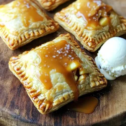 Für Karamell-Apfel-Handpasteten brauchen Sie einfache Zutaten, die gut zusammenpassen. Hier ist eine Liste: - 2 mittelgroße Äpfel (Granny Smith oder Honeycrisp), geschält, entkernt und gewürfelt - 125 g brauner Zucker - 50 g weißer Zucker - 1 Teelöffel gemahlener Zimt - 1 Esslöffel Zitronensaft - 1 Esslöffel Allzweckmehl - 240 ml Karamellsauce (fertig gekauft oder hausgemacht) - 1 Packung gekühlte Teigkrusten (2 Teigkrusten) - 1 Ei (für die Eiwäsche) - 1 Esslöffel Milch (für die Eiwäsche) - Eine Prise Meersalz (für die Garnitur) Die Hauptakteure in diesem Rezept sind die Äpfel und die Karamellsauce. Äpfel bringen Frische und Süße. Ich empfehle, Granny Smith oder Honeycrisp zu verwenden. Sie haben den perfekten Mix aus Süße und Säure. Die Karamellsauce ist der Star. Sie gibt den Handpasteten ihren besonderen Geschmack. Sie können die Sauce selbst machen oder eine hochwertige kaufen. Beide Optionen sind lecker. Wenn Sie eine hausgemachte Karamellsauce machen möchten, ist es ganz einfach. Sie brauchen Zucker und Sahne. 1. Zucker erhitzen: Geben Sie 200 g Zucker in einen Topf. Lassen Sie ihn bei mittlerer Hitze schmelzen. Rühren Sie nicht, bis er schmilzt. 2. Sahne hinzufügen: Wenn der Zucker goldbraun ist, nehmen Sie den Topf vom Herd. Fügen Sie langsam 120 ml Sahne hinzu. Seien Sie vorsichtig, da es spritzen kann. 3. Rühren: Rühren Sie die Mischung gut um, bis sie glatt ist. Lassen Sie die Sauce abkühlen. Wenn Sie keine Zeit haben, kaufen Sie einfach eine gute Karamellsauce im Laden. So sparen Sie Zeit und können die Handpasteten schnell genießen. Zuerst bereite ich die Äpfel vor. Ich schäle und entkerne zwei mittelgroße Äpfel. Ich verwende Granny Smith oder Honeycrisp. Diese Äpfel haben einen tollen Geschmack und sind perfekt für die Füllung. Dann schneide ich die Äpfel in kleine Würfel. In einer mittelgroßen Schüssel vermische ich die gewürfelten Äpfel mit: - 125 g braunem Zucker - 50 g weißem Zucker - 1 Teelöffel gemahlenem Zimt - 1 Esslöffel Zitronensaft - 1 Esslöffel Allzweckmehl Ich rühre alles gut um und lasse die Mischung stehen. Die Äpfel geben Saft ab und die Aromen verbinden sich. Jetzt rolle ich die gekühlten Teigkrusten auf einer leicht bemehlten Fläche aus. Ich benutze einen runden Ausstecher mit etwa 12 cm Durchmesser. So bekomme ich ca. 8 Kreise aus zwei Teigkrusten. In die Mitte jedes Kreises gebe ich einen gehäuften Esslöffel der Apfelmischung. Dann träufle ich einen Teelöffel Karamellsauce über die Äpfel. Das gibt den Handpasteten eine süße Note. Ich klappe den Teig über die Füllung, um eine Halbmondform zu bilden. Dann drücke ich die Ränder fest zusammen. Mit einer Gabel verziere ich die Ränder. Das sorgt dafür, dass sie beim Backen geschlossen bleiben. In einer kleinen Schüssel verquirle ich ein Ei mit 1 Esslöffel Milch. Diese Mischung benutze ich als Eiwäsche. Ich bestreiche die Oberseiten der Handpasteten damit. So bekommen sie eine schöne goldene Farbe beim Backen. Ich schneide mit einem scharfen Messer einen kleinen Schlitz oder ein X in die Oberseite jeder Pastete. Das lässt den Dampf entweichen. Ich backe die Handpasteten im vorgeheizten Ofen bei 200 °C für etwa 20-25 Minuten. Sie sind fertig, wenn sie goldbraun sind. Nach dem Backen lasse ich sie ein paar Minuten abkühlen. Dann träufle ich zusätzliche Karamellsauce darüber und streue eine Prise Meersalz. Ich serviere die warmen Pasteten auf einem rustikalen Holzbrett mit extra Karamellsauce und einer Portion Vanilleeis. So wird es ein himmlisches Vergnügen! Um die Füllung gut zu machen, wählen Sie Äpfel, die fest sind. Granny Smith und Honeycrisp sind ideal. Diese Sorten sorgen für einen schönen Biss und einen tollen Geschmack. Mischen Sie die Äpfel mit Zucker und Zimt. Lassen Sie die Mischung dann eine Weile ruhen. So geben die Äpfel Saft ab. Das macht die Füllung saftig, aber nicht zu flüssig. Ein Esslöffel Mehl hilft, die Feuchtigkeit zu binden. Das sorgt für die perfekte Konsistenz. Bevor Sie die Handpasteten backen, heizen Sie den Ofen gut vor. Ein heißer Ofen sorgt für eine knusprige Kruste. Achten Sie darauf, die Ränder gut zu versiegeln. Wenn die Ränder offen bleiben, läuft die Füllung heraus. Verwenden Sie eine Eiwäsche, um die Oberseite schön braun zu machen. Schneiden Sie auch kleine Schlitze in die Oberseite. So kann der Dampf entweichen und die Pasteten werden nicht matschig. Um die Handpasteten schön zu machen, können Sie sie dekorieren. Bestreuen Sie sie nach dem Backen mit Meersalz. Das gibt einen tollen Kontrast zur Süße. Sie können auch zusätzliche Karamellsauce darüber träufeln. Ein Klecks Schlagsahne oder Vanilleeis daneben sieht auch toll aus. Für einen Hauch von Farbe können Sie frische Minzblätter verwenden. So wird jede Pastete ein echter Hingucker! {{image_4}} Du kannst viele andere Früchte für die Füllung nutzen. Birnen sind eine tolle Wahl. Sie geben eine süße und saftige Note. Auch Kirschen oder Pflaumen passen gut. Mische sie mit dem Zimt und Zucker, um die Aromen zu verstärken. Für eine exotische Note, probiere Mango oder Ananas. Diese Früchte bringen eine frische und fruchtige Variation. Wenn du glutenfrei leben musst, gibt es tolle Alternativen. Suche nach glutenfreien Teigkrusten in Geschäften. Du kannst auch einen eigenen Teig aus glutenfreiem Mehl machen. Mische Reis-, Kartoffel- und Mandelmehl für die beste Konsistenz. Achte darauf, die Flüssigkeitsmenge anzupassen. So bleibt der Teig geschmeidig und einfach zu verarbeiten. Karamellsauce ist klassisch, aber du kannst kreativ sein. Probiere Schokoladensauce für einen anderen Geschmack. Eine Mischung aus Erdnussbutter und Honig gibt eine leckere Süße. Für etwas Würze füge einen Hauch von Ingwer oder Muskatnuss hinzu. Experimentiere mit verschiedenen Aromen, um deine Handpasteten zu verfeinern. Gebackene Karamell-Apfel-Handpasteten sind einfach zu lagern. Lassen Sie sie zuerst abkühlen. Legen Sie sie dann in einen luftdichten Behälter. Auf diese Weise bleiben sie frisch. Sie können sie bis zu drei Tage im Kühlschrank aufbewahren. Achten Sie darauf, sie nicht übereinander zu stapeln. So vermeiden Sie, dass sie zusammenkleben. Wenn Sie mehr Karamell-Apfel-Handpasteten machen, können Sie sie einfrieren. Lassen Sie die gebackenen Pasteten vollständig abkühlen. Wickeln Sie jede Pastete in Frischhaltefolie. Legen Sie sie dann in einen gefriergeeigneten Behälter oder einen Gefrierbeutel. So bleiben sie bis zu drei Monate haltbar. Wenn Sie bereit sind, sie zu essen, tauen Sie sie über Nacht im Kühlschrank auf. Um die Handpasteten wieder aufzuwärmen, heizen Sie den Ofen auf 180 °C vor. Legen Sie die Pasteten auf ein Backblech. Backen Sie sie für 10-15 Minuten. So werden sie schön knusprig. Alternativ können Sie eine Mikrowelle verwenden, aber die Kruste wird nicht so knusprig. Erwärmen Sie sie in der Mikrowelle für 30 Sekunden bis 1 Minute. Karamell-Apfel-Handpasteten sind kühl gelagert bis zu fünf Tage haltbar. Am besten bewahrt man sie in einem luftdichten Behälter. So bleiben sie frisch und lecker. Wenn sie länger halten sollen, frieren Sie sie ein. So bleiben Geschmack und Konsistenz erhalten. Ja, das ist möglich! Sie können die Handpasteten bis zu einem Tag im Voraus füllen. Lagern Sie sie im Kühlschrank, bis Sie bereit sind, sie zu backen. Das macht das Backen leichter, besonders wenn Gäste kommen. Einfach aus dem Kühlschrank nehmen, backen und genießen! Die Füllung kann ganz nach Ihrem Geschmack geändert werden. Hier sind einige Ideen: - Fügen Sie Nüsse wie Walnüsse oder Pekannüsse hinzu. - Probieren Sie andere Obstsorten wie Birnen oder Kirschen. - Geben Sie einen Schuss Vanille oder Muskatnuss für mehr Aroma. Seien Sie kreativ und finden Sie Ihre Lieblingskombination! Wir haben die besten Zutaten und Schritte für köstliche Karamell-Apfel-Handpasteten besprochen. Du kennst nun die Tipps für die perfekte Füllung und das Backen. Auch Variationen lassen sich leicht umsetzen, egal ob glutenfrei oder mit anderen Früchten. Denke an die Lagerung, damit deine Pasteten frisch bleiben. Mit diesen Infos kannst du gleich loslegen. Viel Spaß beim Backen!