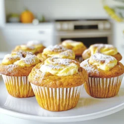 - 1 Tasse Kürbispüree - 1/2 Tasse Kristallzucker - 1/2 Tasse brauner Zucker, gepackt - 1/2 Tasse Pflanzenöl - 2 große Eier Kürbispüree ist die erste Zutat. Es gibt den Muffins den schönen Geschmack und die Farbe. Zucker sorgt für Süße. Ich benutze sowohl Kristall- als auch braunen Zucker. Diese Mischung bringt Tiefe in den Geschmack. Das Pflanzenöl macht die Muffins schön feucht. Die Eier helfen, alles zu verbinden. - 1 1/2 Tassen Weizenmehl - 1 Teelöffel Natron - 1 Teelöffel Backpulver - 1 Teelöffel gemahlener Zimt - 1/2 Teelöffel gemahlene Muskatnuss - 1/4 Teelöffel gemahlener Ingwer - 1/4 Teelöffel Salz Die trockenen Zutaten sind wichtig für die Struktur. Weizenmehl gibt den Muffins Festigkeit. Natron und Backpulver helfen beim Aufgehen. Zimt, Muskatnuss und Ingwer bringen den typischen Herbstgeschmack. Diese Gewürze machen jeden Bissen besonders. Das Salz hebt die Aromen hervor. - 4 Unzen Frischkäse, weich - 1/4 Tasse Puderzucker - 1 Teelöffel Zitronensaft - 1/2 Teelöffel Vanilleextrakt Die Füllung ist das Highlight. Frischkäse bringt Cremigkeit. Puderzucker sorgt für eine süße Note. Zitronensaft fügt Frische hinzu. Vanilleextrakt rundet den Geschmack ab. Diese Mischung macht die Muffins noch leckerer und sorgt für den schönen Swirl-Effekt. Heize deinen Ofen auf 175°C vor. Dies sorgt für eine gleichmäßige Backhitze. Lege ein Muffinblech mit 12 Tassen mit Papierförmchen aus. Alternativ kannst du die Tassen gut einfetten. So lassen sich die Muffins später leicht herausnehmen. In einer großen Rührschüssel vermengst du das Kürbispüree, den Kristallzucker, den braunen Zucker und das Pflanzenöl. Rühre die Mischung mit einem Schneebesen glatt. Füge nun die zwei großen Eier und den Vanilleextrakt hinzu. Rühre alles kräftig, bis die Masse gut vermischt ist. Dies gibt den Muffins ihren tollen Geschmack. Siebe in einer separaten Schüssel das Weizenmehl, Natron, Backpulver, Zimt, Muskatnuss, Ingwer und Salz. Mische alles gut. Jetzt fügst du die trockenen Zutaten nach und nach in die Kürbismischung ein. Rühre vorsichtig, bis ein glatter Teig entsteht. Übermixen solltest du vermeiden. Beiseite stellen. In einer weiteren Schüssel rührst du den weichen Frischkäse mit Puderzucker, Zitronensaft und Vanilleextrakt. Schlage die Mischung, bis sie glatt und cremig ist. So wird die Füllung schön luftig. Fülle jede Muffintasse etwa zu zwei Dritteln mit dem Kürbisteig. Löffle dann einen Esslöffel der Frischkäsemischung auf jeden Muffin. Verwende einen Holzspieß oder ein Messer, um die Füllung leicht im Teig zu verquirlen. Dadurch entsteht ein hübsches Marmormuster. Backe die Muffins im vorgeheizten Ofen für 18 bis 20 Minuten. Prüfe mit einem Zahnstocher, ob sie fertig sind. Der Zahnstocher sollte sauber herauskommen. Lass die Muffins 5 Minuten in der Form abkühlen. Danach kannst du sie auf ein Kuchengitter setzen, um sie vollständig abkühlen zu lassen. Um die besten Kürbiskäsecreme Swirl Muffins zu backen, achte auf die Ofentemperatur. Heize deinen Ofen auf 175°C vor. So backen die Muffins gleichmäßig und werden schön fluffig. Die Backzeit ist wichtig. Backe die Muffins 18 bis 20 Minuten. Um sicher zu sein, mache den Zahnstocher-Test. Stecke einen Zahnstocher in die Mitte eines Muffins. Wenn er sauber herauskommt, sind die Muffins fertig. Eine schöne Präsentation macht die Muffins noch besser. Platziere sie auf einem rustikalen Holzbrett. Bestäube sie mit etwas Puderzucker für einen süßen Look. Streue etwas Zimt darüber, um das Aroma zu betonen. Du kannst auch eine kleine Menge Schlagsahne auf jeden Muffin geben. Ein Schälchen Ahornsirup daneben macht das Ganze perfekt. Diese Extras machen die Muffins einladend und lecker. {{image_4}} Wenn du gesündere Muffins möchtest, gibt es einfache Tricks. - Austausch von Zuckern: Du kannst den Kristallzucker durch einen natürlichen Süßstoff ersetzen. Honig oder Ahornsirup sind gute Optionen. Sie geben mehr Geschmack und sind oft gesünder. - Verwendung von Vollkornmehl: Statt Weizenmehl verwende Vollkornmehl. Es hat mehr Ballaststoffe und Nährstoffe. Deine Muffins werden nahrhafter und haben einen leicht nussigen Geschmack. Um deinen Muffins mehr Charakter zu geben, probiere neue Zutaten. - Schokoladenstückchen oder Nüsse: Füge dunkle Schokoladenstückchen hinzu. Sie schmelzen und bieten einen tollen Kontrast zum Kürbis. Nüsse wie Walnüsse oder Pekannüsse geben einen knusprigen Biss. - Andere Gewürzkombinationen: Experimentiere mit Gewürzen. Probiere Muskat, Nelken oder sogar Kardamom. Diese Aromen können deine Muffins aufpeppen und für Überraschungen sorgen. Mit diesen Variationen wird jeder Biss spannend und lecker! Um die Muffins frisch zu halten, lagere sie an einem kühlen Ort. Die ideale Lagerungstemperatur liegt zwischen 15 und 20 Grad Celsius. Vermeide direkte Sonneneinstrahlung, da diese die Muffins austrocknen kann. Für die Aufbewahrung empfehle ich luftdichte Behälter. Ein Plastikbehälter oder eine Glasdose funktioniert gut. Lege ein Stück Küchenpapier in den Behälter, um die Feuchtigkeit zu regulieren. So bleiben die Muffins länger frisch und saftig. Muffins bleiben bei richtiger Lagerung etwa fünf Tage frisch. Um die Haltbarkeit zu verlängern, kannst du die Muffins auch einfrieren. Wickle jeden Muffin in Frischhaltefolie und lege sie in einen Gefrierbeutel. So bleiben sie bis zu drei Monate genießbar. Um gefrorene Muffins zu essen, lasse sie einfach bei Raumtemperatur auftauen. Du kannst sie auch im Ofen kurz aufwärmen. So schmecken sie fast wie frisch gebacken. Die Muffins bleiben frisch, wenn du sie richtig lagerst. Du kannst sie in einem luftdichten Behälter aufbewahren. Bei Raumtemperatur bleiben sie etwa drei Tage gut. Für längere Haltbarkeit empfehle ich, sie im Kühlschrank zu lagern. Dort halten sie bis zu einer Woche. Wenn du die Muffins einfrierst, bleiben sie bis zu drei Monate frisch. Achte darauf, sie gut einzupacken, um Gefrierbrand zu vermeiden. Ja, du kannst die Muffins glutenfrei zubereiten. Ersetze das Weizenmehl durch eine glutenfreie Mehlmischung. Achte darauf, dass diese Mischung für Backwaren geeignet ist. Du kannst auch Mandelmehl oder Hafermehl verwenden. Mische vielleicht etwas Xanthan-Gummi hinzu, um die Struktur zu verbessern. Der Teig wird dadurch etwas anders, aber der Geschmack bleibt gut. Um die Muffins vegan zu machen, ersetze die Eier durch einen Ei-Ersatz. Du kannst Apfelmus oder zerdrückte Banane verwenden. Diese Zutaten sorgen für Feuchtigkeit und Bindung. Nutze pflanzliche Öle, die du bereits im Rezept hast. Der Frischkäse kann durch eine vegane Frischkäse-Alternative ersetzt werden. So hast du leckere Muffins, die für jeden geeignet sind. Kürbismuffins sind einfach zuzubereiten und köstlich. Sie bestehen aus einfachen Zutaten wie Kürbispüree, Zucker, Eiern und Gewürzen. Der Schritt-für-Schritt-Prozess macht das Backen leicht. Die Tipps helfen, perfekte Muffins zu backen. Variationen bieten neue Geschmackserlebnisse, während gute Lagerung die Haltbarkeit sichert. Probier es aus – du wirst es lieben! Ganz gleich, ob du gesund backen oder kreativ sein möchtest, diese Muffins lassen sich ganz nach deinem Geschmack gestalten. Genieß die köstlichen Ergebnisse!