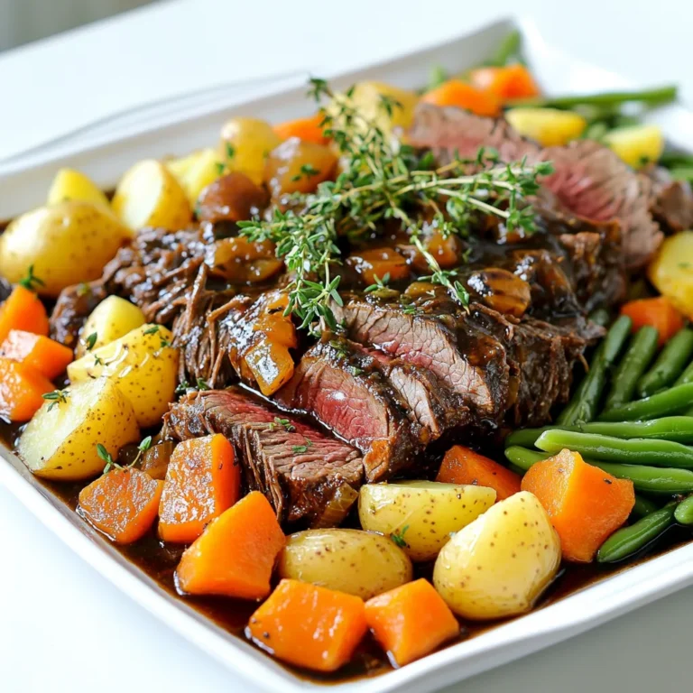 Für einen saftigen Balsamico-Rinderschmorbraten brauchst du folgende Hauptzutaten: - 1,5 bis 1,8 kg Rinderbraten (aus der Schulter) - 1 Teelöffel Salz - 1/2 Teelöffel schwarzer Pfeffer - 2 Esslöffel Olivenöl Der Rinderbraten ist der Star des Gerichts. Er braucht Zeit, um zart zu werden. Das Salz und der Pfeffer bringen den Geschmack hervor und machen das Fleisch lecker. Um den Balsamico-Rinderschmorbraten noch besser zu machen, füge diese Gewürze und Kräuter hinzu: - 240 ml Rinderbrühe - 120 ml Balsamico-Essig - 2 Esslöffel brauner Zucker - 1 Teelöffel getrockneter Thymian - 1 Teelöffel getrockneter Rosmarin Die Rinderbrühe gibt Tiefe, während der Balsamico-Essig für die Säure sorgt. Der braune Zucker fügt eine süße Note hinzu und rundet die Aromen ab. Thymian und Rosmarin sorgen für einen wunderbaren Duft. Für eine ausgewogene Mahlzeit solltest du auch Gemüse und Beilagen einplanen. Hier sind die besten Optionen: - 4 große Karotten, geschält und in Stücke geschnitten - 4 mittelgroße Kartoffeln, gewürfelt - 240 ml grüne Bohnen, abgezupft Das Gemüse bringt Farbe und Nährstoffe in das Gericht. Die Karotten und Kartoffeln geben eine süße Note. Die grünen Bohnen sorgen für einen knackigen Biss. All diese Zutaten machen dein Essen nicht nur lecker, sondern auch gesund. Zuerst würze ich den Rinderbraten mit Salz und Pfeffer. Ich verwende etwa einen Teelöffel Salz und einen halben Teelöffel Pfeffer. Diese Mischung sorgt für viel Geschmack. Danach erhitze ich zwei Esslöffel Olivenöl in einer großen Pfanne. Ich lege den gewürzten Braten in die Pfanne. Ich brate ihn für 4-5 Minuten auf jeder Seite, bis er goldbraun ist. Der Braten bekommt dadurch eine schöne Kruste. Nach dem Anbraten nehme ich ihn aus der Pfanne. Jetzt kommt die Zwiebel dran. Ich schneide eine große Zwiebel in Scheiben. Dann gebe ich die Zwiebel und vier gehackte Knoblauchzehen in die Pfanne. Ich sautiere beides für 2-3 Minuten, bis die Zwiebel glasig wird. In einer Schüssel vermische ich 240 ml Rinderbrühe, 120 ml Balsamico-Essig, zwei Esslöffel braunen Zucker, einen Teelöffel Thymian und einen Teelöffel Rosmarin. Ich rühre gut um, bis sich der Zucker auflöst. Jetzt lege ich den Braten in den Slow Cooker. Ich gebe die Zwiebeln und den Knoblauch oben drauf. Dann gieße ich die Balsamico-Mischung über den Braten. Ich schichte vier große, geschnittene Karotten, vier gewürfelte Kartoffeln und 240 ml grüne Bohnen um den Braten. Jetzt decke ich den Slow Cooker ab. Ich lasse alles bei niedriger Hitze für 8 Stunden kochen. Nach dieser Zeit ist das Fleisch zart und lässt sich leicht mit einer Gabel zerteilen. Ich nehme das Fleisch und das Gemüse vorsichtig heraus. Nach wenigen Minuten Ruhezeit schneide ich das Fleisch auf. Wenn ich eine dickere Sauce möchte, stelle ich den Slow Cooker auf hohe Hitze. Ich lasse die Sauce für 10-15 Minuten köcheln. Dann serviere ich das Fleisch mit dem Gemüse und der Sauce. Um den Geschmack zu verbessern, verwenden Sie frische Kräuter. Frischer Thymian oder Rosmarin bringt mehr Aroma. Auch die Qualität des Balsamico-Essigs ist wichtig. Wählen Sie einen hochwertigen Essig für einen tieferen Geschmack. Versuchen Sie, die Sauce am Ende mit etwas Honig zu süßen. So wird der Geschmack noch runder. Um zartes Fleisch zu erhalten, sollten Sie das Rindfleisch anbraten. Dies gibt dem Fleisch eine schöne Kruste und hält den Saft im Innern. Lassen Sie den Braten nach dem Kochen ruhen. Das hilft, die Säfte zu halten, wenn Sie ihn schneiden. Schneiden Sie das Fleisch gegen die Faser. So bleibt es zart und saftig. Stellen Sie sicher, dass der Slow Cooker gut gefüllt ist. Ein voller Topf sorgt für gleichmäßige Hitzeverteilung. Verwenden Sie die niedrige Einstellung für lange Garzeiten. So wird das Fleisch besonders zart. Decken Sie den Slow Cooker immer gut ab, um Dampf zu halten. Dies hilft, die Aromen zu intensivieren und das Fleisch saftig zu halten. {{image_4}} Sie können das Rezept anpassen, indem Sie verschiedene Gemüse verwenden. Probieren Sie zum Beispiel: - Sellerie in Stücke - Süßkartoffeln, gewürfelt - Erbsen für einen zarten Biss Diese Gemüsesorten bringen neue Aromen und Farben in Ihr Gericht. Fügen Sie das Gemüse einfach zur gleichen Zeit wie die Karotten und Kartoffeln hinzu. So bleibt alles schön saftig. Ein wenig Abwechslung kann das Gericht spannend machen. Hier sind einige Ideen für andere Gewürze: - Paprika für eine rauchige Note - Kümmel für einen warmen Geschmack - Lorbeerblätter für extra Tiefe Mischen Sie diese Gewürze mit dem Balsamico, um neue Geschmackserlebnisse zu schaffen. Experimentieren Sie mit den Mengen, bis es Ihnen gefällt. Wenn Sie weniger oder mehr Personen bewirten, können Sie das Rezept leicht anpassen. Hier sind einige Tipps: - Für 4 Portionen: Verwenden Sie 1 kg Rinderbraten und reduzieren Sie die Gemüsemenge. - Für 8 Portionen: Erhöhen Sie den Braten auf 2,5 kg und fügen Sie mehr Gemüse hinzu. Passen Sie die Kochzeit an, wenn Sie die Menge ändern. Ein kleiner Braten braucht weniger Zeit, während ein größerer mehr Zeit benötigt. Sie können den Balsamico-Rinderschmorbraten im Kühlschrank aufbewahren. Lassen Sie ihn zuerst abkühlen. Legen Sie ihn dann in einen luftdichten Behälter. So bleibt das Fleisch saftig und frisch. Er hält sich etwa drei bis vier Tage im Kühlschrank. Wenn Sie die Sauce getrennt aufbewahren, bleibt der Geschmack besser erhalten. Das Einfrieren ist eine gute Option für längere Lagerung. Schneiden Sie den Braten in Portionen und legen Sie sie in Gefrierbeutel. Drücken Sie dabei die Luft heraus. Sie können auch die Sauce in einem separaten Behälter einfrieren. Damit bleibt die Qualität hoch. Der Braten kann bis zu drei Monate im Gefrierfach bleiben. Lassen Sie ihn vor dem Essen über Nacht im Kühlschrank auftauen. Um den Braten wieder aufzuwärmen, nutzen Sie am besten den Slow Cooker. Stellen Sie ihn auf niedrige Hitze und lassen Sie das Fleisch langsam warm werden. So bleibt es zart. Sie können auch die Mikrowelle nutzen. Stellen Sie die Leistung niedrig ein und decken Sie den Braten ab, um ein Austrocknen zu verhindern. Gießen Sie etwas von der Sauce darüber, um den Geschmack zu intensivieren. Der Rinderbraten sollte im Slow Cooker etwa 8 Stunden bei niedriger Hitze garen. Diese Zeit gibt dem Fleisch die Chance, zart zu werden. Das langsame Garen hilft, die Aromen gut zu vermischen. Wenn du es eilig hast, kannst du ihn auch 4-5 Stunden bei hoher Hitze garen. Aber ich empfehle die niedrige Hitze für das beste Ergebnis. Ja, du kannst den Balsamico-Essig ersetzen, wenn du willst. Ein guter Ersatz ist Rotweinessig oder Apfelessig. Diese Essige haben eine ähnliche Säure. Du solltest aber den Geschmack anpassen. Füge etwas Honig oder Zucker hinzu, um die Süße zu erhöhen. So bleibt der Geschmack nah am Original. Zu deinem Balsamico-Rinderschmorbraten passen viele Beilagen. Ich empfehle: - Kartoffeln: Püree oder Rösti - Gemüse: Gedünstete grüne Bohnen oder Brokkoli - Salat: Ein frischer grüner Salat Diese Beilagen ergänzen den Geschmack des Bratens gut. Sie bringen frische und Textur auf deinen Teller. Der Balsamico-Rinderschmorbraten ist ein köstliches Gericht, das mit einfachen Zutaten und einem Slow Cooker zubereitet wird. Die Hauptzutaten und Gewürze bringen viel Geschmack. Die Schritt-für-Schritt-Anleitung macht die Zubereitung leicht. Tipps helfen, das Fleisch zart zu halten, und Variationen bieten kreative Optionen. Wenn du alles gut lagerst und aufwärmst, bleibt der Geschmack auch nach dem Kochen erhalten. Probiere es aus und genieße dein selbstgemachtes Gericht.