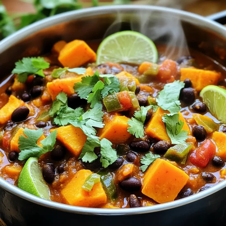 - 2 große Süßkartoffeln, geschält und gewürfelt - 1 Dose schwarze Bohnen, abgespült und abgetropft - 1 Dose gewürfelte Tomaten mit grünen Chilis - 1 mittelgroße Zwiebel, gehackt - 2 Knoblauchzehen, fein gehackt - 1 Paprika (beliebige Farbe), gewürfelt - 500 ml Gemüsebrühe - 1 Esslöffel Olivenöl - 2 Teelöffel gemahlener Kreuzkümmel - 1 Teelöffel geräucherter Paprika - 1 Teelöffel Cayennepfeffer (nach Geschmack anpassen) - Salz und Pfeffer nach Geschmack - Frischer Koriander zum Garnieren - Limettenschnitze zum Servieren Die Mengen sind wichtig für den Geschmack. Verwende zwei große Süßkartoffeln. Diese geben dem Chili eine süße Note. Eine Dose schwarze Bohnen sorgt für Protein und Fülle. Du brauchst auch eine Dose gewürfelte Tomaten. Sie bringen Frische und einen leichten Kick. Eine mittelgroße Zwiebel und zwei Knoblauchzehen sorgen für aromatische Tiefe. Eine Paprika bringt Farbe und Süße. 500 ml Gemüsebrühe verleihen dem Chili mehr Geschmack. Frische Zutaten sind meist besser. Wähle Süßkartoffeln, die fest und ohne Flecken sind. Bei Bohnen kannst du frische oder konservierte nutzen. Frische Bohnen sind toll, aber konservierte sind schnell und einfach. Achte darauf, dass die Dose keine Zusatzstoffe hat. Wenn du frische Tomaten verwendest, nimm reife und saftige. Sie geben dem Chili eine tolle Textur. Zuerst brauchst du frische Zutaten. Hier sind die Schritte, um sie vorzubereiten: - Süßkartoffeln: Schäl die Süßkartoffeln und schneide sie in kleine Würfel. Achte darauf, dass alle Stücke gleich groß sind. - Zwiebel: Hacke die Zwiebel klein, damit sie schnell weich wird. - Paprika: Nimm eine Paprika deiner Wahl und würfle sie ebenfalls. - Knoblauch: Hacke die Knoblauchzehen fein, um den vollen Geschmack zu entfalten. - Bohnen: Spüle die schwarzen Bohnen ab und lass sie abtropfen. Diese Schritte machen die Zubereitung schneller und einfacher. Jetzt beginnt der Spaß am Kochen! Folge diesen Schritten: 1. Erhitze das Olivenöl in einem großen Topf bei mittlerer Hitze. 2. Gib die gehackte Zwiebel und die Paprika in den Topf. Lass sie etwa 5 Minuten garen, bis sie weich sind. 3. Rühre den Knoblauch ein und brate ihn für 1 Minute mit. 4. Jetzt kommen die Süßkartoffeln, die Bohnen und die gewürfelten Tomaten dazu. 5. Füge die Gemüsebrühe und die Gewürze hinzu: Kreuzkümmel, Paprika, Cayennepfeffer, Salz und Pfeffer. 6. Lass alles aufkochen. Reduziere dann die Hitze, decke den Topf ab und lasse das Chili 25-30 Minuten köcheln. Rühre gelegentlich um. 7. Schmecke das Chili ab und passe die Gewürze nach deinem Geschmack an. 8. Serviere das Chili heiß. Garniere es mit frischem Koriander und Limettenschnitzen. Die optimale Temperatur zum Kochen ist mittlere Hitze. Koche das Chili für 25-30 Minuten, bis die Süßkartoffeln zart sind. Rühre hin und wieder um, damit nichts anbrennt. So bleibt dein Chili lecker und voll im Geschmack. Um das Süßkartoffel Schwarze Bohnen Chili zu perfektionieren, spiele mit den Gewürzen. Du kannst die Schärfe leicht erhöhen, indem du mehr Cayennepfeffer hinzufügst. Magst du es milder? Dann lasse den Cayennepfeffer einfach weg. Experimentiere auch mit anderen Gewürzen. Ein wenig Zimt kann eine tolle Tiefe bringen. Probiere zusätzlich frische Kräuter, wie Thymian oder Oregano, für mehr Geschmack. Die Präsentation macht einen großen Unterschied. Fülle das Chili in tiefen Schalen. Garniere es mit frischem Koriander für einen schönen Kontrast. Limettenschnitze auf den Tellern bringen Frische und Farbe. Du kannst auch ein paar Avocadoscheiben obenauf legen. Das sieht nicht nur gut aus, sondern schmeckt auch fantastisch. Denke daran, das Chili heiß zu servieren. So bleibt der Geschmack am besten. Wenn du auf Kalorien achten möchtest, gibt es einfache Tipps. Verwende weniger Olivenöl. Du kannst auch die Menge an Süßkartoffeln verringern und mehr Bohnen hinzufügen. Bohnen sind voller Ballaststoffe und machen lange satt. Statt Gemüsebrühe kannst du auch Wasser nutzen. Das reduziert die Kalorien, ohne den Geschmack stark zu verändern. Achte darauf, frische Zutaten zu wählen. Sie sind oft gesünder und geschmackvoller. {{image_4}} Für vegane oder vegetarische Varianten, benutze frische Zutaten. Ersetze die Gemüsebrühe mit einer pflanzlichen Brühe. Achte darauf, dass alle Dosenprodukte vegan sind. Du kannst auch mehr Gemüse hinzufügen. Zucchini oder Karotten passen gut. Sie steigern den Nährwert und die Textur. Die Schärfe des Chilis lässt sich leicht anpassen. Beginne mit einem Teelöffel Cayennepfeffer. Probiere das Chili und füge mehr hinzu, wenn du es schärfer magst. Du kannst auch frische Chilis verwenden. Jalapeños oder Serrano-Paprika bringen eine andere Art von Schärfe. Denke daran, die Samen zu entfernen, um die Schärfe zu reduzieren. Nutze saisonale Gemüse für mehr Geschmack. Im Frühling sind grüne Erbsen frisch und süß. Im Sommer kannst du frische Tomaten oder Mais verwenden. Im Herbst sind Kürbisstücke eine tolle Ergänzung. Diese Zutaten bringen Abwechslung und neue Aromen in dein Chili. So bleibt das Chili frisch und köstlich. Lagere das Chili in einem luftdichten Behälter. Stelle sicher, dass es gut abgekühlt ist, bevor du es wegstellst. In der Kühlschrank hält es sich bis zu fünf Tage. Du kannst das Chili auch in kleinere Portionen aufteilen. So kannst du es leicht aufwärmen, wenn du Hunger hast. Hier ist eine Schritt-für-Schritt-Anleitung zum Einfrieren. Zuerst lasse das Chili auf Raumtemperatur abkühlen. Fülle es dann in gefriergeeignete Behälter oder Beutel. Achte darauf, etwas Platz im Behälter zu lassen. Das Chili wird beim Gefrieren etwas expandieren. Beschrifte die Behälter mit dem Datum. Du kannst das Chili bis zu drei Monate einfrieren. Hier sind Tipps für das Aufwärmen von Chili. Du kannst das Chili in einem Topf auf dem Herd erwärmen. Stelle die Hitze auf mittlere Stufe und rühre oft um. Überprüfe die Temperatur, damit es nicht anbrennt. Du kannst auch die Mikrowelle verwenden. Fülle das Chili in eine mikrowellengeeignete Schüssel und decke es ab. Erwärme es in Intervallen von zwei Minuten. Rühre zwischen den Intervallen um, damit es gleichmäßig warm wird. Ja, du kannst dieses Chili im Voraus zubereiten. Es schmeckt sogar besser, wenn es ruht. Koche das Chili und lasse es abkühlen. Dann fülle es in einen luftdichten Behälter. Stelle es in den Kühlschrank. Du kannst es bis zu drei Tage aufbewahren. Wenn du es wieder aufwärmst, füge etwas Brühe hinzu, um die Konsistenz zu verbessern. Die Schärfe hängt von dir ab. Du kannst den Cayennepfeffer nach Geschmack anpassen. Wenn du es milder magst, nimm weniger. Für mehr Schärfe, füge mehr hinzu. Die gewürfelten Tomaten mit grünen Chilis bringen auch etwas Wärme. Experimentiere mit der Menge, um deine perfekte Balance zu finden. Zu diesem Chili passen viele Beilagen. Hier sind einige Ideen: - Frisches Brot oder Tortillas - Avocado oder Guacamole - Ein grüner Salat - Sauerrahm oder Joghurt zum Servieren - Ein kühles Getränk, wie Limonade oder Bier Diese Beilagen ergänzen den Geschmack und machen dein Essen noch leckerer. In diesem Beitrag haben wir die besten Zutaten für ein köstliches Süßkartoffel-Schwarze-Bohnen-Chili behandelt. Sie haben die Schritt-für-Schritt-Anleitung zum Zubereiten und Kochen kennengelernt. Ich habe Tipps gegeben, wie Sie Ihr Chili anpassen und perfekt präsentieren. Das richtige Lagern und Einfrieren sorgt dafür, dass Ihr Chili lange frisch bleibt. Denken Sie daran, Variationen miteinzubeziehen und dass frische Zutaten den Geschmack verbessern. Diese Tipps helfen Ihnen, jedes Mal ein leckeres Gericht zu kreieren. Experimentieren Sie und genießen Sie Ihr Chili!