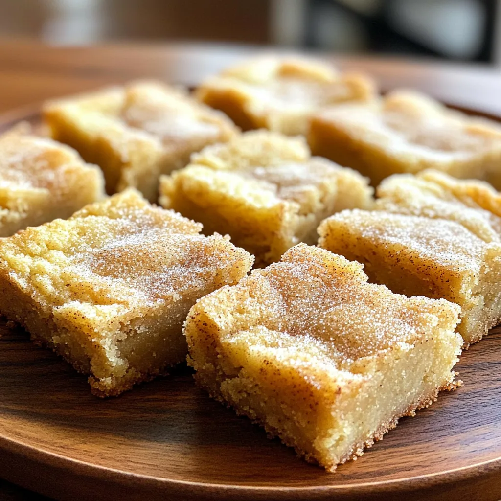 - 1 Tasse (2 Sticks) ungesalzene Butter - 1 ½ Tassen brauner Zucker, gepackt - 2 große Eier - 2 Teelöffel Vanilleextrakt - 2 Tassen Weizenmehl - 1 Teelöffel Backpulver - 1 Teelöffel Natron - ½ Teelöffel Salz - 1 Esslöffel gemahlener Zimt - ½ Tasse Zucker (zum Wälzen) Die Wahl der Zutaten ist sehr wichtig. Nutze frische Butter ohne Salz. Das gibt den Blondies einen tollen Geschmack. Brauner Zucker sorgt für Feuchtigkeit und Farbe. Wähle Eier, die frisch sind, um den besten Geschmack zu erzielen. Wenn du Zimt verwendest, entscheide dich für hochwertigen Zimt. Das verbessert das Aroma stark. Für glutenfreie Blondies kannst du glutenfreies Mehl verwenden. Achte darauf, dass die Mischung gut ist. Für vegane Blondies ersetze die Eier durch Apfelmus oder Leinsamen. Verwende vegane Butter anstelle von normaler Butter. Diese Alternativen machen das Rezept für mehr Menschen zugänglich. Um die braune Butter zu machen, schmelze die ungesalzene Butter in einem Topf. Stelle die Hitze auf mittlere Stufe. Rühre die Butter regelmäßig, während sie schmilzt. Nach etwa 5-7 Minuten wird die Butter goldbraun. Du wirst ein nussiges Aroma riechen. Nimm den Topf vom Herd und lasse die Butter etwas abkühlen. In einer großen Schüssel vermische jetzt die braune Butter und den braunen Zucker. Nutze einen Schneebesen, um alles glatt zu rühren. Füge die zwei großen Eier einzeln hinzu. Rühre gut nach jedem Ei um. Am Ende gib den Vanilleextrakt dazu. So erhältst du eine schöne, cremige Mischung. In einer separaten Schüssel vermengst du das Weizenmehl, Backpulver, Natron, Salz und den gemahlenen Zimt. Rühre alles gut durch, damit sich die Zutaten gleichmäßig verteilen. Jetzt gib die trockenen Zutaten nach und nach in die nassen Zutaten. Rühre vorsichtig, bis sich alles verbunden hat. Achte darauf, nicht zu lange zu rühren, damit die Blondies schön weich bleiben. Ein häufiger Fehler ist, die Butter zu stark zu erhitzen. Das kann die Blondies trocken machen. Achte darauf, die Butter nur bis zur goldbraunen Farbe zu kochen. Ein weiterer Fehler ist, die trockenen Zutaten zu lange zu mischen. Rühre nur so lange, bis alles verbunden ist. Zu viel Rühren kann die Blondies zäh machen. Schließlich sollte der Teig immer gut gekühlt werden. Wenn du das nicht tust, laufen die Blondies beim Backen auseinander. Um die perfekte Konsistenz zu erreichen, achte auf die Butter. Braune Butter gibt den Blondies einen nussigen Geschmack. Verwende ungesalzene Butter für mehr Kontrolle über den Salzgehalt. Der Teig sollte dick, aber nicht schwer sein. Wenn du ihn in die Form gibst, sollte er sich leicht verteilen lassen, aber nicht fließen. Eine gute Konsistenz ist wichtig, um die Blondies weich und chewy zu machen. Die Süße der Blondies kann leicht angepasst werden. Wenn du es weniger süß magst, reduziere den braunen Zucker um ¼ Tasse. Alternativ kannst du mehr Zimt hinzufügen, um den Geschmack zu verstärken. Experimentiere mit anderen Gewürzen wie Muskatnuss oder Ingwer. Du kannst auch kleine Stücke von Schokolade oder Nüssen einfügen, um den Geschmack zu verändern. So bleiben die Blondies aufregend und neu. {{image_4}} Ich liebe es, meine Blondies zu variieren. Zusätzliche Aromen machen sie noch besser. Du kannst Schokoladenstückchen oder Nüsse hinzufügen. Dunkle Schokolade gibt einen tollen Kontrast. Walnüsse oder Pecannüsse sorgen für einen schönen Crunch. Füge etwa 1 Tasse deiner Wahl hinzu, bevor du die trockenen Zutaten mischst. So wird jeder Bissen aufregend. Gewürze verändern den Geschmack. Du kannst mehr Zimt oder Muskat hinzufügen. Diese Gewürze geben den Blondies eine warme Note. Probiere auch Ingwer oder Nelken für eine andere Geschmacksrichtung. Ein Teelöffel von jedem Gewürz kann viel ausmachen. Experimentiere, um deinen perfekten Mix zu finden. Für saisonale Anlässe sind Abwandlungen toll. Im Herbst kannst du Kürbispüree hinzufügen. Das macht die Blondies saftig und lecker. Verwende etwa 1 Tasse Kürbispüree und reduziere die Butter etwas. Im Frühling kannst du Zitronenschale für einen frischen Geschmack verwenden. Jede Saison bietet neue Ideen. Lass deiner Kreativität freien Lauf! Frisch gebackene Blondies schmecken am besten, wenn sie richtig gelagert werden. Ich empfehle, sie bei Raumtemperatur in einem luftdichten Behälter aufzubewahren. So bleiben sie weich und lecker. Vermeide die Lagerung im Kühlschrank, da die Blondies dort austrocknen können. Wenn du die Blondies gut lagerst, halten sie etwa eine Woche. Nach ein paar Tagen verlieren sie etwas an Frische, aber sie sind immer noch köstlich. Achte darauf, dass sie nicht in der Nähe von starken Gerüchen gelagert werden, da sie diese aufnehmen können. Um die Blondies in perfekte Stücke zu schneiden, lasse sie vollständig abkühlen. Nutze ein scharfes Messer, um gleichmäßige Quadrate zu erhalten. Wenn du sie verpackst, lege ein Stück Backpapier zwischen die Lagen. So kleben sie nicht zusammen und bleiben frisch. Wenn du sie verschenken willst, kannst du sie schön in Folie einwickeln oder in eine dekorative Box legen. Ja, du kannst die Blondies im Voraus zubereiten. Bereite den Teig einfach vor und stelle ihn in den Kühlschrank. Du kannst ihn bis zu zwei Tage aufbewahren. So sparst du Zeit, wenn Gäste kommen oder du eine süße Belohnung brauchst. Um die Blondies einzufrieren, lasse sie zuerst vollständig abkühlen. Schneide die Blondies in Stücke und lege sie in einen gefrierfesten Beutel. Entferne die Luft und beschrifte den Beutel mit dem Datum. So bleiben sie bis zu drei Monate frisch. Diese Blondies sind nicht glutenfrei oder vegan. Sie enthalten Weizenmehl und Eier. Du kannst jedoch glutenfreies Mehl und Apfelmus als Ei-Ersatz verwenden, um eine glutenfreie und vegane Version zu machen. Achte darauf, dass alle anderen Zutaten ebenfalls frei von tierischen Produkten sind. Die besten Serviervorschläge sind einfach. Serviere die Blondies warm mit einer Kugel Vanilleeis. Ein leichter Zimtstaub darüber macht sie noch köstlicher. Du kannst auch Schokoladensauce oder Karamellsoße hinzufügen für einen extra Leckerbissen. Brown Butter Snickerdoodle Blondies sind ein echter Genuss. Wir haben die besten Zutaten ausgewählt und Alternativen für spezielle Diäten gefunden. Die Schritt-für-Schritt-Anleitung macht das Backen einfach. Außerdem haben wir Tipps gegeben, um häufige Fehler zu vermeiden und die perfekte Konsistenz zu erreichen. Variationen bringen neue Geschmäcker in die Blondies. Denke daran, sie richtig zu lagern, damit sie frisch bleiben. Am Ende kannst du sie sogar im Voraus zubereiten oder einfrieren. Diese Blondies sind ein Hit für jeden Anlass. Viel Spaß beim Backen!