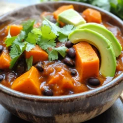 Für das süß-würzige Chili brauchst du: - 2 mittelgroße Süßkartoffeln, geschält und gewürfelt - 1 Dose (425 g) schwarze Bohnen, abgetropft und gespült - 1 Dose (425 g) gewürfelte Tomaten (mit Saft) - 240 ml Gemüsebrühe - 1 mittelgroße Zwiebel, gewürfelt - 2 Knoblauchzehen, gehackt - 1 Paprika (nach Wahl), gewürfelt - 1 Esslöffel Chilipulver - 1 Teelöffel Kreuzkümmel - 1 Teelöffel geräuchertes Paprikapulver - ½ Teelöffel Cayennepfeffer (nach Geschmack anpassen) - Salz und Pfeffer nach Geschmack - 1 Esslöffel Olivenöl - optionale Toppings: Avocadoscheiben, gehackter Koriander, geriebener Käse oder Limettenspalten Wenn du frische Zutaten wählst, achte auf die Farben und die Textur. Die Süßkartoffeln sollten fest und ohne Flecken sein. Wähle Bohnen aus, die gut abgerundet sind und glänzen. Frische Zwiebeln sollten keine dunklen Stellen haben. Die Paprika kann rot, grün oder gelb sein, aber sie sollte knackig und fest sein. Such auch nach reifen Tomaten. Sie sollten fest, aber leicht druckempfindlich sein. Wenn du die Möglichkeit hast, kaufe lokale Produkte. Sie sind oft frischer und voller Geschmack. Toppings machen dein Chili noch besser. Avocadoscheiben bringen Cremigkeit. Sie sind gesund und köstlich. Hacke frischen Koriander darüber für einen frischen Geschmack. Geriebener Käse fügt eine leckere, salzige Note hinzu. Limettenspalten geben einen spritzigen Kick. Experimentiere mit den Toppings, um dein Chili zu personalisieren. Beginne mit der Vorbereitung der Zutaten. Du benötigst zwei mittelgroße Süßkartoffeln. Schäle sie und schneide sie in kleine Würfel. Die Süßkartoffeln sind die Basis des Chilis. Sie geben eine süße Note und machen das Gericht nahrhaft. Nimm dann eine Dose schwarze Bohnen. Diese Bohnen sind proteinreich und geben dem Chili eine schöne Textur. Schütte sie ab und spüle sie gut unter Wasser. Für die Aromen brauchst du auch eine Dose gewürfelte Tomaten. Sie bringen Geschmack und Farbe ins Gericht. Achte darauf, die Tomaten mit ihrem Saft zu verwenden. Schneide eine mittelgroße Zwiebel und eine Paprika in kleine Stücke. Diese beiden Zutaten bringen viel Geschmack. Hacke auch zwei Knoblauchzehen fein. Sie werden das Chili aromatisch machen. Bereite die Gewürze vor. Du brauchst Chilipulver, Kreuzkümmel, geräuchertes Paprikapulver und Cayennepfeffer. Diese Gewürze geben dem Chili seine Würze. Denke daran, auch Salz und Pfeffer bereitzuhalten. Jetzt geht es an die Zubereitung im Slow Cooker. Erhitze einen Esslöffel Olivenöl in einer Pfanne. Füge die gewürfelte Zwiebel und die Paprika hinzu. Koche sie für etwa fünf Minuten, bis sie weich sind. Rühre den Knoblauch ein und lasse ihn eine weitere Minute braten. Lege dann die Süßkartoffelwürfel gleichmäßig auf den Boden des Slow Cookers. Das ist die erste Schicht. Danach kommt die Zwiebel-Paprika-Mischung darauf. Nun füge die schwarzen Bohnen und die gewürfelten Tomaten hinzu. Gieße die Gemüsebrühe darüber und streue die Gewürze dazu. Rühre alles vorsichtig um, damit sich die Zutaten gut vermengen. Decke den Slow Cooker ab. Stelle ihn auf Niedrig für 6-8 Stunden oder auf Hoch für 3-4 Stunden ein. Das Chili ist fertig, wenn die Süßkartoffeln weich sind. Wenn das Chili fertig ist, probiere es unbedingt. Passt die Gewürze nach deinem Geschmack an. Vielleicht magst du es schärfer? Dann füge mehr Cayennepfeffer hinzu. Wenn du ein dickeres Chili möchtest, lasse es in den letzten 30 Minuten ohne Deckel weiterkochen. So verdampft etwas Flüssigkeit. Serviere das Chili heiß. Garniere es mit frischen Avocadoscheiben, gehacktem Koriander oder Limettenspalten. Diese Toppings bringen zusätzlichen Geschmack. Die Nutzung eines Slow Cookers ist einfach und macht das Kochen angenehm. Hier sind einige Tipps, die dir helfen: - Schichte die Zutaten: Lege die festeren Zutaten wie Süßkartoffeln zuerst hinein. So garen sie gleichmäßig. - Vermeide das Öffnen des Deckels: Jedes Mal, wenn du den Deckel öffnest, entweicht Wärme. Lass ihn geschlossen, um die Kochzeit nicht zu verlängern. - Nutze hochwertige Brühe: Eine gute Gemüsebrühe macht den Geschmack intensiver. Wenn du ein dickeres Chili magst, gibt es einfache Tricks: - Lass es ohne Deckel kochen: In den letzten 30 Minuten kannst du den Deckel abnehmen. So verdampft die Flüssigkeit und das Chili wird dicker. - Zerkleinerte Bohnen hinzufügen: Ein paar Bohnen mit einer Gabel zerdrücken, gibt dem Chili mehr Textur und Dicke. - Zusätzliche Süßkartoffeln: Mehr Süßkartoffeln bringen zusätzliche Stärke, die das Chili bindet. Überkochen kann ein Problem sein. Hier sind einige Tipps, um das zu verhindern: - Richtige Temperatur wählen: Stelle den Slow Cooker auf niedrig, wenn du über einen langen Zeitraum kochst. Hoch ist für kürzere Zeiten. - Achte auf die Flüssigkeit: Wenn du mehr Gemüse oder Brühe hinzufügst, achte darauf, nicht zu viel Flüssigkeit zu geben. - Regelmäßig prüfen: Wenn das Chili fast fertig ist, schau regelmäßig nach. So kannst du die Konsistenz besser steuern. {{image_4}} Dieses Chili ist von Natur aus vegan und glutenfrei. Die Süßkartoffeln und schwarzen Bohnen bieten gesunde Nährstoffe. Du kannst sicher sein, dass es für alle geeignet ist. Wenn du glutenfreie Brühe verwendest, bleibt das Gericht glutenfrei. Achte nur darauf, dass alle Zutaten, die du verwendest, keine Gluten enthalten. Experimentiere mit verschiedenen Gemüsesorten. Du kannst Zucchini, Karotten oder Spinat hinzufügen. Schneide sie klein, damit sie gleichmäßig garen. Diese Optionen bringen mehr Geschmack und Nährstoffe. Sie machen das Chili noch bunter und schmackhafter. Wenn du mehr Protein willst, füge Hühnchen oder Tofu hinzu. Für Hühnchen: Verwende Hühnerbrust und schneide sie in Stücke. Gib sie einfach in den Slow Cooker. Für Tofu: Nimm festen Tofu und schneide ihn in Würfel. Brate ihn vorher an, um mehr Geschmack zu bekommen. Beide Optionen machen das Chili sättigender und leckerer. Um dein Chili frisch zu halten, solltest du es in einem luftdichten Behälter aufbewahren. Das schützt vor Gerüchen und Feuchtigkeit. Du kannst es auch in Portionen aufteilen. So bleibt es länger frisch und du hast immer eine schnelle Mahlzeit parat. Lass das Chili zuerst auf Raumtemperatur abkühlen, bevor du es in den Kühlschrank stellst. Wenn du das Chili einfrieren möchtest, verwende gefrierfeste Behälter. Fülle das Chili bis zur Oberkante, um Platz für die Ausdehnung zu lassen. Du kannst es bis zu drei Monate im Gefrierfach aufbewahren. Zum Wiederaufwärmen, lass es über Nacht im Kühlschrank auftauen. Erhitze es dann in einem Topf oder in der Mikrowelle. Füge eventuell etwas Brühe hinzu, damit es nicht zu trocken wird. Im Kühlschrank hält sich das Chili etwa 4 bis 5 Tage. Stelle sicher, dass der Behälter gut verschlossen ist. Wenn das Chili einen seltsamen Geruch oder eine Veränderung der Farbe hat, solltest du es entsorgen. Es ist immer besser, auf Nummer sicher zu gehen. So kannst du sicher sein, dass du dein Chili weiterhin genießen kannst! Ja, du kannst Trockenbohnen verwenden. Du musst sie jedoch zuerst einweichen und kochen. Das dauert länger als bei Dosenbohnen. Weiche die Bohnen über Nacht in Wasser ein. Am nächsten Tag koche sie, bis sie weich sind. Danach kannst du sie im Chili verwenden. Die Schärfe hängt vom Cayennepfeffer ab. Mit ½ Teelöffel ist das Chili mild bis mittel. Wenn du es schärfer magst, füge mehr hinzu. Du kannst auch frische Chilis verwenden. Probiere das Chili nach dem Kochen und passe die Schärfe nach deinem Geschmack an. Ja, dieses Chili eignet sich hervorragend für Meal Prep. Es bleibt gut im Kühlschrank. Du kannst es auch einfrieren. Portioniere es in Behältern. So hast du immer eine schnelle, gesunde Mahlzeit bereit. Erwärme es einfach in der Mikrowelle oder auf dem Herd. Mit diesen Tipps und Schritten bereitest du ein großartiges Chili zu. Zuerst wählst du frische Zutaten aus und bereitest sie sorgfältig vor. Dann kochst du alles im Slow Cooker, um den besten Geschmack zu erzielen. Experimentiere mit Variationen, um dein Chili zu personalisieren. Denk daran, dass gutes Chili gut gelagert werden muss, um frisch zu bleiben. Befolge diese Ratschläge, um jedes Mal ein perfektes Ergebnis zu erzielen. Viel Spaß beim Kochen und Genießen!