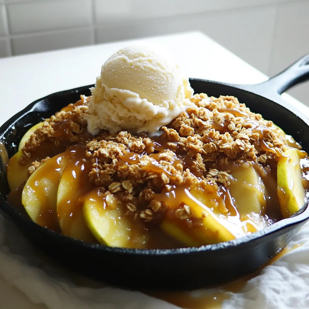Um einen tollen Karamell-Apfel-Crisp zu machen, brauchen Sie: - 4 mittelgroße Granny Smith Äpfel, geschält, entkernt und in Scheiben geschnitten - 1 Tasse brauner Zucker - 1 Teelöffel gemahlener Zimt - 1/2 Teelöffel Muskatnuss - 1 Esslöffel Zitronensaft - 1 Tasse Haferflocken - 1/2 Tasse Weizenmehl - 1/2 Tasse kalte, ungesalzene Butter, gewürfelt - 1/2 Tasse gehackte Walnüsse oder Pekannüsse (optional) - 1/2 Tasse Karamellsauce (gekauft oder selbstgemacht) - Vanilleeis zum Servieren Diese Zutaten bilden die Grundlage für einen köstlichen und warmen Dessertgenuss. Gewürze sind wichtig für den Geschmack. Zimt und Muskatnuss bringen Wärme und Tiefe. Zimt gibt eine süße Note. Muskatnuss fügt einen feinen, würzigen Geschmack hinzu. Zitronensaft hilft, die Äpfel frisch zu halten und gleicht die Süße aus. Um den Karamell-Apfel-Crisp noch interessanter zu machen, können Sie Nüsse hinzufügen. Gehackte Walnüsse oder Pekannüsse bringen Crunch. Sie sorgen für einen tollen Kontrast zu den weichen Äpfeln. Auch die Karamellsauce ist eine Möglichkeit, um die Süße zu verstärken. Heize deinen Ofen auf 175°C vor. Nimm eine gusseiserne Pfanne und stelle sie in den Ofen. Diese Pfanne wird heiß und sorgt für eine knusprige Kruste. Schäle und entkerne die Äpfel. Schneide sie in dünne Scheiben. In einer großen Schüssel vermengst du die Apfelscheiben mit: - 1 Tasse braunem Zucker - 1 Teelöffel gemahlenem Zimt - 1/2 Teelöffel Muskatnuss - 1 Esslöffel Zitronensaft Rühre alles gut um, damit die Äpfel gleichmäßig bedeckt sind. Nimm eine andere Schüssel und mische: - 1 Tasse Haferflocken - 1/2 Tasse Weizenmehl Füge 1/2 Tasse kalte, gewürfelte Butter hinzu. Verwende deine Finger oder einen Teigmischer, um die Mischung krümelig zu machen. Wenn du magst, rühre 1/2 Tasse gehackte Walnüsse oder Pekannüsse unter. Nimm die heiße Pfanne aus dem Ofen. Verteile die Apfelmischung gleichmäßig auf dem Boden. Streue die Streuselfüllung über die Äpfel. Stelle die Pfanne zurück in den Ofen und backe sie 25-30 Minuten. Die Äpfel sollten sprudelnd sein und die Füllung goldbraun. Fünf Minuten vor dem Servieren, drizzel Karamellsauce über die Füllung. Stelle die Pfanne erneut für fünf Minuten in den Ofen, um die Sauce zu erwärmen. Lass die Pfanne kurz abkühlen, bevor du servierst. Um den perfekten Karamell-Apfel-Crisp zu machen, achte auf die Äpfel. Ich empfehle Granny Smith. Sie sind süß-sauer und geben einen tollen Kontrast. Schneide die Äpfel gleichmäßig. Das hilft beim Garen. Mische die Äpfel gut mit Zucker und Gewürzen. So ziehen die Aromen ein. Die Streuselfüllung ist wichtig. Verwende kalte Butter. Das macht die Füllung knusprig. Mische die Zutaten bis sie krümelig sind. Du kannst auch Nüsse hinzufügen. Walnüsse oder Pekannüsse geben einen schönen Crunch. Ein häufiger Fehler ist, die Äpfel nicht richtig vorzubereiten. Achte darauf, sie gut zu schälen und zu entkernen. Wenn die Mischung zu nass ist, kann das Ergebnis matschig werden. Ein weiteres Problem: Überbacken. Achte auf die Zeit. Die Äpfel sollten sprudelnd und die Füllung goldbraun sein. Lass die Pfanne nach dem Backen kurz abkühlen. Das hilft, die Füllung zu setzen. Du kannst die Süße anpassen. Verwende weniger Zucker, wenn du es weniger süß magst. Probiere auch Honig oder Ahornsirup. Diese Süßstoffe bringen einen anderen Geschmack. Für eine andere Textur kannst du Haferflocken durch Mandeln oder Kokos ersetzen. Das gibt deinem Crisp eine neue Note. Sei kreativ und finde deinen eigenen Stil! {{image_4}} Du kannst andere Früchte verwenden, wenn du Äpfel nicht magst. Birnen sind eine tolle Wahl. Sie haben eine ähnliche Textur und süßen Geschmack. Auch Pfirsiche oder Kirschen passen gut in dieses Rezept. Diese Früchte bringen neue Aromen in dein Gericht. Möchtest du weniger Zucker? Reduziere die Menge an braunem Zucker in der Mischung. Du kannst Honig oder Ahornsirup nutzen. Diese Optionen geben Süße und Geschmack. Wenn du glutenfrei kochen möchtest, ersetze das Weizenmehl durch Mandelmehl oder Hafermehl. Achte darauf, dass die Haferflocken auch glutenfrei sind. So bleibt dein Essen lecker und gesund. Selbstgemachte Karamellsauce schmeckt oft besser als gekaufte. Du brauchst nur Zucker, Butter und Sahne. Schmelze den Zucker, füge Butter hinzu und rühre die Sahne ein. Wenn du wenig Zeit hast, ist gekaufte Sauce praktisch. Sie ist schnell zu verwenden und spart Zeit. Wähle eine gute Marke für besten Geschmack. Bewahre Reste in einem luftdichten Behälter auf. So bleiben die Aromen frisch. Stelle sicher, dass der Karamell-Apfel-Crisp vollständig abgekühlt ist, bevor du ihn einlagerst. Du kannst die Reste bis zu drei Tage im Kühlschrank lagern. Wenn du eine große Menge zubereitet hast, teile sie in kleinere Portionen auf. So bleibt die Qualität besser. Um den besten Geschmack zu erhalten, heize den Karamell-Apfel-Crisp im Ofen auf. Stelle den Ofen auf 175°C (350°F) ein. Decke die Pfanne mit Aluminiumfolie ab. So trocknet er nicht aus. Erwärme ihn 10 bis 15 Minuten, bis er warm ist. Du kannst auch die Mikrowelle nutzen, aber achte darauf, dass er nicht gummiartig wird. Erwärme ihn in kurzen Intervallen. Der Karamell-Apfel-Crisp hält sich im Kühlschrank bis zu drei Tage. Wenn du ihn länger aufbewahren möchtest, friere ihn ein. Stelle sicher, dass du ihn in einem gefrierfesten Behälter lagerst. So bleibt er bis zu drei Monate frisch. Um ihn aufzutauen, lasse ihn über Nacht im Kühlschrank. Erwärme ihn dann wie gewohnt im Ofen. Das Rezept ergibt sechs Portionen. Jede Portion ist perfekt für einen kleinen Dessertgenuss. Wenn du mehr Gäste hast, kannst du die Menge einfach verdoppeln. So hast du genug für alle. Ja, du kannst frische Äpfel verwenden. Granny Smith sind toll, weil sie süß-sauer sind. Du kannst auch andere Sorten wie Fuji oder Honeycrisp nehmen. Deine Wahl beeinflusst den Geschmack. Experimentiere mit verschiedenen Äpfeln für neue Aromen. Du kannst den Karamell-Apfel-Crisp bis zu drei Tage im Kühlschrank aufbewahren. Stelle sicher, dass du ihn in einem luftdichten Behälter lagern. So bleibt er frisch. Wenn du ihn länger aufbewahren möchtest, friere ihn ein. So bleibt er bis zu drei Monate gut. Ja, das Rezept ist anpassbar. Du kannst den Zucker reduzieren oder Honig verwenden. Auch glutenfreies Mehl ist eine Option. Wenn du Nüsse nicht magst, lasse sie einfach weg. So passt das Rezept zu verschiedenen Diäten. Ein Karamell-Apfel-Crisp bringt Freude in jede Küche. Wir haben die Hauptzutaten und ihre Rollen besprochen. Schritt-für-Schritt habe ich erklärt, wie du ihn zubereitest. Tipps helfen dir, perfekt zu backen und häufige Fehler zu vermeiden. Wir haben Alternativen erkundet, um das Rezept anzupassen. Am Ende sind Lagerhinweise wichtig für die Reste. Mit diesen Infos kannst du deinen Karamell-Apfel-Crisp so lecker machen, dass er jeder liebt. Trau dich, neue Ideen auszuprobieren und viel Spaß beim Backen!