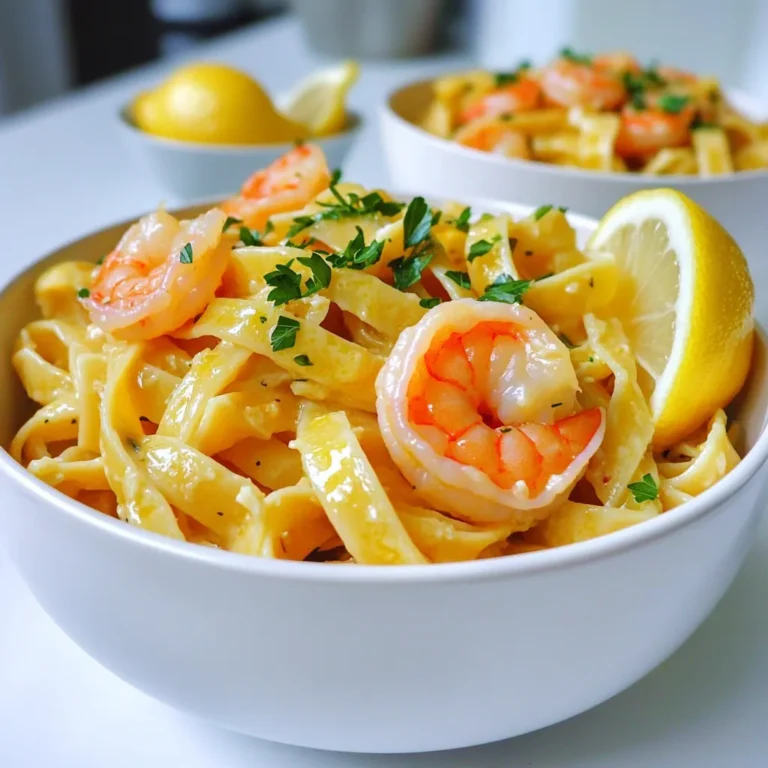 Für dieses einfache Gericht brauchst du: - 340 g Fettuccine-Nudeln - 450 g große Garnelen, geschält und entdarmt - 85 g ungesalzene Butter - 6 Knoblauchzehen, fein gehackt - ½ Teelöffel rote Pfefferflocken (nach Vorliebe anpassen) - 1 Zitrone, Schale abgerieben und ausgepresst - 50 g frisch geriebener Parmesan - ¼ Tasse frische Petersilie, gehackt - Salz und Pfeffer nach Geschmack Jede Zutat spielt eine wichtige Rolle. Die Garnelen geben den Hauptgeschmack. Die Butter sorgt für eine reichhaltige Basis. Knoblauch bringt das Aroma, während die Zitrone Frische hinzufügt. Frisch gehackte Zutaten sind entscheidend für den Geschmack. Frischer Knoblauch hat ein starkes Aroma. Das macht den Unterschied in der Sauce. Außerdem bleibt das Gericht lebendig und klar im Geschmack. Wenn du frische Petersilie verwendest, gibt das dem Gericht einen schönen Farbkontrast. Wenn du keine ungesalzene Butter hast, kannst du auch gesalzene verwenden. Achte darauf, den zusätzlichen Salzgehalt zu kontrollieren. Eine weitere Option ist Olivenöl. Es gibt einen anderen Geschmack, aber es funktioniert gut. Du kannst auch vegane Butter nehmen, um das Gericht pflanzlich zu gestalten. Zuerst bringst du einen großen Topf mit Wasser zum Kochen. Füge eine Prise Salz hinzu. Gib die Fettuccine-Nudeln ins Wasser. Koche sie gemäß der Packungsanweisung al dente. Das dauert etwa 10 Minuten. Vergiss nicht, eine Tasse Nudelwasser aufzufangen. Das hilft, die Sauce später zu binden. Gieße die Nudeln ab und stelle sie beiseite, während du die Garnelen zubereitest. Jetzt kommt der spannende Teil! Nimm eine große Pfanne und stelle sie auf mittlere Hitze. Schmelze drei Esslöffel Butter in der Pfanne. Wenn die Butter schmilzt, füge die geschälten und entdarmten Garnelen hinzu. Würze sie mit Salz, Pfeffer und der Hälfte der roten Pfefferflocken. Brate die Garnelen für etwa zwei bis drei Minuten auf jeder Seite. Sie sollten rosa und fest sein. Nimm die Garnelen aus der Pfanne und lege sie auf einen Teller. In der gleichen Pfanne kommt nun der Knoblauch. Gib die restliche Butter hinein und dann die fein gehackten Knoblauchzehen. Brate den Knoblauch für ein bis zwei Minuten an. Achte darauf, dass er nicht braun wird, nur duftet. Füge nun die gekochten Nudeln zur Pfanne hinzu und vermenge alles gut. Gieße langsam den Zitronensaft und die Zitronenschale hinein. Mische alles und füge das reservierte Nudelwasser hinzu, bis die Sauce die gewünschte Dicke hat. Jetzt sind die Garnelen wieder dran! Gib sie zurück in die Pfanne und rühre alles gut um. Zuletzt streue frisch geriebenen Parmesan und die restlichen roten Pfefferflocken darüber. Schmecke das Gericht ab und genieße die Aromen! Um die Garnelen perfekt zuzubereiten, achte auf die richtige Hitze. Ich empfehle, mittlere Hitze zu verwenden. So braten die Garnelen gleichmäßig und werden zart. Sie sind fertig, wenn sie rosa und undurchsichtig sind. Das dauert etwa 2-3 Minuten pro Seite. Lass sie nicht zu lange in der Pfanne, sonst werden sie gummiartig. Die Kochzeit für die Fettuccine liegt meist bei 8 bis 10 Minuten. Achte darauf, sie al dente zu kochen. Das bedeutet, sie sollten weich, aber noch bissfest sein. Probiere die Nudeln einfach vor dem Abgießen. Wenn sie gut sind, fange etwas Nudelwasser auf. Es hilft, die Sauce später zu binden. Die Sauce sollte cremig, aber nicht zu dick sein. Füge langsam das Nudelwasser hinzu, bis die gewünschte Konsistenz erreicht ist. Der Zitronensaft bringt Frische und hilft, die Aromen zu balancieren. Wenn du die Sauce zu dünn findest, lasse sie einfach kurz köcheln, bis sie eindickt. So erreichst du die perfekte Knoblauchbutter-Sauce für deine Pasta. {{image_4}} Wenn du eine vegetarische Option suchst, kannst du die Garnelen durch Gemüse ersetzen. Brokkoli, Zucchini und Paprika passen perfekt. Diese Gemüse bringen tolle Farben und Aromen in dein Gericht. Brate das Gemüse einfach wie die Garnelen. Achte darauf, dass sie knackig bleiben. So erhältst du ein frisches und gesundes Gericht. Möchtest du es schärfer? Füge einfach mehr rote Pfefferflocken hinzu. Du kannst auch frische, gehackte Chilis verwenden. Diese bringen einen tollen Kick in die Knoblauchbutter-Sauce. Beginne mit einer kleinen Menge und taste dich vor. So findest du die perfekte Schärfe für deinen Geschmack. Die richtige Beilage macht das Essen noch besser. Probiere einen frischen grünen Salat mit Zitronen-Dressing. Auch knuspriges Brot passt gut dazu. Du kannst das Brot mit Knoblauchbutter bestreichen und im Ofen rösten. Eine einfache und leckere Ergänzung zu deiner Pasta! Um die Reste von Knoblauchbutter Garnelen Pasta frisch zu halten, lege sie in einen luftdichten Behälter. Achte darauf, die Pasta und die Garnelen gut zu trennen. So bleibt die Konsistenz besser. Du kannst auch etwas Nudelwasser hinzufügen, um die Pasta feucht zu halten. Beim erneuten Erwärmen ist es wichtig, die Pasta sanft zu behandeln. Erhitze sie in der Mikrowelle oder in einer Pfanne. Füge etwas Butter oder Nudelwasser hinzu, um die Sauce wieder cremig zu machen. So bleibt der Geschmack intensiv. Vermeide hohe Temperaturen, um die Garnelen nicht zäh zu machen. Im Kühlschrank hält sich die Pasta etwa drei Tage. Stelle sicher, dass der Behälter gut verschlossen ist. Wenn du die Pasta länger aufbewahren möchtest, kannst du sie einfrieren. So bleibt sie bis zu drei Monate haltbar. Denke daran, die Reste gut zu beschriften, damit du weißt, was drin ist. Die Zubereitung dauert etwa 30 Minuten. Du brauchst 15 Minuten zum Vorbereiten und 15 Minuten zum Kochen. Die Fettuccine kocht schnell, und die Garnelen sind bald fertig. Sie brauchen nur 2-3 Minuten pro Seite in der Pfanne. Wenn du alles gut planst, ist das Gericht schnell zubereitet. Ja, du kannst die Garnelen durch Hähnchen oder Tofu ersetzen. Hähnchenbrust ist eine gute Wahl. Schneide sie in kleine Stücke und brate sie gleich wie die Garnelen. Tofu sollte gut gewürzt werden. Die Garzeit kann sich leicht ändern, also achte darauf, dass alles gut durchgegart ist. Zu Knoblauchbutter Garnelen Pasta passen viele Beilagen. Ein frischer grüner Salad ist eine gute Wahl. Er bringt einen schönen Kontrast. Auch knuspriges Brot ist lecker. Du kannst es zum Dippen in die Sauce nutzen. Gebratene Zucchini oder Spargel passen ebenfalls gut dazu. Diese Knoblauchbutter Garnelen Pasta ist einfach und köstlich. Wir haben die Hauptzutaten und deren Frische besprochen. Die Zubereitung umfasst auch wichtige Schritte wie das Kochen der Nudeln und das Anbraten der Garnelen. Tipps helfen, perfekte Garnelen zu erzielen, während Variationen das Gericht anpassen. Beachten Sie die Aufbewahrungshinweise für Reste. Genießen Sie Ihr Gericht und experimentieren Sie! Gute Ideen bringen mehr Geschmack auf den Tisch.