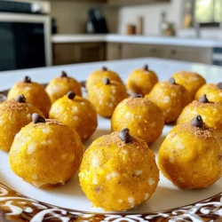 - 1 Tasse Haferflocken - 1/2 Tasse Mandelbutter oder Erdnussbutter - 1/2 Tasse Kürbispüree Die Basis dieser leckeren Bällchen sind Haferflocken. Sie geben den Bällchen eine tolle Textur. Mandelbutter oder Erdnussbutter sorgt für einen reichhaltigen Geschmack und gesunde Fette. Kürbispüree bringt die saisonale Frische und einen schönen Farbton. - 1/4 Tasse Honig oder Ahornsirup - 1 Teelöffel Kürbiskraut - 1/2 Teelöffel Vanilleextrakt Für die Süße verwenden Sie Honig oder Ahornsirup. Beide sind natürliche Süßungsmittel. Kürbiskraut bringt den typischen Herbstgeschmack. Vanilleextrakt fügt eine angenehme Note hinzu, die alles abrundet. - 1/4 Tasse Leinsamenmehl - 1/4 Tasse Mini-Schokoladenstückchen (optional) - Eine Prise Salz Leinsamenmehl hat viele Nährstoffe und hilft, die Bällchen zusammenzuhalten. Mini-Schokoladenstückchen sind optional, aber sie machen die Bällchen noch köstlicher. Eine Prise Salz hebt die Aromen hervor und sorgt für einen tollen Geschmack. - Nehmen Sie eine mittelgroße Schüssel. - Geben Sie die Haferflocken, Mandelbutter, Kürbispüree, Honig, Kürbiskraut und Vanilleextrakt hinein. - Vermengen Sie alle Zutaten gründlich. Rühren Sie, bis eine gleichmäßige, klebrige Masse entsteht. Dies ist der Schlüssel zu gutem Geschmack und Textur. - Fügen Sie das Leinsamenmehl und die Mini-Schokoladenstückchen hinzu, wenn Sie möchten. - Rühren Sie alles gut um, damit sich die Zutaten gleichmäßig verteilen. - Verwenden Sie Ihre Hände, um kleine Bällchen zu formen. Jedes Bällchen sollte etwa 2,5 cm im Durchmesser sein. - Legen Sie die geformten Bällchen auf ein Tablett oder einen Teller mit Backpapier. - Stellen Sie das Tablett in den Kühlschrank. Lassen Sie die Bällchen mindestens 30 Minuten ruhen. Dies hilft ihnen, fester zu werden. - Nach der Kühlzeit können Sie die Bällchen in einen luftdichten Behälter geben. - Arrangieren Sie die Bällchen auf einem dekorativen Teller. Streuen Sie etwas Kürbiskraut darüber für eine festliche Note. - Fügen Sie auf jedem Bällchen ein paar Schokoladenstückchen hinzu. So sehen sie noch leckerer aus! Um die perfekte Konsistenz zu erreichen, ist es wichtig, alle Zutaten gut zu vermengen. Achten Sie darauf, dass die Mischung gleichmäßig und klebrig ist. Wenn sie zu trocken ist, fügen Sie etwas mehr Kürbispüree oder Mandelbutter hinzu. Wenn die Mischung zu feucht ist, geben Sie mehr Haferflocken oder Leinsamenmehl dazu. Um glatte Bällchen zu formen, befeuchten Sie Ihre Hände leicht mit Wasser. Dadurch kleben die Zutaten nicht an Ihren Händen. Rollen Sie die Mischung zwischen Ihren Handflächen, um runde Bällchen zu formen, die etwa 2,5 cm groß sind. Sie können die Mandelbutter leicht durch Erdnussbutter ersetzen, wenn Sie möchten. Auch Sonnenblumenbutter ist eine tolle Option. Diese Alternativen geben den Bällchen einen anderen Geschmack und sind nussfrei. Wenn Sie die Gewürze anpassen möchten, probieren Sie Zimt oder Muskatnuss. Diese Gewürze passen gut zum Kürbis und bringen neue Aromen in die Bällchen. Ein einfacher Weg, den Geschmack zu verbessern, ist das Hinzufügen von Trockenfrüchten. Getrocknete Cranberries oder Rosinen geben eine süße Note und eine angenehme Textur. Variationen mit Nüssen oder Samen sind ebenfalls eine tolle Idee. Mandeln, Walnüsse oder sogar Sonnenblumenkerne fügen Crunch hinzu und erhöhen den Nährwert. Experimentieren Sie mit verschiedenen Zutaten, um Ihre perfekte Mischung zu finden! {{image_4}} Für eine vegane Option, benutze Agavendicksaft statt Honig. Agavendicksaft ist süß und pflanzlich. Diese Anpassung macht das Rezept für vegane Diäten geeignet. Du kannst also jeden Biss genießen, ohne tierische Produkte zu verwenden. Möchtest du mehr Protein? Füge einfach einen Löffel Proteinpulver zu der Mischung hinzu. Das erhöht den Nährwert. Du kannst auch Hülsenfrüchte wie Kichererbsen oder schwarze Bohnen verwenden. Diese Zutaten bringen zusätzliche Ballaststoffe und Proteine in die Bällchen. Wenn du verschiedene Geschmäcker ausprobieren willst, mache Zimt-Schokoladen-Bällchen. Ersetze einfach das Kürbispüree durch Schokoladenstückchen und Zimt. Eine andere Idee sind Kokosnuss-Kürbis-Bällchen. Füge Kokosraspeln hinzu, um ein tropisches Flair zu bekommen. Diese Variationen machen die Snacks noch spannender. Um die frischen Energie-Bällchen richtig zu lagern, nutze luftdichte Behälter. Diese Behälter halten die Bällchen frisch und verhindern, dass sie austrocknen. Du kannst sie auch in einem Gefrierbeutel aufbewahren, wenn du Platz sparen möchtest. Für eine längere Haltbarkeit friere die Bällchen einfach ein. Sie bleiben so bis zu drei Monate haltbar. Im Kühlschrank halten die Bällchen etwa eine Woche. Achte darauf, dass sie gut verpackt sind. Wenn du sie im Gefrierfach hast, können sie bis zu drei Monate halten. Ein Zeichen für Verderb ist ein unangenehmer Geruch oder eine veränderte Textur. Wenn die Bällchen schimmelig sind oder komisch aussehen, wirf sie weg. Wenn du Reste hast, sei kreativ! Du kannst die Bällchen in Joghurt oder Haferflocken geben. Das macht dein Frühstück leckerer. Auch als Snack für unterwegs sind sie ideal. Packe sie in einen kleinen Behälter für einen schnellen Energieschub. Die Bällchen halten im Kühlschrank etwa eine Woche. Bewahre sie in einem luftdichten Behälter auf. So bleiben sie frisch und lecker. Wenn du sie länger aufbewahren möchtest, kannst du sie einfrieren. Sie halten im Gefrierfach bis zu drei Monate. Stelle sicher, dass du sie gut verpackst, um Gefrierbrand zu vermeiden. Ja, du kannst die Schokoladenstückchen weglassen. Stattdessen kannst du Trockenfrüchte wie Cranberries oder Rosinen hinzufügen. Das gibt den Bällchen eine süße Note. Du kannst auch Nüsse oder Samen verwenden, um den Crunch zu erhöhen. Experimentiere und finde deinen perfekten Geschmack! Ja, die Bällchen können glutenfrei sein. Überprüfe, dass die Haferflocken glutenfrei sind. Viele Marken bieten solche Haferflocken an. Achte auch auf die anderen Zutaten. Mandelbutter und Kürbispüree sind meist glutenfrei. Verwende für die besten Ergebnisse Produkte, die als glutenfrei gekennzeichnet sind. Diese Anleitung zeigt, wie man leckere Energie-Bällchen macht. Wir haben die Hauptzutaten wie Haferflocken, Mandelbutter und Kürbispüree besprochen. Die Step-by-Step-Anleitung hilft dir, die Bällchen einfach zuzubereiten und zu kühlen. Die Tipps helfen, die Konsistenz und den Geschmack zu verbessern. Denk an Variationen für besondere Vorlieben. Mit den richtigen Lagerungsmethoden bleiben die Bällchen frisch. Probiere sie aus und genieße gesunde Snacks zuhause!