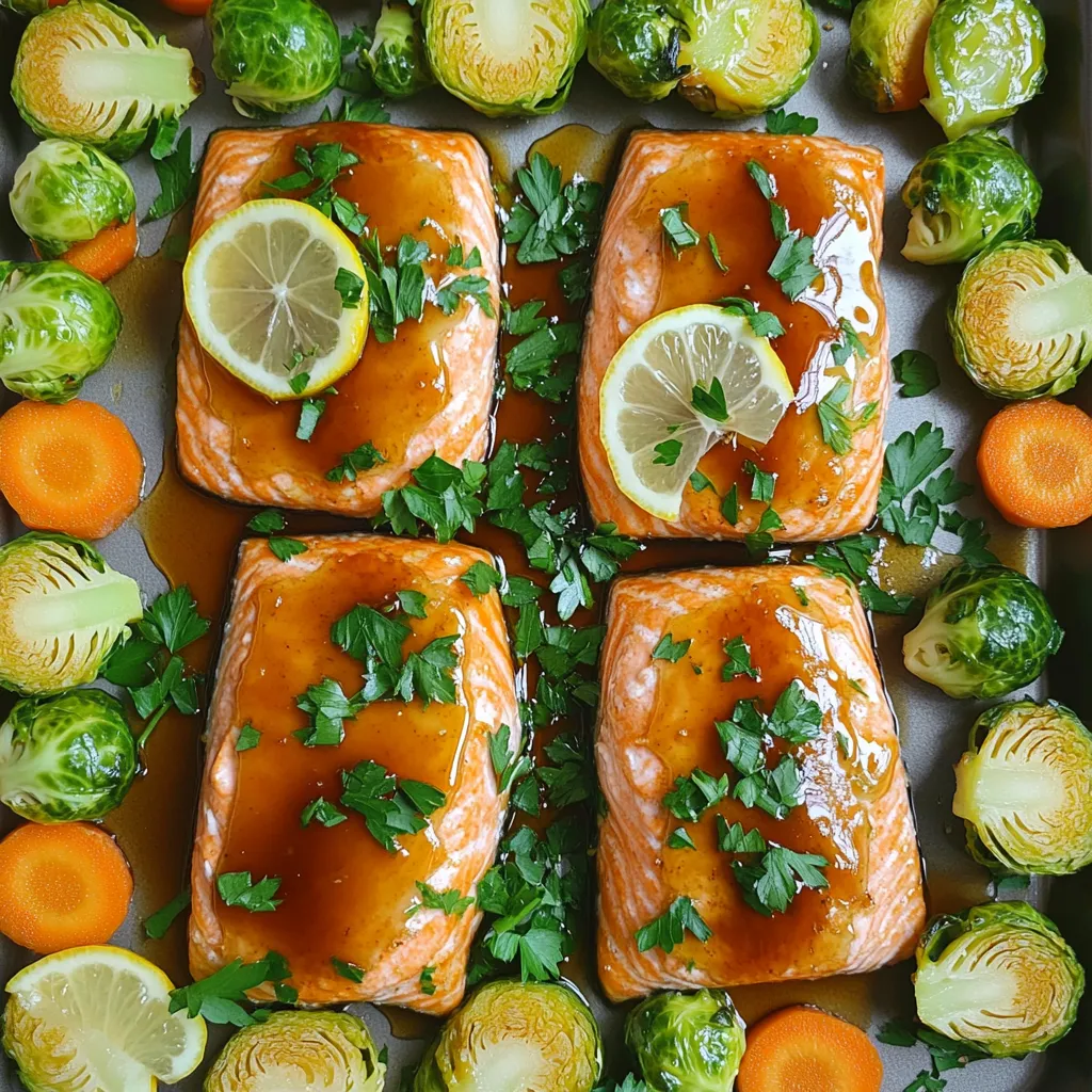 - 4 Lachsfilets - 60 ml reiner Ahornsirup - 2 Esslöffel Dijon-Senf - 2 Esslöffel Sojasauce (oder Tamari für eine glutenfreie Option) - 1 Esslöffel Olivenöl - 2 Knoblauchzehen, fein gehackt - 1 Zitrone, in dünne Scheiben geschnitten - 200 g Rosenkohl, halbiert - 200 g Babykare, halbiert oder grob gehackt - Salz und Pfeffer nach Geschmack - Frische Petersilie, gehackt (zum Garnieren) Für den besten Geschmack wähle frische Lachsfilets. Sie sollten eine leuchtende Farbe haben. Reiner Ahornsirup ist wichtig. Er gibt dem Gericht die süße Note. Dijon-Senf sorgt für einen tollen Kontrast. Sojasauce bringt Umami in das Rezept. Frisches Gemüse macht das Gericht gesund und knackig. Verwende kleine Rosenkohl und Babykare für beste Textur. Wenn du Gluten meiden musst, benutze Tamari statt Sojasauce. Du kannst den Lachs auch durch Tofu ersetzen. Das ist eine tolle Option für Vegetarier. Anstelle von Babykare kannst du Zucchini oder Karotten verwenden. Diese Alternativen sind lecker und passen gut zum Gericht. Zuerst heize deinen Ofen auf 200°C vor. Nimm dann ein großes Backblech. Halbiere den Rosenkohl und die Babykare. Lege das Gemüse gleichmäßig auf das Blech. Dies sorgt für eine gleichmäßige Garung. Du kannst etwas Olivenöl darüber träufeln, damit das Gemüse nicht klebt. In einer Schüssel vermischst du reinen Ahornsirup, Dijon-Senf, Sojasauce, Olivenöl und gehackten Knoblauch. Rühre alles gut um, bis die Glasur gleichmäßig aussieht. So wird der Lachs nach dem Garen lecker süß und herzhaft. Platziere die Lachsfilets in der Mitte des Backblechs. Achte darauf, dass die Haut nach unten zeigt. Gieße die Hälfte der Glasur gleichmäßig über den Lachs. Lege die Zitronenscheiben auf den Lachs und um das Gemüse. Das bringt mehr Geschmack. Röste alles im Ofen für 15 bis 20 Minuten. Baste den Lachs während des Garens mit der restlichen Glasur. Wenn der Lachs gar ist, nimm das Blech heraus und garniere es mit frischer Petersilie. Um perfekten Lachs zu bekommen, wähle frische Filets. Die Haut sollte glänzend und feucht sein. Lege die Filets mit der Hautseite nach unten auf das Blech. Dadurch bleibt der Lachs saftig. Die Glasur ist der Schlüssel. Gieße sie gleichmäßig auf den Lachs. Wenn du den Lachs während des Garens ein paar Mal mit der Glasur bestreichst, wird er noch besser. Achte darauf, den Lachs nicht zu lange zu garen. Er sollte zart und leicht flockig sein. Für das Gemüse ist eine gleichmäßige Zubereitung wichtig. Halbiere den Rosenkohl und die Babykarotten, damit sie gleichmäßig garen. Mische sie gut mit Olivenöl, Salz und Pfeffer. So erhalten sie einen tollen Geschmack. Lege das Gemüse in einer einzigen Schicht auf das Blech. Dadurch wird es schön knusprig. Wenn du magst, kannst du das Gemüse auch mit Gewürzen wie Paprika oder Thymian verfeinern. Ein häufiger Fehler ist, den Lachs zu übergaren. Überprüfe die Garzeit und die Temperatur. Ein weiterer Fehler ist, das Gemüse nicht richtig vorzubereiten. Achte darauf, dass das Gemüse gleichmäßig geschnitten ist. Zu viel Glasur kann auch den Lachs überwältigen. Verwende sie sparsam und fülle nach Bedarf nach. Wenn du diese Tipps beachtest, wird dein Gericht sicher ein Hit! {{image_4}} Du kannst dieses Rezept leicht anpassen, indem du andere Fische verwendest. Forelle oder Kabeljau sind tolle Alternativen. Sie haben einen milden Geschmack und nehmen die Glasur gut auf. Lachs ist zwar beliebt, aber andere Fische bringen neue Aromen. Stelle sicher, dass die Garzeit ähnlich bleibt, um perfekte Ergebnisse zu erzielen. Das Gemüse kann leicht variiert werden. Du kannst Brokkoli oder Karotten verwenden, wenn du etwas anderes magst. Zucchini oder Paprika bringen ebenfalls frische Farben und Geschmäcker. Achte darauf, das Gemüse gleichmäßig zu schneiden, damit alles zur gleichen Zeit gar wird. Dies sorgt für einen bunten Teller und viele gesunde Nährstoffe. Wenn du auf Gluten achtest, ist Sojasauce kein Problem. Verwende einfach Tamari, das glutenfrei ist. Die Glasur bleibt so lecker und du kannst den vollen Geschmack genießen. Achte darauf, dass alle anderen Zutaten ebenfalls glutenfrei sind, um dein Gericht sicher zu machen. So kannst du das Rezept ohne Sorgen genießen. Um die Reste des Ahornsirup-glasierten Lachses zu lagern, lege sie in einen luftdichten Behälter. Du kannst den Lachs und das Gemüse getrennt oder zusammen aufbewahren. Stelle sicher, dass der Behälter gut verschlossen ist. So bleibt die Frische erhalten und der Geschmack bleibt stark. Wenn du die Reste aufwärmst, mache das sanft. Heize den Ofen auf 175°C (350°F) vor. Lege den Lachs und das Gemüse auf ein Backblech. Bedecke das Blech mit Folie, um das Austrocknen zu verhindern. Erwärme es für etwa 10-15 Minuten. So bleibt der Lachs saftig und das Gemüse zart. Im Kühlschrank hält der Lachs etwa 2-3 Tage. Stelle sicher, dass du ihn in einem luftdichten Behälter lagerst. Im Gefrierschrank kannst du den Lachs bis zu 3 Monate aufbewahren. Achte darauf, ihn gut einzuwickeln, um Gefrierbrand zu vermeiden. Vor dem Verzehr solltest du ihn über Nacht im Kühlschrank auftauen. Den Lachs garen Sie in etwa 15 bis 20 Minuten. Die genaue Zeit hängt von der Dicke der Filets ab. Ein dickeres Stück kann etwas länger brauchen. Achten Sie darauf, dass der Lachs nicht trocken wird. Er sollte innen zart und saftig bleiben. Ja, Sie können Ahornsirup durch Honig oder Agavendicksaft ersetzen. Beide bieten eine süße Note, die gut passt. Der Geschmack wird jedoch leicht anders sein. Probieren Sie es aus, um Ihre perfekte Kombination zu finden. Zu Ahornsirup-glasiertem Lachs passen viele Beilagen gut. Ich empfehle, frischen Salat oder gedämpften Reis zu servieren. Auch Quinoa ist eine tolle Wahl. Eine Zitrone als Garnitur fügt Frische hinzu und rundet das Gericht ab. In diesem Blogbeitrag haben wir alles über ahornsirup-glasierten Lachs besprochen. Wir schauten uns die besten Zutaten und Alternativen an. Die Schritt-für-Schritt-Anleitung machte die Zubereitung einfach. Tipps und Tricks helfen, häufige Fehler zu vermeiden. Variationen zeigen, wie man das Gericht anpassen kann. Schließlich gab es nützliche Lagerinformationen und häufige Fragen. Ich hoffe, du probierst das Rezept aus und genießt das Gericht! Es wird dir schmecken.