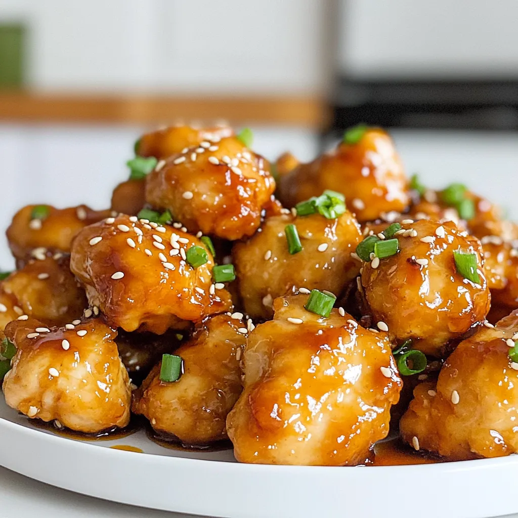 Für die Teriyaki-Hühnchenhäppchen brauchst du: - 450 g entbeinte, hautlose Hühnchenschenkel - 120 ml Teriyaki-Sauce - 30 ml Honig - 15 ml Sojasauce (low sodium) - 15 g frischer Ingwer, gerieben - 2 Knoblauchzehen, fein gehackt - 15 ml Sesamöl - 1/4 Teelöffel schwarzer Pfeffer - 30 g Sesamsamen zum Garnieren - 2 Frühlingszwiebeln, gehackt zum Garnieren Hier sind die genauen Mengen für jede Zutat: - Hühnchen: 450 g - Teriyaki-Sauce: 120 ml - Honig: 30 ml - Sojasauce: 15 ml - Ingwer: 15 g - Knoblauch: 2 Zehen - Sesamöl: 15 ml - Schwarzer Pfeffer: 1/4 Teelöffel - Sesamsamen: 30 g - Frühlingszwiebeln: 2 Stück Frische Zutaten machen einen großen Unterschied. Verwende frisches Hühnchen, wenn möglich. Frischer Ingwer hat mehr Geschmack als getrockneter. Auch frischer Knoblauch bringt mehr Aroma. Gefrorenes Hühnchen ist eine gute Alternative, wenn du keine frischen Zutaten hast. Achte jedoch darauf, es richtig aufzutauen, um die beste Qualität zu erhalten. Die Marinade funktioniert gut mit beiden, aber frische Zutaten sind immer besser für den Geschmack. Zuerst müssen wir die Marinade zubereiten. Mische in einer großen Schüssel die Teriyaki-Sauce, den Honig, die Sojasauce, den geriebenen Ingwer, den gehackten Knoblauch, das Sesamöl und den schwarzen Pfeffer. Rühre alles gut um, bis die Zutaten eine glatte Mischung ergeben. Schneide die Hühnchenschenkel in mundgerechte Stücke. Gib die Hühnchenstücke in die Marinade. Stelle sicher, dass jedes Stück gut bedeckt ist. Decke die Schüssel mit Frischhaltefolie ab. Lass sie mindestens 30 Minuten im Kühlschrank marinieren. Für mehr Geschmack empfehle ich, das Hühnchen bis zu zwei Stunden marinieren. Heize deine Heißluftfritteuse auf 190°C vor. Dies dauert etwa fünf Minuten. Vorheizen ist wichtig, um die Hühnchenhäppchen gleichmäßig zu garen. Eine gute Temperatur hilft, dass die Stücke schön knusprig werden. Stelle sicher, dass die Heißluftfritteuse vollständig vorgeheizt ist, bevor du das Hühnchen hinzufügst. Nach dem Vorheizen legst du die marinierten Hühnchenstücke in den Korb der Heißluftfritteuse. Achte darauf, die Stücke in einer einzelnen Schicht zu platzieren. So garen sie gleichmäßig. Wenn der Korb zu voll ist, teile die Hühnchenstücke in mehrere Durchgänge auf. Gare die Hühnchenhäppchen für 10 bis 12 Minuten. Schüttle den Korb einmal zur Halbzeit, damit sie gleichmäßig bräunen. Die Hühnchenstücke sollten goldbraun sein und eine Innentemperatur von 74°C erreichen. Die Marinierzeit hat großen Einfluss auf den Geschmack Ihrer Teriyaki-Hühnchenhäppchen. Ich empfehle, das Hühnchen mindestens 30 Minuten zu marinieren. Wenn Sie mehr Zeit haben, können Sie es bis zu 2 Stunden in der Marinade lassen. So zieht der köstliche Geschmack von Teriyaki, Honig und Ingwer tiefer in das Fleisch ein. Je länger die Marinade wirkt, desto reicher wird der Geschmack. Das Garen ohne Überfüllung ist wichtig für ein gleichmäßiges Ergebnis. Wenn Sie zu viele Stücke auf einmal in die Heißluftfritteuse geben, können sie nicht gleichmäßig garen. Die heiße Luft muss zirkulieren können. Ich empfehle, das Hühnchen in mehreren Durchgängen zu garen, wenn nötig. So erhalten Sie außen krosse und innen saftige Häppchen. Die Überwachung der Innentemperatur ist wichtig für die Sicherheit. Hühnchen sollte immer eine Innentemperatur von 74°C (165°F) erreichen. Verwenden Sie ein Fleischthermometer, um sicherzustellen, dass das Hühnchen gut durchgegart ist. So vermeiden Sie Risiken und können das perfekte Gericht genießen. {{image_4}} Wenn du keine Teriyaki-Sauce hast, kannst du auch andere Saucen verwenden. Eine gute Alternative ist Sojasauce mit Honig. Mische sie im gleichen Verhältnis. Eine andere Option ist die Kombination aus Barbecue-Sauce und Honig. Diese Varianten geben deinem Hühnchen einen neuen Geschmack. Um das Aroma deiner Teriyaki-Hühnchenhäppchen zu verstärken, kannst du verschiedene Zutaten hinzufügen. Probiere etwas Ananassaft für eine süße Note. Frischer Koriander oder gehackte Chili bringen eine frische Schärfe. Auch gerösteter Knoblauch kann einen tollen Geschmack hinzufügen. Experimentiere ruhig mit neuen Aromen. Zu Teriyaki-Hühnchenhäppchen passen viele leckere Beilagen. Reis oder Quinoa sind immer eine gute Wahl. Du kannst auch einen frischen Salat dazu servieren. Gemüse wie Brokkoli oder Paprika sind ebenfalls perfekt. Für das Servieren kannst du die Häppchen auf einem schönen Teller anrichten. Mit frischen Kräutern und Sesamsamen wird es noch ansprechender. Um die Reste der Teriyaki-Hühnchenhäppchen richtig zu lagern, lege sie in einen luftdichten Behälter. Lass die Hühnchenhäppchen zuerst auf Raumtemperatur abkühlen. Dann decke den Behälter gut ab. So bleiben die Aromen frisch. Du kannst die Reste bis zu drei Tage im Kühlschrank aufbewahren. Um die Hühnchenhäppchen wieder aufzuwärmen, benutze die Heißluftfritteuse oder den Ofen. Heize die Heißluftfritteuse auf 180°C vor. Lege die Häppchen in den Korb und erwärme sie für etwa 5-7 Minuten. So bleiben sie knusprig und saftig. Du kannst auch eine Pfanne nutzen. Erhitze etwas Öl und brate die Hühnchenhäppchen kurz an. Die Reste halten im Kühlschrank etwa drei Tage. Nach dieser Zeit kann der Geschmack nachlassen. Du kannst die Häppchen auch einfrieren. In einem gefrierfesten Behälter halten sie bis zu drei Monate. Achte darauf, sie gut zu verpacken, um Gefrierbrand zu vermeiden. Für besten Geschmack marinieren Sie das Hühnchen mindestens 30 Minuten. Wenn Sie mehr Zeit haben, marinieren Sie bis zu 2 Stunden. So zieht die Marinade besser ein. Das macht die Hühnchenhäppchen saftiger und aromatischer. Ja, Sie können gefrorenes Hühnchen verwenden. Achten Sie jedoch darauf, es vorher vollständig aufzutauen. Das gewährleistet eine gleichmäßige Marinierung und Garzeit. Wenn das Hühnchen gefroren ist, dauert das Marinieren länger. Planen Sie etwas mehr Zeit ein, um die besten Ergebnisse zu erzielen. Zu Teriyaki-Hühnchenhäppchen passen viele Beilagen. Reis ist eine beliebte Wahl. Auch gedämpftes Gemüse ergänzt das Gericht gut. Für einen frischen Touch können Sie einen Salat servieren. Sogar gebratene Nudeln sind eine tolle Kombination. Experimentieren Sie mit verschiedenen Beilagen, um Ihr eigenes perfektes Gericht zu finden! Die Zubereitung von Teriyaki-Hühnchen ist einfach und macht Spaß. Wir haben die wichtigen Zutaten und Mengen detailliert erklärt. Die richtigen Tipps helfen dir, die Qualität der Zutaten zu verbessern. Das marinierte Hühnchen wird knusprig und lecker in der Heißluftfritteuse. Denke daran, die Marinierzeit genau zu beachten und das Hühnchen gleichmäßig zu garen. Mit ein paar Variationen und passenden Beilagen wird dein Gericht zum Hit. Bei der Lagerung und dem Wiedererwärmen behält dein Hühnchen seinen Geschmack. Jetzt kannst du deine Kochkünste ausprobieren und deine Gäste beeindrucken!