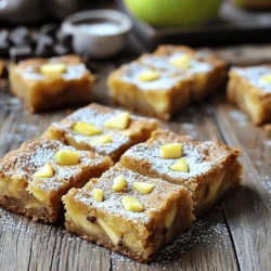 Um die besten Bakery-Style Brown Butter Apple Blondies zu machen, benötigst du folgende Zutaten: - 1 Tasse ungesalzene Butter - 1 1/2 Tassen brauner Zucker, fest gepackt - 2 große Eier - 1 Teelöffel Vanilleextrakt - 1 1/2 Tassen Weizenmehl - 1/2 Teelöffel Backpulver - 1/2 Teelöffel Natron - 1/4 Teelöffel Salz - 1 Teelöffel gemahlener Zimt - 1 Tasse gewürfelte Äpfel - Optional: 1/2 Tasse gehackte Pekannüsse oder Walnüsse - Optional: 1/2 Tasse Schokoladenstückchen Die ungesalzene Butter ist wichtig für den Geschmack. Sie hilft, die Blondies reichhaltig zu machen. Brauner Zucker sorgt für die perfekte Süße. Er hält die Blondies auch feucht. Die Eier binden alles zusammen und geben Struktur. Die gewürfelten Äpfel bringen Frische und Saftigkeit. Verwende frische Äpfel, um besten Geschmack zu erzielen. Zimt gibt eine warme Note. Wenn du keine ungesalzene Butter hast, kannst du auch gesalzene Butter verwenden. Reduziere dann das Salz in der Mischung. Statt Weizenmehl kannst du auch glutenfreies Mehl benutzen. Es gibt viele tolle Optionen. Wenn du Nüsse nicht magst, kannst du sie ganz weglassen. Für einen schokoladigen Kick, füge mehr Schokoladenstückchen hinzu. Du kannst auch andere Früchte wie Birnen verwenden, wenn du magst. Um die Butter braun zu machen, nimm einen mittelgroßen Topf. Stelle ihn auf mittlere Hitze. Lege die ungesalzene Butter hinein und lass sie schmelzen. Rühre die Butter gelegentlich um, damit sie nicht anbrennt. Nach etwa 5 bis 7 Minuten wird sie aufschäumen und eine goldbraune Farbe annehmen. Achte darauf, dass der nussige Duft entsteht. Sobald sie braun ist, nimm den Topf vom Herd und lass die Butter leicht abkühlen. In einer großen Schüssel kombinierst du die braune Butter mit dem braunen Zucker. Nimm einen Schneebesen und rühre gut um, bis die Mischung gleichmäßig ist. Füge dann die zwei großen Eier nacheinander hinzu. Rühre jedes Ei gut unter, bevor du das nächste hinzufügst. Danach gib den Vanilleextrakt dazu und mische alles gut. Das sorgt für einen tollen Geschmack. Nimm eine separate Schüssel und mische das Weizenmehl, Backpulver, Natron, Salz und den gemahlenen Zimt gut zusammen. Diese trockenen Zutaten helfen, die Blondies schön fluffig zu machen. Jetzt ist es Zeit, die trockenen Zutaten nach und nach in die feuchte Mischung zu geben. Verwende einen Spatel und hebe die Zutaten vorsichtig unter. Rühre nicht zu viel, damit der Teig leicht bleibt. Um die beste Konsistenz zu erreichen, ist es wichtig, die Butter gut zu bräunen. Achte darauf, dass sie goldbraun wird, aber nicht verbrennt. Wenn du die trockenen Zutaten hinzufügst, mische sie nur kurz. Zu viel Rühren macht die Blondies zäh. Verwende frische Äpfel, damit sie beim Backen schön saftig bleiben. Ein Teelöffel Zimt bringt den Geschmack der Äpfel hervor. Du kannst auch einen Spritzer Zitronensaft hinzufügen, um die Süße auszugleichen. Nüsse geben den Blondies einen tollen Crunch. Schokoladenstückchen sorgen für zusätzliche Süße und machen sie unwiderstehlich. Experimentiere mit verschiedenen Nussarten für neue Aromen. Vermeide es, die Blondies zu lange zu backen. Sie sollten leicht feucht sein, wenn du sie aus dem Ofen nimmst. Wenn du die Äpfel nicht schälst, wird die Textur unangenehm. Achte darauf, immer die richtige Menge Backpulver und Natron zu verwenden. Zu viel kann den Teig flach machen. {{image_4}} Du kannst die Äpfel in den Blondies durch andere Früchte ersetzen. Birnen sind eine tolle Wahl. Sie geben eine süße und saftige Note. Auch Pfirsiche oder Kirschen passen gut. Für einen knackigen Biss kannst du Nüsse wie Mandeln oder Haselnüsse verwenden. Diese bringen einen tollen Kontrast zur weichen Textur der Blondies. Wenn du eine glutenfreie Variante möchtest, ersetze das Weizenmehl durch glutenfreies Mehl. Es gibt viele gute Mischungen im Handel. Achte darauf, dass du auch das Backpulver und Natron glutenfrei wählst. Diese kleinen Änderungen machen die Blondies für alle zugänglich, ohne den Geschmack zu verlieren. Schokolade macht alles besser! Füge Schokoladenstückchen hinzu, um einen süßen Kick zu bekommen. Du kannst auch weiße Schokolade oder dunkle Schokolade ausprobieren. Wenn du es würziger magst, füge etwas Muskatnuss oder Ingwer hinzu. Diese Gewürze geben den Blondies eine aufregende Note und machen sie noch interessanter. Um die frisch gebackenen Blondies zu schützen, lagere sie in luftdichten Behältern. Dies verhindert, dass sie trocken werden. Du kannst auch Backpapier zwischen die Schichten legen, um ein Festkleben zu vermeiden. Achte darauf, die Behälter an einem kühlen, trockenen Ort zu halten. So bleiben die Blondies länger frisch und saftig. Im Kühlschrank halten sich die Blondies etwa eine Woche. Stelle sicher, dass der Behälter gut verschlossen ist. Vor dem Essen kannst du die Blondies leicht aufwärmen. So bekommst du die frisch gebackene Textur zurück. Der Kühlschrank ist auch ideal, wenn du Platz sparen musst. Für eine längere Haltbarkeit friere die Blondies ein. Schneide sie in Stücke und lege sie in einen gefrierfesten Behälter. Du kannst sie auch in Frischhaltefolie einwickeln. So bleiben sie bis zu drei Monate frisch. Zum Auftauen lege sie einfach bei Raumtemperatur für einige Stunden heraus. Diese Methode sorgt dafür, dass die Blondies ihren köstlichen Geschmack behalten. Die Blondies backen in etwa 25 bis 30 Minuten. Der Ofen sollte auf 175°C vorgeheizt sein. Überprüfe sie mit einem Zahnstocher. Wenn er sauber herauskommt, sind sie fertig. Ja, du kannst Frischkäse hinzufügen, um die Blondies cremiger zu machen. Achte darauf, dass du die Menge der anderen Zutaten anpasst. Du kannst auch Nüsse oder Schokoladenstückchen hinzufügen. Diese sorgen für mehr Textur und Geschmack. Bewahre die Blondies in einem luftdichten Behälter auf. So bleiben sie frisch. Stelle den Behälter an einem kühlen, trockenen Ort auf. Im Kühlschrank halten sie sich bis zu einer Woche. Wenn du sie länger aufbewahren möchtest, friere sie ein. So bleiben sie bis zu drei Monate frisch. Zusammenfassend haben wir die Zutaten und deren Alternativen besprochen. Ich habe euch die Schritt-für-Schritt-Anleitung zum Backen der perfekten Blondies gegeben. Die Tipps und Tricks helfen, die Konsistenz und den Geschmack zu optimieren. Verschiedene Variationen bieten viel Spielraum für Kreativität. Zuletzt habe ich die besten Lagerungsmethoden erklärt, um die Frische zu erhalten. Nutzt dieses Wissen, um leckere Blondies zu backen und Spaß in der Küche zu haben!