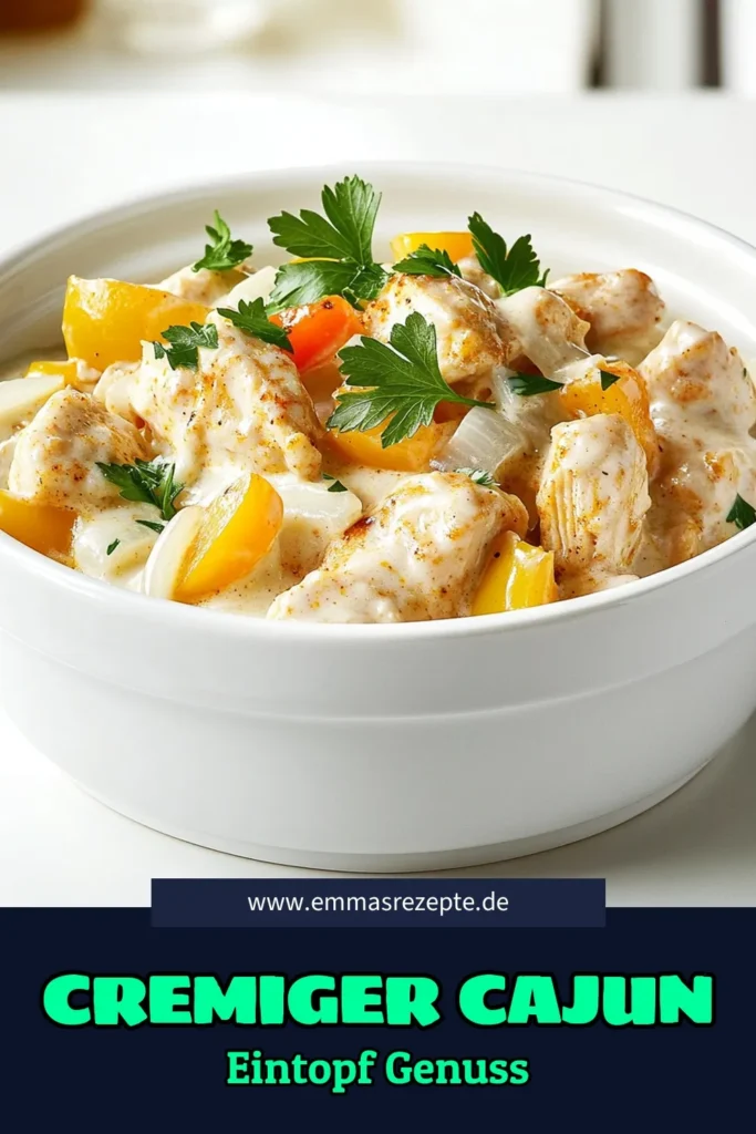 Entdecke das köstliche Rezept für Cajun Chicken Alfredo im Eintopf! Dieses cremige Gericht mit zartem Hähnchen, würzigen Paprika und Fettuccine ist in nur 30 Minuten zubereitet. Perfekt für ein schnelles Abendessen, das deine Familie lieben wird. Lass dich von den Aromen verführen und koche dieses einfache und leckere Rezept. Klicke jetzt, um die vollständige Anleitung zu sehen! #CajunChicken #Eintopf #PastaLiebe #SchnelleRezepte