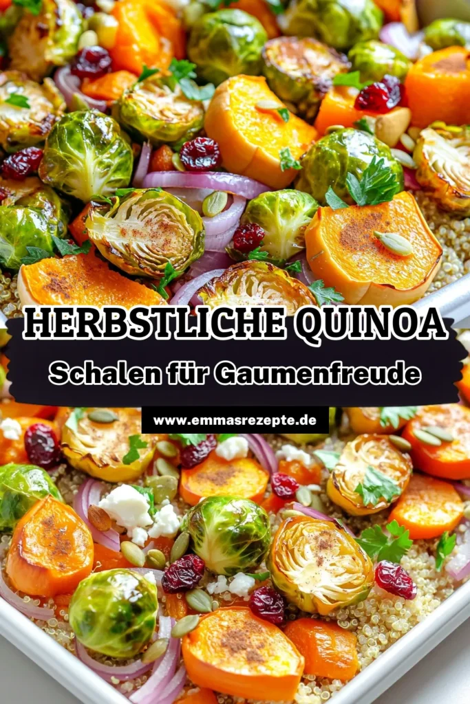 Entdecken Sie die köstlichen Blech-Pfanne Geröstete Herbstgemüse-Quinoa-Schalen! Diese gesunden und nahrhaften Schalen kombinieren Quinoa mit aromatischem, geröstetem Gemüse für ein perfektes Herbstgericht. Einfach zuzubereiten und ideal für jede Gelegenheit. Lassen Sie sich inspirieren und erfahren Sie in unserem Rezept, wie Sie diese herzhafte Mischung in nur 40 Minuten zubereiten können. Klicken Sie jetzt und probieren Sie es aus! #Herbstrezepte #GesundeErnährung #QuinoaSchalen #VegetarischKochen