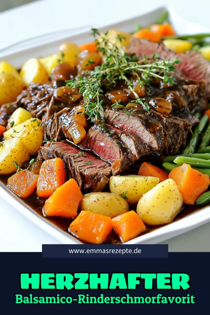 Entdecken Sie unser Rezept für den herzhaften Balsamico-Rinderschmorbraten, der Ihr Herz und Ihren Gaumen begeistern wird! Mit zartem Rindfleisch, frischem Gemüse und einer köstlichen Balsamico-Sauce ist dieses Gericht perfekt für besondere Anlässe. Bereiten Sie ihn in einem Slow Cooker zu und genießen Sie die Aromen, die den ganzen Tag verströmen. Klicken Sie jetzt, um das vollständige Rezept zu sehen! #Rinderschmorbraten #SlowCookerRezepte #Balsamico #HerzhafteRezepte