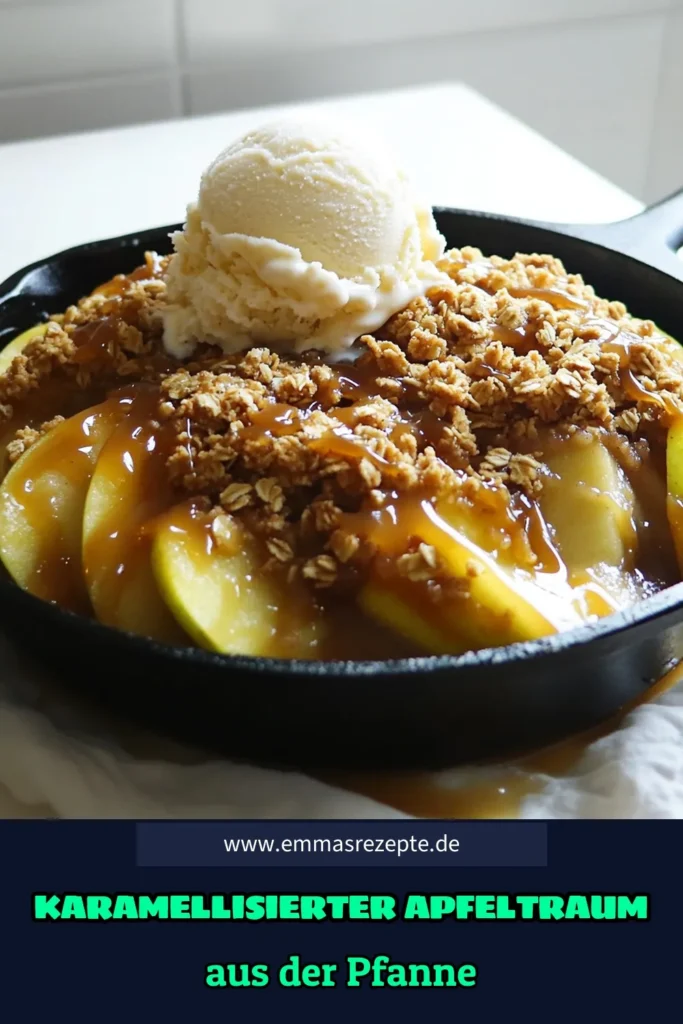 Verwöhne dich mit diesem köstlichen karamellisierten Apfel-Crisp aus der Pfanne! Mit saftigen Granny Smith Äpfeln, einer knusprigen Streuselfüllung und einem Hauch von Karamell ist dieses Rezept perfekt für jeden Anlass. Entdecke, wie einfach es ist, diese himmlische Leckerei zuzubereiten und genieße sie warm mit Vanilleeis! Klick jetzt für das vollständige Rezept und verzaubere deine Familie! #ApfelCrisp #DessertRezepte #Karamellgenuss #Kochideen