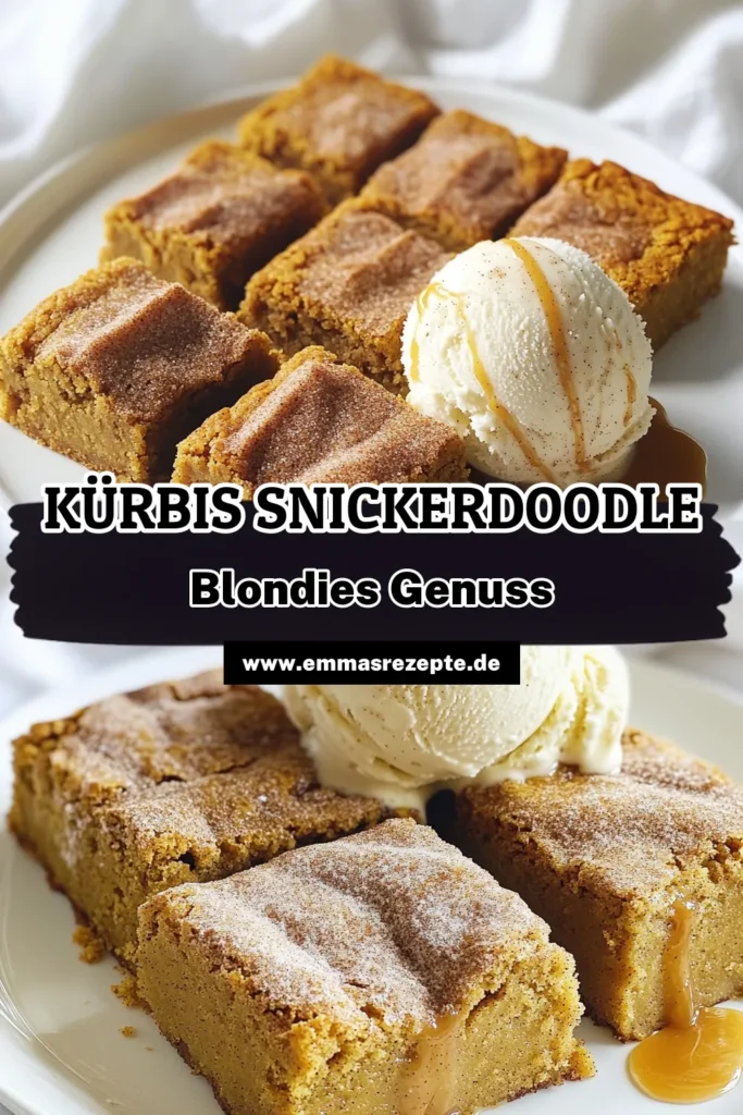 Entdecken Sie das perfekte Rezept für köstliche Kürbis Snickerdoodle Blondies! Mit cremigem Kürbispüree, reichhaltiger Butter und einer süßen Zimt-Zucker-Kruste sind diese Blondies die ideale herbstliche Leckerei. In nur 45 Minuten bereiten Sie diese schmackhaften Stückchen vor, die jeden begeistern werden. Klicken Sie jetzt, um das vollständige Rezept zu sehen und Ihre Freunde mit diesem süßen Genuss zu überraschen! #KürbisSnickerdoodle #Herbstrezepte #Blondies #Kürbisleckereien