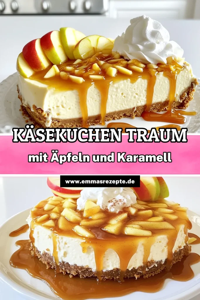 Entdecke das Rezept für einen köstlichen Apfel-Käsekuchen-Delight, der mit cremigem Frischkäse und einem verführerischen Karamellüberzug begeistert! Mit nur wenigen handlichen Zutaten zauberst du dieses traumhafte Dessert, das perfekt für jeden Anlass ist. Folge den einfachen Schritten und verwöhne deine Liebsten mit einem Gaumenschmaus. Klicke jetzt auf den Link, um alle Details zu erfahren! #ApfelKäsekuchen #Dessertliebe #Backen #Käsekuchenrezepte