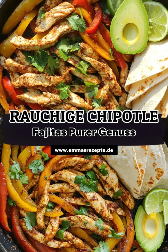 Verwandle dein Abendessen mit diesen rauchigen Chipotle Hähnchen Fajitas in ein Geschmackserlebnis! Diese einfache Rezeptanleitung zeigt dir, wie du zarte Hähnchenstreifen mit einer perfekten Mischung aus Gewürzen und frischem Gemüse zubereitest. Ideal für eine schnelle Mahlzeit, die alle begeistert. Klicke jetzt, um das vollständige Rezept und Tipps zu entdecken, damit deine Fajitas unvergesslich werden!