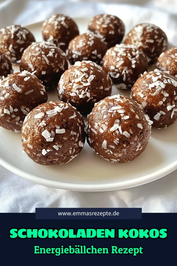 Entdecke das Rezept für köstliche No Bake Schokoladen-Kokos-Energiebällchen, die deinen Snack-Hunger stillen! Diese einfachen und gesunden Snacks bestehen aus Haferflocken, Mandelbutter, Kakaopulver und Kokosraspeln. In nur 15 Minuten zubereitet, sind sie der perfekte Energieschub für den Alltag. Klicke durch, um das Rezept zu entdecken und deine Küche zu verzaubern! #NoBakeEnergiebällchen #GesundeSnacks #Kokos #Schokolade
