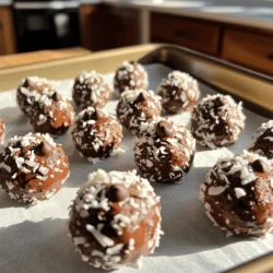 Um diese leckeren Energie-Bites zu machen, benötigst du: - 1 Tasse Haferflocken (gerollt) - 1/2 Tasse Mandelbutter - 1/3 Tasse Honig oder Ahornsirup - 1/4 Tasse ungesüßtes Kakaopulver - 1/2 Tasse ungesüßte Kokosraspeln - 1/4 Tasse Mini-Schokoladenstückchen - 1 Teelöffel Vanilleextrakt - Eine Prise Meersalz Jede Zutat hat ihre eigenen Vorzüge. - Haferflocken: Sie liefern Ballaststoffe und helfen, den Blutzucker stabil zu halten. - Mandelbutter: Sie enthält gesunde Fette, die gut für das Herz sind. - Honig oder Ahornsirup: Diese natürlichen Süßstoffe bieten Energie und Antioxidantien. - Kakaopulver: Es hat viele Antioxidantien und kann die Stimmung heben. - Kokosraspeln: Diese sind reich an MCT-Fetten, die schnell Energie liefern. - Mini-Schokoladenstückchen: Sie machen die Bites süßer und leckerer. - Vanilleextrakt: Er fügt ein tolles Aroma hinzu und kann die Stimmung verbessern. - Meersalz: Es hebt den Geschmack hervor und kann den Elektrolythaushalt unterstützen. Wenn du keine bestimmten Zutaten hast, gibt es einfache Alternativen: - Erdnussbutter anstelle von Mandelbutter: Das gibt einen anderen, aber ebenso leckeren Geschmack. - Agavendicksaft anstelle von Honig: Eine gute Option für Veganer. - Kakaonibs anstelle von Mini-Schokoladenstückchen: Diese sind weniger süß, aber sehr schokoladig. - Geriebene Mandeln anstelle von Kokosraspeln: Das sorgt für einen anderen Textur- und Geschmacksansatz. Mit diesen Zutaten und Alternativen kannst du deine eigenen No Bake Chocolate Coconut Energy Bites kreieren! Um die Energie-Bites zuzubereiten, brauchst du nur eine große Schüssel. Gib alle Zutaten in die Schüssel. Das sind die Haferflocken, Mandelbutter, Honig oder Ahornsirup, Kakaopulver, Kokosraspeln, Schokoladenstückchen, Vanilleextrakt und das Salz. Mische alles gut durch. Ich finde es toll, die Hände zu benutzen, um die Mischung zu vermengen. Es macht Spaß und sorgt für eine gleichmäßige Konsistenz. Wenn die Mischung zu trocken wirkt, füge einen kleinen Löffel Honig oder Wasser hinzu. Das hilft, die Zutaten besser zu verbinden. Du kannst auch eine Gabel verwenden, um alles zu vermischen. Achte darauf, dass du alle Zutaten gut vermischst. Das sorgt für den besten Geschmack in deinen Energie-Bites. Nimm etwa einen Esslöffel der Mischung. Rolle es zwischen deinen Handflächen zu einer kleinen Kugel. Wiederhole das, bis alle Bites geformt sind. Lege die Kugeln auf ein Backblech oder einen Teller. Danach kommen sie für mindestens 30 Minuten in den Kühlschrank. So werden sie fest. Bewahre die Bites in einem luftdichten Behälter auf. So bleiben sie bis zu einer Woche frisch. Um die perfekte Konsistenz der Energie-Bites zu erreichen, ist es wichtig, die Zutaten gut zu vermischen. Die Mischung sollte dick und klebrig sein. Wenn sie zu trocken ist, füge mehr Mandelbutter oder Honig hinzu. Diese Zutaten sorgen für die nötige Feuchtigkeit. Wenn die Mischung zu feucht ist, kannst du mehr Haferflocken oder Kokosraspeln einarbeiten. So erhältst du die gewünschte Form und Textur. Ein häufiger Fehler ist, die Zutaten nicht gut genug zu vermischen. Wenn du die Mischung nicht gleichmäßig machst, formen die Bites nicht gut. Achte darauf, dass du alles gründlich vermischt. Ein weiteres Problem ist, dass die Bites nicht genug kühlen. Wenn du sie nicht lange genug im Kühlschrank lässt, bleiben sie weich. Stelle sicher, dass sie mindestens 30 Minuten kühlen, damit sie fest werden. Um die Kugeln am besten zu rollen, nimm etwa einen Esslöffel der Mischung. Befeuchte deine Hände leicht, damit die Mischung nicht kleben bleibt. Rolle die Mischung zwischen deinen Handflächen zu einer kleinen Kugel. Wenn die Kugeln nicht perfekt sind, ist das okay! Sie können alle eine eigene Form haben. Das macht sie einzigartig und handgemacht. {{image_4}} Für mehr Geschmack kannst du verschiedene Schokoladenarten nutzen. Zartbitter- oder Vollmilchschokolade bringt eine andere Note. Weißer Schokolade gibt eine süße Ergänzung. Auch mit Kakaonibs kannst du experimentieren. Sie fügen eine knusprige Textur hinzu. Wenn du die Kokosraspeln magst, probiere geröstete Kokosraspeln aus. Sie bringen einen tollen Crunch und ein intensives Aroma. Nüsse sind eine fantastische Ergänzung. Mandeln, Walnüsse oder Cashews passen gut zu den Bissen. Hacke sie grob und mische sie unter die anderen Zutaten. Trockenfrüchte wie Cranberries oder Datteln geben eine süße Note. Sie sind auch eine gute Quelle für Ballaststoffe. Achte darauf, die Menge anzupassen, damit die Energie-Bites nicht zu feucht werden. Du kannst auch mit verschiedenen Süßungsmitteln experimentieren. Agavendicksaft oder Kokosblütenzucker sind gute Alternativen. Sie beeinflussen den Geschmack und die Süße. Wenn du es weniger süß magst, verwende weniger Honig oder Sirup. So kannst du die Bites nach deinem Geschmack anpassen. Um die No Bake Chocolate Coconut Energy Bites frisch zu halten, lagere sie in einem luftdichten Behälter. Stelle den Behälter in den Kühlschrank. Die Kälte hilft, die Bites fest und lecker zu halten. Achte darauf, dass sie nicht mit anderen Lebensmitteln in Berührung kommen, um Gerüche zu vermeiden. Im Kühlschrank bleiben die Energie-Bites bis zu einer Woche frisch. Du kannst sie auch länger aufbewahren, aber nach einer Woche kann der Geschmack etwas nachlassen. Am besten, du überprüfst sie regelmäßig, um sicherzugehen, dass sie gut bleiben. Wenn du die Bites länger aufbewahren möchtest, friere sie ein. Lege die Kugeln auf ein Backblech und friere sie für etwa eine Stunde. Danach kannst du sie in einen Gefrierbeutel oder einen luftdichten Behälter umfüllen. So bleiben sie bis zu drei Monate frisch. Wenn du sie essen möchtest, lasse sie einfach im Kühlschrank auftauen. No Bake Chocolate Coconut Energy Bites halten bis zu einer Woche im Kühlschrank. Bewahre sie in einem luftdichten Behälter auf. So bleiben sie frisch und lecker. Wenn du einige länger aufbewahren möchtest, friere sie ein. Das Einfrieren hilft, die Konsistenz zu erhalten und sie bleiben bis zu drei Monate gut. Ja, du kannst diese Energie-Bites vegan machen. Ersetze einfach den Honig durch Ahornsirup. Alle anderen Zutaten sind bereits vegan. Mandelbutter ist eine tolle, gesunde Wahl. Du kannst auch Erdnussbutter oder Cashewbutter verwenden, je nach Geschmack. Diese Energie-Bites sind nahrhaft und bieten viele Vorteile. Sie enthalten Haferflocken, die Ballaststoffe liefern. Diese Ballaststoffe helfen der Verdauung und halten dich satt. Die Kokosraspeln bieten gesunde Fette. Mandelbutter liefert Proteine und Nährstoffe. Schokolade kann sogar Antioxidantien enthalten. Diese Snacks sind also nicht nur lecker, sondern auch gesund! Diese Anleitung zeigte, wie du leckere No Bake Chocolate Coconut Energy Bites machst. Wir haben die besten Zutaten und ihre Vorteile besprochen. Du hast gelernt, wie du die perfekte Konsistenz erreichst und welche Tipps dir helfen, Fehler zu vermeiden. Denk daran, dass du die Bites nach deinem Geschmack variieren kannst. Probiere die verschiedenen Lagerungstipps aus, um die Bites frisch zu halten. Diese kleinen Snacks sind nicht nur gesund, sondern auch einfach herzustellen. Viel Spaß beim Ausprobieren!