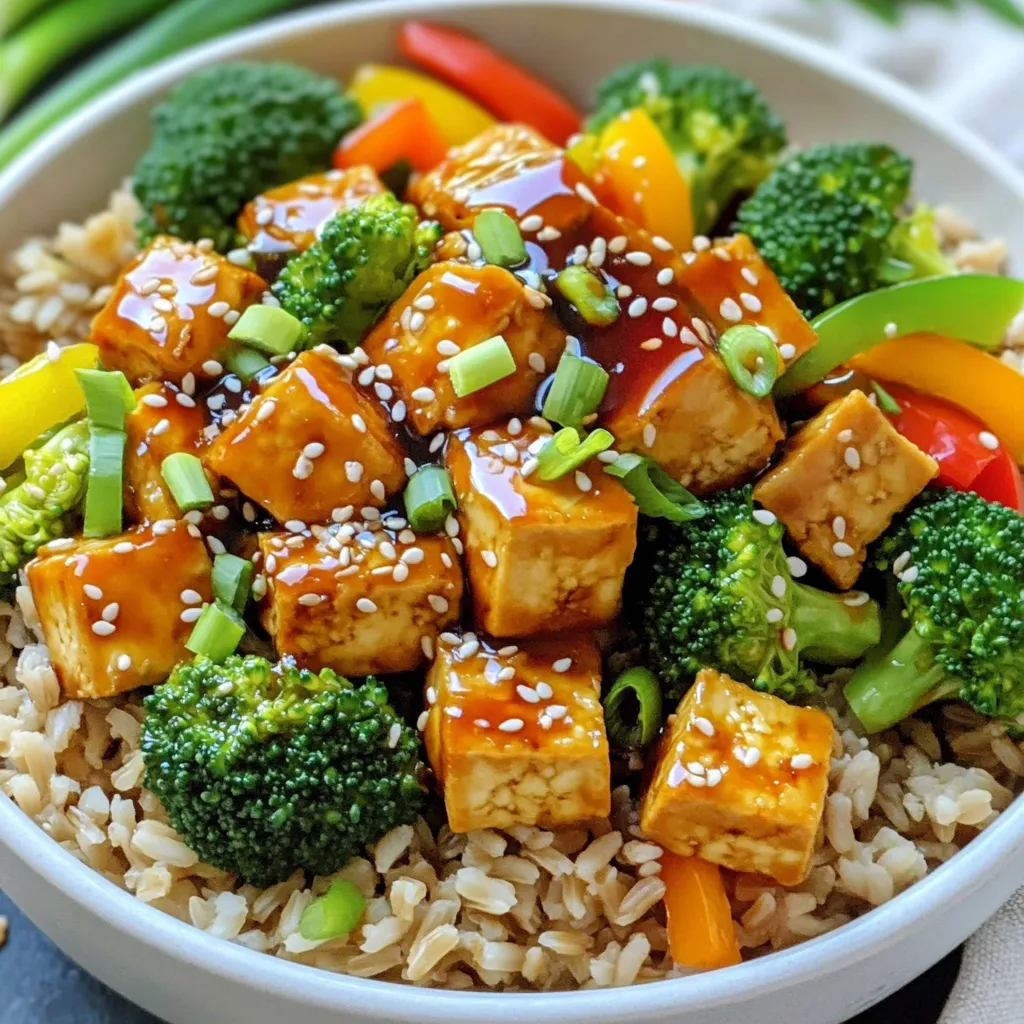 - 1 Block fester Tofu, gut abgetropft und gepresst - 1 Tasse Brokkoliröschen - 1 Tasse in Scheiben geschnittene Paprika - 1/4 Tasse Teriyaki-Sauce (kaufbereit oder selbstgemacht) - 2 Esslöffel Sesamöl - 1 Esslöffel Sojasauce (optional für zusätzlichen Geschmack) - 2 Frühlingszwiebeln, in Ringe geschnitten (zum Garnieren) - Sesamsamen (zum Garnieren) Ich liebe es, mit einfachen Zutaten zu arbeiten. Fester Tofu ist die Basis für meine Bowls. Er hat eine tolle Textur und nimmt die Aromen gut auf. Brokkoliröschen bringen Farbe und gute Nährstoffe. Die Paprika fügt einen süßen Crunch hinzu. Für die aromatischen Zutaten mache ich oft meine Teriyaki-Sauce selbst. Aber eine fertige Sauce funktioniert auch gut. Sesamöl gibt den Tofu und dem Gemüse den nötigen Geschmack. Sojasauce kann man optional hinzufügen, um die Umami-Note zu verstärken. Garnituren sind der letzte Schliff. Frühlingszwiebeln bringen Frische und einen leichten Biss. Sesamsamen geben einen tollen Crunch und ein nussiges Aroma. Mit diesen Zutaten zauberst du schnell eine leckere, gesunde Mahlzeit. Zuerst schneide den Tofu in kleine Würfel. Drücke den Tofu gut aus, damit er nicht wässrig ist. Lege die Würfel dann in eine Schüssel. Füge 1 Esslöffel Sesamöl und die Teriyaki-Sauce hinzu. Mische alles gut, damit der Tofu die Sauce aufnimmt. Lass ihn mindestens 10 Minuten marinieren. Jetzt ist das Gemüse dran. Nimm die Brokkoliröschen und die Paprika. Schneide die Paprika in dünne Scheiben. Vermische das Gemüse in einer separaten Schüssel mit dem restlichen Esslöffel Sesamöl und einer Prise Salz. So wird alles lecker gewürzt. Heize die Heißluftfritteuse auf 200°C vor. Lege die marinierten Tofuwürfel gleichmäßig in den Korb. Frittiere sie für 15 Minuten. Schüttle den Korb zur Halbzeit, damit der Tofu gleichmäßig gar wird. Nach 15 Minuten füge das Gemüse hinzu. Frittiere alles zusammen für 8-10 Minuten. Achte darauf, dass das Gemüse zart und der Tofu knusprig ist. Koche währenddessen den Vollkornreis oder die Quinoa nach Packungsanweisung. Wenn alles fertig ist, nimm eine Servierschüssel. Schichte zuerst den gekochten Reis oder die Quinoa. Dann füge die knusprigen Tofuwürfel und das Gemüse darauf. Gib einen Spritzer der restlichen Teriyaki-Sauce darüber. Garniere die Bowls mit geschnittenen Frühlingszwiebeln und Sesamsamen. So sieht dein Gericht nicht nur gut aus, sondern schmeckt auch fantastisch! Um die perfekte Tofu-Konsistenz zu erreichen, drücke den Tofu vor dem Kochen. Dazu wickelst du den Block Tofu in ein sauberes Küchentuch. Lege dann ein schweres Objekt darauf, wie einen Topf oder eine Pfanne. Lass den Tofu etwa 15-30 Minuten stehen. So entfernst du überflüssige Flüssigkeit. Dies hilft, den Tofu knusprig zu machen. Marinieren ist der Schlüssel für besten Geschmack. Schneide den gepressten Tofu in gleichmäßige Würfel. Gib ihn in eine Schüssel mit Sesamöl und Teriyaki-Sauce. Vermische alles gut und lass es mindestens 10 Minuten ziehen. Dadurch nimmt der Tofu den vollen Geschmack auf und wird köstlich. Die richtige Temperatur und Garzeiten sind wichtig für die besten Ergebnisse. Heize deine Heißluftfritteuse auf 200°C vor. Frittiere den marinierten Tofu 15 Minuten. Schüttle den Korb nach der Hälfte der Zeit. So wird der Tofu gleichmäßig knusprig. Wenn dein Essen ungleichmäßig gar wird, überprüfe die Verteilung. Lege die Tofuwürfel und das Gemüse gleichmäßig in den Korb. Wenn nötig, schüttle den Korb während des Garens. So erhält alles die gleiche Hitze und wird perfekt. {{image_4}} Du kannst verschiedene Gemüsesorten verwenden, um deine Bowls noch bunter zu machen. - Zucchini: Zucchini passt gut zu Teriyaki. Schneide sie in dünne Scheiben oder Würfel. Füge sie während der letzten Minuten der Garzeit hinzu. Sie werden weich und saftig. - Karotten: Karotten bringen eine süße Note. Schneide sie in dünne Streifen oder Ringe. So garen sie schnell und behalten ihren Biss. Wenn du etwas Abwechslung suchst, probiere verschiedene Tofu-Alternativen aus. - Tempeh: Tempeh hat einen nussigen Geschmack. Er kann ähnlich wie Tofu mariniert werden. Schneide ihn in Würfel und frittiere ihn gleichmäßig knusprig. - Seitan: Seitan hat eine fleischähnliche Textur. Er eignet sich hervorragend für Teriyaki-Gerichte. Schneide ihn in Stücke und bereite ihn wie Tofu zu. Die Soße macht den Unterschied! Hier sind einige Ideen. - Süß-saure Soße: Diese Soße bringt eine spannende Balance. Mische Sojasauce, Essig und Zucker. Sie passt perfekt zu Gemüse und Tofu. - Erdnusssoße: Erdnusssoße sorgt für einen cremigen Geschmack. Mische Erdnussbutter mit Sojasauce und etwas Wasser. Diese Soße gibt deinen Bowls eine neue Dimension. - Im Kühlschrank aufbewahren: Lass die Bowls auf Raumtemperatur abkühlen. Fülle sie dann in einen luftdichten Behälter. So bleiben die Aromen frisch. Du kannst die Reste bis zu drei Tage im Kühlschrank lagern. - Einfrieren von Portionsgrößen: Teile die Bowls in Portionen auf. Nutze gefriergeeignete Behälter oder Beutel. So kannst du die Tofu-Bowls bis zu drei Monate aufbewahren. Achte darauf, die Teriyaki-Sauce separat zu lagern. Das verhindert, dass der Tofu matschig wird. - In der Mikrowelle: Stelle die Portion in eine mikrowellengeeignete Schüssel. Decke sie mit einem feuchten Papiertuch ab. Erwärme die Bowls für zwei bis drei Minuten. Rühre zwischendurch um, damit alles gleichmäßig warm wird. - Im Air Fryer für die Knusprigkeit: Heize den Air Fryer auf 180°C vor. Lege die Reste in den Korb. Frittiere sie für fünf bis sieben Minuten. So wird der Tofu wieder knusprig und das Gemüse bleibt frisch. Die Zubereitung der Teriyaki-Tofu-Bowls dauert insgesamt etwa 40 Minuten. Die Vorbereitungszeit beträgt 15 Minuten. In dieser Zeit schneidest du den Tofu und das Gemüse. Danach garst du alles in der Heißluftfritteuse. Die Kochzeit ist hauptsächlich auf die Frittierzeit von 15 Minuten für den Tofu und 8-10 Minuten für das Gemüse verteilt. Es ist einfach und schnell! Ja, du kannst die Teriyaki-Sauce selbst machen! Hier ist ein einfaches Rezept: - 1/4 Tasse Sojasauce - 2 Esslöffel Honig oder Agavendicksaft - 1 Esslöffel Reisessig - 1 Esslöffel Sesamöl - 1 Teelöffel Knoblauchpulver - 1 Teelöffel Ingwerpulver Mische alle Zutaten in einer kleinen Schüssel. Koche die Mischung für 5 Minuten in einem kleinen Topf. Rühre gut, bis die Sauce dick wird. Lass die Sauce abkühlen, bevor du sie verwendest. So hast du eine frische, leckere Sauce! Ja, das Rezept ist vegan! Hier sind die Hauptzutaten für die Teriyaki-Tofu-Bowls: - Fester Tofu - Brokkoliröschen - Paprika - Vollkornreis oder Quinoa - Teriyaki-Sauce (hausgemacht oder gekauft) - Sesamöl - Sojasauce (optional) - Frühlingszwiebeln - Sesamsamen Alle diese Zutaten sind pflanzlich und perfekt für eine vegane Ernährung geeignet. Du kannst die Bowls mit frischem Gemüse oder anderen veganen Beilagen anpassen! Im Artikel haben wir uns intensiv mit Teriyaki-Tofu-Bowls beschäftigt. Wir haben die Hauptzutaten wie Tofu, Brokkoli und Paprika besprochen. Dann gingen wir Schritt für Schritt durch die Zubereitung im Air Fryer. Tipps für perfekte Tofu-Konsistenz und Variationen haben wir ebenfalls behandelt. Die Kombination aus diesen Zutaten schafft eine köstliche, gesunde Mahlzeit. Experimentiere mit verschiedenen Gemüsesorten und Soßen. So machst du jedes Mal etwas Neues. So bleibt das Kochen spannend und lecker.