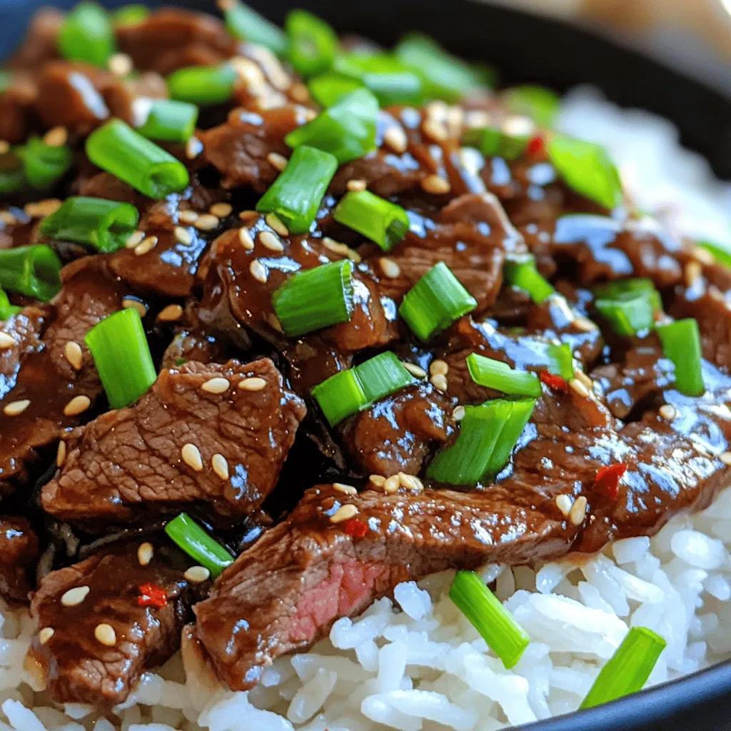Für das Rezept benötigst du folgende Zutaten: - 450 g Flanksteak, dünn gegen die Faser geschnitten - 2 Esslöffel Maisstärke - 3 Esslöffel Pflanzenöl, aufgeteilt - 1 Tasse Frühlingszwiebeln, gehackt (weiße und grüne Teile getrennt) - 4 Zehen Knoblauch, fein gehackt - 2 cm frischer Ingwer, gerieben - 120 ml Sojasauce - 60 g brauner Zucker - 1 Esslöffel Sesamöl - 1/2 Teelöffel rote Pfefferflocken (nach Geschmack anpassen) - Gekochter Reis oder Nudeln zum Servieren Frische Zutaten sind der Schlüssel für einen tollen Geschmack. Wähle ein frisches Flanksteak. Es sollte eine schöne rote Farbe haben und gut marmoriert sein. Frühlingszwiebeln sollten knackig und grün sein. Achte darauf, dass der Knoblauch und der Ingwer frisch sind. Alte oder trockene Zutaten können den Geschmack beeinträchtigen. Für eine glutenfreie Variante kannst du glutenfreie Sojasauce verwenden. Wenn du kein Fleisch isst, probiere Tofu oder Tempeh statt Flanksteak. Du kannst auch Gemüse wie Brokkoli oder Paprika hinzufügen. Diese Alternativen machen dein Gericht ebenso lecker und nahrhaft. Beginne mit dem Flanksteak. Schneide es dünn gegen die Faser. Das hilft, es zarter zu machen. Lege die Stücke in eine Schüssel. Bestreue sie gleichmäßig mit Maisstärke. Mische alles gut durch. Lass das Fleisch etwa 15 Minuten ruhen. Diese Zeit macht das Fleisch weich und saftig. Erhitze in einer großen Pfanne 2 Esslöffel Pflanzenöl. Stelle die Hitze auf mittel bis hoch. Füge das Flanksteak in einer einzigen Schicht hinzu. Brate es 1-2 Minuten an, bis es braun ist. Es sollte noch nicht durchgegart sein. Nimm das Fleisch aus der Pfanne und lege es beiseite. So bleibt es zart und saftig. Gib einen Esslöffel Pflanzenöl in die Pfanne. Füge die weißen Teile der Frühlingszwiebeln, den Knoblauch und den Ingwer hinzu. Sauté sie etwa 30 Sekunden lang. So kommen die Aromen gut zur Geltung. Dann füge die Sojasauce, den braunen Zucker, das Sesamöl und die roten Pfefferflocken hinzu. Rühre alles gut um und bringe es zum Köcheln. Jetzt kommt das angebratene Rindfleisch zurück in die Pfanne. Mische alles gut, damit das Fleisch die Sauce aufnimmt. Lass es 2-3 Minuten köcheln, bis das Fleisch durch ist und die Sauce leicht eindickt. Füge die grünen Teile der Frühlingszwiebeln hinzu. Mische alles gründlich, bevor du die Hitze ausschaltest. Jetzt ist dein mongolisches Rindfleisch bereit! Serviere es mit gekochtem Reis oder Nudeln und garniere nach Belieben. Um das Fleisch zart zu machen, verwenden Sie Maisstärke. Streuen Sie die Stärke gleichmäßig über das dünn geschnittene Flanksteak. Lassen Sie es 15 Minuten ruhen. Diese Zeit hilft, die Zartheit zu verbessern. Ein schneller Garprozess ist auch wichtig. Braten Sie das Fleisch nur 1-2 Minuten an. So bleibt es saftig und zart. Die Gewürze sind der Schlüssel zu einem tollen Geschmack. Verwenden Sie frischen Ingwer und Knoblauch. Sie geben dem Gericht eine schöne Tiefe. Sojasauce sorgt für die salzige Basis. Der braune Zucker fügt eine süße Note hinzu. Rote Pfefferflocken bringen die richtige Schärfe. Experimentieren Sie mit diesen Gewürzen, um Ihre perfekte Mischung zu finden. Servieren Sie Ihr mongolisches Rindfleisch mit gekochtem Reis oder Nudeln. Diese Beilagen nehmen die köstliche Sauce gut auf. Für mehr Farbe können Sie gedämpftes Gemüse hinzufügen. Brokkoli oder Zuckerschoten sind tolle Optionen. Ein frischer Salat ergänzt das Gericht perfekt. So haben Sie eine ausgewogene und schmackhafte Mahlzeit. {{image_4}} Wenn Sie eine vegetarische oder vegane Option suchen, können Sie das Flanksteak ersetzen. Tofu ist eine großartige Wahl. Schneiden Sie festen Tofu in Würfel und braten Sie ihn goldbraun an. Sie können auch Tempeh verwenden, um eine nussige Note hinzuzufügen. Achten Sie darauf, die gleiche Marinade wie im Rezept zu verwenden. Sojasauce und brauner Zucker passen perfekt zu diesen Alternativen. Für schärfere Gerichte fügen Sie mehr rote Pfefferflocken hinzu. Beginnen Sie mit einem Teelöffel und testen Sie den Geschmack. Nach Bedarf können Sie auch frische, gehackte Chilis oder Sriracha-Sauce verwenden. Diese Zutaten geben dem Gericht einen zusätzlichen Kick. Seien Sie vorsichtig, um die Schärfe nicht zu übertreiben. Mongolisches Rindfleisch ist vielseitig. Fügen Sie Gemüse wie Paprika, Brokkoli oder Karotten hinzu. Schneiden Sie das Gemüse in kleine Stücke, damit es gleichmäßig gar wird. Braten Sie das Gemüse zusammen mit dem Fleisch oder separat an. So bleibt es knackig und frisch. Diese Ergänzungen bringen Farbe und zusätzliche Nährstoffe in Ihr Gericht. Wenn Sie Reste vom mongolischen Rindfleisch haben, lassen Sie das Gericht zuerst abkühlen. Füllen Sie die Reste in einen luftdichten Behälter. Im Kühlschrank halten sie sich bis zu drei Tage. Achten Sie darauf, die Reste gut abzudecken, damit sie frisch bleiben. Sie können das mongolische Rindfleisch auch einfrieren. Verwenden Sie dafür einen gefrierfesten Behälter oder einen Gefrierbeutel. Drücken Sie so viel Luft wie möglich heraus, bevor Sie ihn verschließen. So bleibt das Gericht bis zu drei Monate frisch. Denken Sie daran, es vor dem Servieren vollständig abkühlen zu lassen. Um die Reste aufzuwärmen, können Sie eine Pfanne oder die Mikrowelle verwenden. In der Pfanne erhitzen Sie das Gericht bei niedriger Hitze. Fügen Sie etwas Wasser oder Brühe hinzu, um das Austrocknen zu verhindern. In der Mikrowelle sollten Sie das Gericht in kurzen Intervallen von 1-2 Minuten erwärmen und zwischendurch umrühren. So bleibt das Rindfleisch zart und saftig. Wenn Sie kein Flanksteak haben, probieren Sie Rinderfilet oder Sirloin. Beide sind zart und haben guten Geschmack. Manchmal verwende ich auch Hühnchen oder Schweinefleisch. Diese Optionen passen gut zu der Sauce und den Aromen. Um das Rezept glutenfrei zu machen, verwenden Sie glutenfreie Sojasauce. Es gibt viele Marken, die glutenfreie Alternativen anbieten. Achten Sie auch auf die anderen Zutaten. Zum Beispiel sollte die Maisstärke ebenfalls glutenfrei sein. Ja, Sie können die Sauce nach Ihrem Geschmack anpassen. Wenn Sie mehr Sauce wollen, erhöhen Sie die Sojasauce und den braunen Zucker. Für weniger Sauce reduzieren Sie einfach die Menge. Achten Sie darauf, die anderen Zutaten im Gleichgewicht zu halten. In diesem Artikel haben wir die wichtigen Zutaten für dein Gericht durchgegangen. Du weißt nun, wie du das Flanksteak zubereiten und perfektionieren kannst. Die Tipps zur Zartheit und den Aromen helfen dir, das Beste aus deinem Essen herauszuholen. Du kannst auch vegetarische oder scharfe Varianten ausprobieren. Denk daran, wie du Reste richtig lagerst. Mit all diesen Ideen bist du bereit, loszulegen. Viel Spaß beim Kochen!