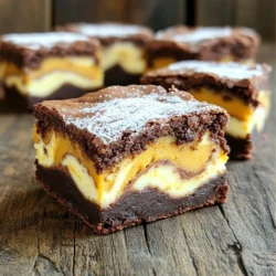 - 225 g ungesalzene Butter (2 Stangen) - 200 g Zucker - 200 g brauner Zucker, fest gepackt - 4 große Eier - 1 Teelöffel Vanilleextrakt - 125 g Weizenmehl - 100 g ungesüßtes Kakaopulver - 1/2 Teelöffel Backpulver - 1/4 Teelöffel Salz - 225 g Frischkäse, weich - 70 g Zucker - 60 g Kürbispüree - 1 Teelöffel Kürbiskuchengewürz - 1 Ei Verwenden Sie frischen Kürbis für mehr Geschmack. Achten Sie auf gute Qualität beim Frischkäse. Das hilft, eine glatte und cremige Schicht zu bekommen. Sie können auch andere Gewürze wie Zimt oder Muskatnuss hinzufügen. Diese geben den Brownies einen besonderen Kick. Wenn Sie Schokoladenstückchen mögen, fügen Sie diese zu dem Brownie-Teig hinzu. Das bringt mehr Schokolade in jeden Bissen. Heize deinen Ofen auf 175°C vor. Fette eine 23x33 cm große Backform ein. Lege die Form mit Backpapier aus. Lass das Papier an den Seiten überstehen. Das hilft dir, die Brownies leicht herauszunehmen. Schmelze 225 g ungesalzene Butter in einem mittelgroßen Topf bei mittlerer Hitze. Nimm den Topf vom Herd, wenn die Butter geschmolzen ist. Rühre 200 g Zucker und 200 g braunen Zucker gut ein. Mische die beiden Zucker, bis sie gleichmäßig sind. Umrühre vier große Eier einzeln. Füge 1 Teelöffel Vanilleextrakt hinzu und rühre gut. Siebe 125 g Weizenmehl, 100 g ungesüßtes Kakaopulver, 1/2 Teelöffel Backpulver und 1/4 Teelöffel Salz in eine separate Schüssel. Mische die trockenen Zutaten vorsichtig mit der nassen Mischung. Mische nur bis alles kombiniert ist. In einer Rührschüssel kombiniere 225 g weichen Frischkäse, 70 g Zucker, 60 g Kürbispüree, 1 Teelöffel Kürbiskuchengewürz und 1 Ei. Benutze einen Mixer oder eine Gabel, um die Mischung cremig und glatt zu machen. Gieße die Hälfte des Brownie-Teigs in die vorbereitete Backform und verteile ihn gleichmäßig. Setze gleichmäßige Kleckse der Frischkäse-Mischung darauf. Gieße den restlichen Brownie-Teig über die Frischkäse-Schicht. Verwende ein Messer, um die Frischkäse-Mischung leicht in den Brownie-Teig zu marmorieren. Backe die Brownies im Ofen für 30-35 Minuten. Ein Zahnstocher sollte mit ein paar feuchten Krümeln, aber nicht mit feuchtem Teig herauskommen. Lass die Brownies 15 Minuten lang in der Form abkühlen. Hebe sie mithilfe des überstehenden Papiers heraus und lass sie vollständig abkühlen. Schneide die Brownies in gleichmäßige Quadrate. Um die Swirl-Technik zu meistern, beginne mit einer guten Mischung. Gieße die Frischkäse-Mischung in kleinen Klecksen auf den Brownie-Teig. Verwende dann ein Messer oder einen Holzspieß. Ziehe sanft durch die Mischung. Mach kleine Bewegungen, um schöne Muster zu schaffen. Achte darauf, nicht zu stark zu vermischen. Du willst die Schichten sichtbar halten. Das beste Kürbispüree ist frisch und dick. Du kannst frischen Kürbis kochen und pürieren oder Dosenpüree verwenden. Achte darauf, dass es 100% reines Kürbispüree ist. Vermeide Produkte mit Zucker oder Gewürzen. Diese können den Geschmack der Brownies beeinflussen. Wenn du frisches Kürbispüree verwendest, backe es vorher, damit es weniger Feuchtigkeit hat. Für den besten Schokoladengeschmack nutze ungesüßtes Kakaopulver von guter Qualität. Mische es gut mit den anderen trockenen Zutaten. So verteilt sich der Geschmack gleichmäßig. Du kannst auch dunkle Schokolade schmelzen und unter den Teig rühren. Das gibt den Brownies einen reichhaltigen Geschmack. Achte darauf, die Schokolade nicht zu überhitzen. {{image_4}} Für Fudge-Style Brownies füge ich gerne Schokoladenstückchen hinzu. Diese Schokoladenstückchen schmelzen beim Backen und machen die Brownies extra schokoladig. Du kannst 150 g Zartbitterschokolade oder Milchschokolade verwenden. Mische die Stückchen unter den Brownie-Teig, bevor du ihn in die Backform gießt. Das gibt einen tollen Geschmack und eine schöne Textur. Wenn du Nüsse magst, sind Walnüsse oder Pekannüsse eine tolle Ergänzung. Diese Nüsse geben den Brownies einen knusprigen Biss. Ich empfehle, etwa 100 g grob gehackte Nüsse hinzuzufügen. Streue sie einfach über die Frischkäse-Schicht oder mische sie unter den Brownie-Teig. Das bringt mehr Geschmack und macht die Brownies interessanter. Für eine glutenfreie Variante kannst du das Weizenmehl ersetzen. Verwende stattdessen eine glutenfreie Mehlmischung. Achte darauf, dass die Mischung eine gute Bindung bietet. Du kannst auch Mandelmehl oder Kokosmehl verwenden, um einen anderen Geschmack zu erzielen. Diese Alternativen machen die Brownies ebenso lecker und saftig. Um die frisch gebackenen Brownies richtig zu lagern, lassen Sie sie zuerst abkühlen. Schneiden Sie die Brownies in Quadrate und legen Sie sie in einen luftdichten Behälter. Stellen Sie sicher, dass sie nicht übereinander liegen. So bleiben sie weich und lecker. Um die Haltbarkeit zu verlängern, fügen Sie ein Stück Brot in den Behälter hinzu. Das Brot hilft, die Feuchtigkeit zu bewahren. Lagern Sie die Brownies im Kühlschrank, wenn Sie sie länger aufbewahren möchten. So bleiben sie bis zu einer Woche frisch. Wenn Sie die Brownies für später einfrieren möchten, lassen Sie sie vollständig abkühlen. Wickeln Sie jedes Stück in Frischhaltefolie ein und legen Sie sie in einen Gefrierbeutel. So bleiben sie bis zu drei Monate haltbar. Zum Auftauen legen Sie sie einfach bei Raumtemperatur für einige Stunden. Die Brownies halten sich gut für etwa 3 bis 5 Tage. Lagern Sie sie in einem luftdichten Behälter. So bleiben sie frisch und saftig. Wenn Sie sie länger aufbewahren möchten, können Sie sie auch einfrieren. Achten Sie darauf, dass sie gut verpackt sind, um Gefrierbrand zu vermeiden. Ja, Sie können die Frischkäse-Schicht weglassen. Die Brownies schmecken auch ohne sie gut. Sie werden dann schokoladiger und weniger cremig sein. Wenn Sie etwas anderes hinzufügen möchten, probieren Sie einen Schokoladenguss oder eine Glasur. Sie können auch andere Pürees verwenden, wie Süßkartoffel- oder Apfelmus. Diese Optionen geben den Brownies einen anderen Geschmack. Achten Sie darauf, die Menge gleich zu halten, um die Konsistenz nicht zu verändern. Um die Brownies schön zu schneiden, warten Sie, bis sie komplett abgekühlt sind. Verwenden Sie ein scharfes Messer für gerade Schnitte. Tauchen Sie das Messer in heißes Wasser, um die Schnitte noch glatter zu machen. So bleibt die Frischkäse-Schicht schön intakt. Ja, das ist möglich. Sie können die Brownies in einer runden Form oder sogar in Muffinförmchen backen. Beachten Sie jedoch, dass die Backzeit unterschiedlich sein kann. Überprüfen Sie die Brownies regelmäßig, um sicherzustellen, dass sie nicht überbacken werden. Die Brownies mit der Frischkäse-Schicht sind einfach zu machen und lecker. Ich habe die Zutaten und Schritte klar aufgeführt. Tipps zur Swirl-Technik helfen, das Beste aus deinem Rezept herauszuholen. Mit Varianten wie Fudge-Style und Nüssen kannst du kreativ sein. Auch das richtige Lagern und Einfrieren ist wichtig. Denke daran, die Brownies bei Bedarf anzupassen und Spaß beim Backen zu haben!
