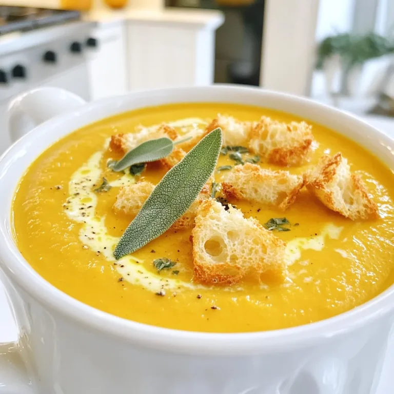 Für die Kürbis-Salbei-Suppe brauchst du: - 1 mittelgroßer Kürbis (ca. 1,5-2 kg), geschält und gewürfelt - 1 Esslöffel Olivenöl - 1 mittelgroße Zwiebel, gehackt - 2 Knoblauchzehen, fein gehackt - 4 Tassen Gemüsebrühe - 1 Teelöffel frischer Salbei, gehackt (oder ½ Teelöffel getrockneter Salbei) - 1 Tasse Kokosmilch (oder Schlagsahne) - Salz und Pfeffer nach Geschmack Diese Zutaten geben der Suppe ihren tollen Geschmack. Der Kürbis ist die Hauptzutat. Er sorgt für eine schöne Farbe und Süße. Salbei bringt ein erdiges Aroma. Für die knusprigen Croutons benötigst du: - 2 Tassen rustikales Brot, gewürfelt - 2 Esslöffel Butter - 1 Teelöffel Knoblauchpulver Die Croutons sind einfach zu machen. Sie bieten einen tollen Kontrast zur cremigen Suppe. Wenn du keine Kokosmilch magst, verwende Schlagsahne. Du kannst auch verschiedene Kürbissorten ausprobieren. Butternut oder Hokkaido sind gute Alternativen. Wenn du frischen Salbei nicht findest, nimm getrockneten Salbei. Diese Anpassungen machen das Rezept flexibler. So kannst du die Suppe nach deinem Geschmack gestalten. Beginne mit einem mittelgroßen Kürbis. Schäle ihn und schneide ihn in kleine Würfel. So garst du ihn schneller. Kleinere Stücke lassen sich später leichter pürieren. Erhitze einen großen Topf bei mittlerer Hitze. Gib einen Esslöffel Olivenöl hinein. Füge eine gehackte Zwiebel hinzu und brate sie fünf Minuten lang, bis sie weich ist. Jetzt ist der Moment, zwei fein gehackte Knoblauchzehen hinzuzufügen. Brate sie für eine Minute, bis sie duften. Gib die gewürfelten Kürbisstücke in den Topf. Füge vier Tassen Gemüsebrühe und einen Teelöffel gehackten Salbei hinzu. Lass die Mischung aufkochen. Reduziere die Hitze und lasse sie 20 bis 25 Minuten köcheln. Der Kürbis sollte jetzt zart sein. Nimm einen Stabmixer und püriere die Suppe, bis sie glatt ist. Wenn du einen Standmixer verwendest, sei vorsichtig mit der heißen Flüssigkeit. Gib die pürierte Suppe zurück in den Topf. Rühre eine Tasse Kokosmilch ein und würze mit Salz und Pfeffer. Erhitze die Mischung sanft. In einer Pfanne erhitzt du zwei Esslöffel Butter bei mittlerer Hitze. Füge zwei Tassen gewürfeltes rustikales Brot hinzu. Bestreue die Würfel mit einem Teelöffel Knoblauchpulver. Brate sie für fünf bis sieben Minuten, bis sie goldbraun und knusprig sind. Scoop die heiße Kürbis-Salbei-Suppe in Schalen. Füge die knusprigen Croutons obenauf hinzu. Garniere mit frischen Salbeiblättern für einen zusätzlichen Geschmack. Um die Suppe perfekt zu würzen, beginne mit Salz und Pfeffer. Diese beiden Gewürze bringen den Geschmack des Kürbisses zur Geltung. Füge dann frischen Salbei hinzu. Der frische Geschmack des Salbeis macht die Suppe lebendiger. Probiere die Suppe während des Kochens. So kannst du die Gewürze anpassen. Wenn du mehr Tiefe möchtest, verwende etwas Muskatnuss. Diese kleine Menge macht einen großen Unterschied. Püriere die Suppe, wenn der Kürbis ganz weich ist. Das dauert etwa 20-25 Minuten. Achte darauf, die Suppe nicht zu früh zu pürieren. Wenn die Stücke noch fest sind, bleibt die Suppe klumpig. Verwende einen Stabmixer für eine glatte Textur. So bleibt die Suppe warm, und du vermeidest Spritzer. Wenn du einen Standmixer nutzt, lass die Suppe abkühlen. Heiße Flüssigkeit kann spritzen und Verletzungen verursachen. Wenn du keine Kokosmilch magst, gibt es gute Alternativen. Du kannst auch Schlagsahne verwenden. Diese macht die Suppe cremig, aber weniger fruchtig. Eine weitere Option ist Mandelmilch. Sie hat einen milden Geschmack und ist eine gute Wahl für Veganer. Auch Sojamilch funktioniert gut, bietet aber weniger Cremigkeit. Wähle die Milch, die dir am besten gefällt. {{image_4}} Du kannst die Suppe mit verschiedenen Kräutern anpassen. Statt Salbei probiere Thymian oder Rosmarin. Diese Kräuter verleihen der Suppe einen anderen Geschmack. Frische Petersilie bringt Frische und Farbe. Mische die Kräuter nach deinem Geschmack. So wird deine Kürbis-Salbei-Suppe immer wieder neu und spannend. Um die Suppe vegan zu machen, ersetze die Kokosmilch durch eine pflanzliche Milch. Mandel- oder Hafermilch sind gute Alternativen. Dies macht die Suppe leicht und lecker. Verwende glutenfreies Brot, wenn du Croutons machst. Achte darauf, dass die Gemüsebrühe auch glutenfrei ist. So kann jeder die Suppe genießen. Du kannst die Suppe mit Nüssen oder Kernen aufpeppen. Geröstete Kürbiskerne geben einen knusprigen Biss. Walnüsse oder Mandeln bringen einen nussigen Geschmack. Streue sie einfach über die Suppe vor dem Servieren. Diese Zusätze machen die Suppe nahrhafter und interessanter. Die Kürbis-Salbei-Suppe bleibt frisch, wenn du sie richtig lagerst. Lass die Suppe zuerst auf Zimmertemperatur abkühlen. Fülle sie dann in einen luftdichten Behälter. Im Kühlschrank bleibt die Suppe bis zu fünf Tage gut. Achte darauf, die Suppe vor dem Servieren gut durchzuwärmen. Croutons sind am besten, wenn sie frisch sind. Du kannst sie jedoch auch lagern. Lass die Croutons nach dem Braten vollständig abkühlen. Fülle sie dann in einen luftdichten Beutel oder Behälter. So bleiben sie bis zu drei Tage knusprig. Vermeide Feuchtigkeit, damit sie nicht weich werden. Falls du die Suppe länger aufbewahren willst, kannst du sie einfrieren. Fülle die abgekühlte Suppe in gefriergeeignete Behälter. Lass dabei etwas Platz, da die Suppe beim Einfrieren expandiert. Die Suppe hält sich bis zu drei Monate im Gefrierfach. Zum Auftauen stelle die Suppe einfach über Nacht in den Kühlschrank. Erwärme sie dann auf dem Herd oder in der Mikrowelle. Die Kürbis-Salbei-Suppe hält sich bis zu fünf Tage im Kühlschrank. Achte darauf, sie in einem luftdichten Behälter zu lagern. So bleibt der Geschmack frisch. Vor dem Servieren, einfach aufwärmen. Ja, du kannst die Suppe im Voraus zubereiten. Sie schmeckt sogar oft besser, wenn die Aromen Zeit zum Mischen haben. Bereite die Suppe und lasse sie abkühlen, bevor du sie in den Kühlschrank stellst. Zu dieser Suppe passen viele Beilagen gut. Hier sind einige Vorschläge: - Ein frisches Baguette - Ein einfacher grüner Salat - Geröstete Kürbiskerne für den Crunch Um die Suppe schärfer zu machen, füge etwas Cayennepfeffer oder Chili hinzu. Du kannst auch frische Chilis beim Kochen mit dem Kürbis hinzufügen. Das gibt der Suppe einen tollen Kick. Diese Anleitung zeigt, wie man eine köstliche Kürbis-Salbei-Suppe macht. Wir haben die Zutaten besprochen, die Schritte zur Zubereitung erklärt und Tipps gegeben. Variationen bieten dir zusätzliche Ideen, um die Suppe anzupassen. Vergiss nicht, die war die Lagerung der Suppe und Croutons zu berücksichtigen. Mit diesen Informationen kannst du jedes Mal eine leckere Suppe zaubern. Experimentiere mit Zutaten und finde deinen eigenen Lieblingsgeschmack. Viel Spaß beim Kochen und Genießen!
