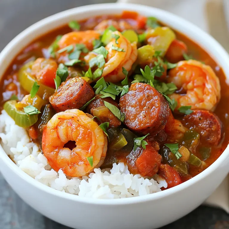 - Garnelen: Du benötigst 450 g große Garnelen. Sie sollten geschält und entdarmt sein. Das gibt deinem Gumbo eine tolle Textur und einen feinen Geschmack. Frische Garnelen sind ideal, gefrorene funktionieren aber auch gut. - Wurst: Ich empfehle 450 g geräucherte Wurst, wie Andouille. Diese Wurst bringt viel Geschmack. Du kannst auch andere Würste verwenden, aber Andouille bleibt die beste Wahl. - Gemüse: Für das Gumbo brauchst du eine mittelgroße gewürfelte Zwiebel, eine gewürfelte grüne Paprika und eine gewürfelte Selleriestange. Dieses Trio nennt man "Heilige Dreifaltigkeit" in der Cajun-Küche. Füge auch vier fein gehackte Knoblauchzehen hinzu. Sie geben deinem Gericht ein tolles Aroma. - Kräuter und Gewürze: Verwende einen Teelöffel getrockneten Thymian, einen Teelöffel Cayennepfeffer (je nach deinem Geschmack) und zwei Teelöffel Paprika. Diese Gewürze sorgen für den typischen Gumbo-Geschmack. Du kannst die Mengen nach deinem Wunsch anpassen. - Hühnerbrühe: Du benötigst einen Liter Hühnerbrühe. Diese Brühe bringt Tiefe in den Geschmack. Wenn du keine Hühnerbrühe hast, kannst du auch Gemüsebrühe verwenden. Sie gibt deinem Gumbo trotzdem einen guten Geschmack. {{ingredient_image_2}} - Erhitzen des Öls: Beginne mit 120 ml Pflanzenöl in einem großen Topf. Stelle die Hitze auf mittel. Warte, bis das Öl heiß ist, aber nicht raucht. Das ist wichtig, um die richtige Temperatur für die Mehlschwitze zu erreichen. - Mehl einrühren: Füge 60 g Weizenmehl langsam hinzu. Rühre ständig mit einem Holzlöffel. Koche die Mischung für etwa 20 bis 30 Minuten. Sie sollte eine tiefbraune Farbe annehmen, ähnlich wie Schokolade. Achte darauf, dass sie nicht anbrennt. - Gemüse: Jetzt füge 1 gewürfelte Zwiebel, 1 gewürfelte grüne Paprika, 1 gewürfelte Selleriestange und 4 fein gehackte Knoblauchzehen hinzu. Koche alles für 5 bis 7 Minuten, bis das Gemüse weich wird. Rühren ist wichtig, damit nichts anbrennt. - Wurst: Gebe 450 g in Scheiben geschnittene Wurst hinzu. Brate sie für etwa 5 Minuten an, bis sie leicht gebräunt sind. So entfaltet sich ihr Aroma und gibt Geschmack an das Gumbo. - Tomaten und Brühe: Mische 1 Dose gewürfelte Tomaten, 1 Liter Hühnerbrühe, 1 Lorbeerblatt, 1 Teelöffel getrockneten Thymian, 1 Teelöffel Cayennepfeffer, 2 Teelöffel Paprika und Salz sowie Pfeffer nach Geschmack. Lasse die Mischung zum Kochen kommen. Dann reduziere die Hitze und lasse sie 30 Minuten köcheln. - Okra und Garnelen: Nach 30 Minuten füge 150 g geschnittene Okra hinzu. Rühre gut um. Lasse das Gumbo für weitere 10 bis 15 Minuten köcheln. Zum Schluss kommen die 450 g Garnelen ins Spiel. Koche sie für etwa 5 Minuten, bis sie rosa sind. Entferne das Lorbeerblatt vor dem Servieren. Roux richtig zubereiten: Um eine perfekte Mehlschwitze zuzubereiten, erwärmen Sie das Öl bei mittlerer Hitze. Fügen Sie das Mehl langsam hinzu. Rühren Sie ständig, damit es nicht anbrennt. Die Farbe sollte schokoladenbraun werden. Dies dauert etwa 20 bis 30 Minuten. Wenn die Mehlschwitze zu dunkel wird, fangen Sie von vorne an. Gewürze anpassen: Schärfe ist wichtig. Beginnen Sie mit einer kleinen Menge Cayennepfeffer. Sie können mehr hinzufügen, wenn Sie es würziger mögen. Probieren Sie das Gumbo während des Kochens. So finden Sie die perfekte Balance, die Ihnen schmeckt. Garnierungen: Garnieren Sie Ihr Gumbo mit geschnittenen Frühlingszwiebeln und gehackter Petersilie. Das gibt Farbe und Frische. Diese kleinen Details machen Ihr Gericht ansprechend. Beilagen: Servieren Sie das Gumbo über gedämpftem weißem Reis. Reis hilft, die Aromen aufzunehmen und macht das Gericht sättigender. Sie können auch ein Stück frisches Brot dazu reichen. So können Sie die köstliche Soße aufsaugen. Pro Tipps Mehlschwitze perfektionieren: Um eine perfekte Mehlschwitze zu erzielen, rühren Sie ständig, während Sie das Mehl hinzufügen, und achten Sie darauf, dass es nicht anbrennt. Eine gleichmäßige, tiefbraune Farbe ist der Schlüssel zu einem reichen Geschmack. Garnelen nicht überkochen: Fügen Sie die Garnelen erst am Ende der Garzeit hinzu. Sie sollten nur 5 Minuten kochen, bis sie rosa und opak sind, um ihre Zartheit zu bewahren. Würze anpassen: Schmecken Sie das Gumbo während des Kochens ab und passen Sie die Gewürze nach Ihrem persönlichen Geschmack an. Ein wenig mehr Cayennepfeffer kann für zusätzliche Schärfe sorgen! Okra richtig verwenden: Wenn Sie frische Okra verwenden, achten Sie darauf, sie nicht zu lange zu kochen, da sie sonst schleimig werden kann. Fügen Sie sie in den letzten 10-15 Minuten des Kochens hinzu. {{image_4}} Andere Garnelenarten: Frisch versus gefroren Du kannst frische oder gefrorene Garnelen nutzen. Frische Garnelen haben einen tollen Geschmack. Gefrorene Garnelen sind praktisch und oft günstiger. Achte darauf, die Garnelen gut abzutropfen, bevor du sie hinzufügst. Fisch und Muscheln: Weitere Optionen Wenn du Garnelen nicht magst, probiere Fisch oder Muscheln. Du kannst Lachs, Kabeljau oder Muscheln nehmen. Diese geben deinem Gumbo eine neue Note. Achte darauf, die Garzeit anzupassen, damit alles gut durchgegart ist. Gemüsegumbo: Zubereitung ohne Fleisch Für einen vegetarischen Gumbo lasse die Wurst weg. Nutze mehr Gemüse wie Karotten, Zucchini und grüne Bohnen. So bleibt der Geschmack intensiv und lecker. Du kannst auch etwas mehr Brühe hinzufügen, um die Konsistenz zu erhalten. Proteinquellen: Verwendung von Hülsenfrüchten Füge Hülsenfrüchte zu deinem Gumbo hinzu. Bohnen oder Kichererbsen sind gute Alternativen. Diese liefern dir die nötigen Proteine und machen das Gericht sättigender. Achte darauf, sie vorher zu kochen, wenn sie trocken sind. - Haltbarkeit: Das Gumbo bleibt frisch für 3 bis 4 Tage im Kühlschrank. Achten Sie darauf, es in einem luftdichten Behälter zu lagern. So bleibt der Geschmack erhalten und das Gericht bleibt sicher. - Aufbewahrungstipps: Verwenden Sie Glas- oder Kunststoffbehälter mit Deckel. Diese Behälter sind ideal, um das Gumbo frisch zu halten. Lassen Sie das Gumbo zuerst abkühlen, bevor Sie es in den Behälter geben. So vermeiden Sie Dampf und Feuchtigkeit, die das Gumbo verderben könnten. - Einfrieren: Sie können Gumbo bis zu 3 Monate einfrieren. Lassen Sie es zuerst auf Raumtemperatur abkühlen. Füllen Sie dann das Gumbo in gefriergeeignete Behälter oder Gefrierbeutel. Vergessen Sie nicht, das Datum darauf zu schreiben. So behalten Sie den Überblick. - Auftauen: Die beste Methode ist, das Gumbo über Nacht im Kühlschrank aufzutauen. Wenn es schnell gehen muss, können Sie das Gumbo auch in der Mikrowelle auftauen. Erwärmen Sie es in kurzen Intervallen und rühren Sie dabei um. So wird es gleichmäßig warm. Die Zubereitung von Gumbo dauert insgesamt etwa 1 Stunde und 15 Minuten. Die Vorbereitungszeit ist 15 Minuten lang. Dann folgt die Kochzeit von etwa einer Stunde. Während dieser Zeit können Sie das Gemüse schneiden und die Gewürze zusammenstellen. Ja, Sie können das Rezept anpassen. Wenn Sie Allergien haben, können Sie die Wurst ersetzen. Probieren Sie Hähnchen oder Tofu. Sie können auch das Gemüse variieren. Verwenden Sie zum Beispiel Zucchini oder Karotten. So bleibt das Rezept schmackhaft und sicher für alle. Servieren Sie Gumbo traditionell über gedämpftem weißem Reis. Stellen Sie sicher, dass der Reis heiß ist. Das Gumbo kann in tiefen Schüsseln angerichtet werden. Garnieren Sie es mit frischen Frühlingszwiebeln und gehackter Petersilie. Diese bringen Farbe und Frische. Wir haben die wichtigsten Zutaten für ein gelungenes Gumbo betrachtet. Garnelen, Wurst und frisches Gemüse bilden die Basis. Die richtige Brühe und Kräuter geben dem Gericht den besonderen Geschmack. Die Anleitung zur Zubereitung zeigt, wie man die perfekte Mehlschwitze macht und die Aromen richtig entfaltet. Zusätzlich haben wir Tipps gegeben, wie man Geschmack und Schärfe anpasst. Denken Sie daran, dass Gumbo auch in vielen Variationen schmeckt. Egal, ob Sie es vegetarisch oder mit Meeresfrüchten zubereiten, durchaus sind der Kreativität keine Grenzen gesetzt. Genießen Sie Ihr Gumbo!