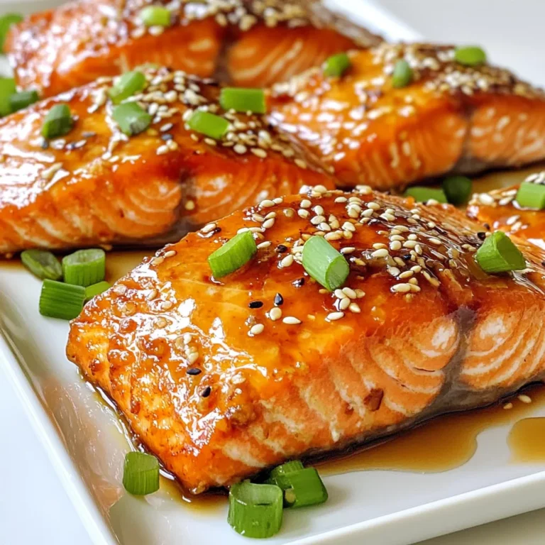 Um köstlichen Honig-Knoblauch-glasierten Lachs zu machen, brauchst du folgende Zutaten: - 4 Lachsfilets (je 170 Gramm) - 60 ml Honig - 3 Esslöffel Sojasauce (mit reduziertem Natriumgehalt) - 4 Knoblauchzehen, fein gehackt - 1 Esslöffel frischer Ingwer, gerieben - 1 Esslöffel Zitronensaft - 2 Esslöffel Olivenöl - Salz und Pfeffer nach Geschmack - 1 Esslöffel Sesamkörner (zum Garnieren) - 2 Frühlingszwiebeln, in feine Ringe geschnitten (zum Garnieren) Diese Zutaten geben dem Lachs einen süßen und herzhaften Geschmack. Der Honig sorgt für eine schöne Glasur. Wähle frische, hochwertige Lachsfilets aus. Achte auf eine leuchtende Farbe, meist in einem tiefen Orange oder Rosa. Die Haut sollte glänzend und glatt sein. Du kannst auch auf nachhaltigen Lachs aus Aquakultur oder Wildfang achten. Diese Optionen sind nicht nur besser für die Umwelt, sondern auch gesünder für dich. Wenn möglich, kaufe die Filets bei einem örtlichen Fischhändler oder einem vertrauenswürdigen Markt. Dort kannst du oft die Frische und Qualität besser prüfen. Wenn du die Glasur variieren möchtest, gibt es viele Optionen. Du kannst zum Beispiel Honig durch Ahornsirup ersetzen. Das gibt dem Lachs eine andere Süße. Eine andere Idee ist, die Sojasauce durch Teriyaki-Sauce zu ersetzen. Dies verleiht dem Gericht einen anderen Geschmack. Füge auch etwas Chili oder Paprika hinzu, wenn du es schärfer magst. Diese kleinen Änderungen machen das Rezept interessant und neu. Experimentiere mit verschiedenen Zutaten, um deinen Lieblingsgeschmack zu finden! {{ingredient_image_2}} Um die Honigglasur zuzubereiten, nimm eine mittelgroße Schüssel. Mische 60 ml Honig, 3 Esslöffel Sojasauce, 4 fein gehackte Knoblauchzehen, 1 Esslöffel geriebenen Ingwer und 1 Esslöffel Zitronensaft. Rühre alles gut um, bis die Zutaten gleichmäßig vermischt sind. Diese süße und würzige Mischung wird dem Lachs einen tollen Geschmack geben. Heize deinen Ofen auf 200°C vor. Lege ein Backblech mit Backpapier aus, um die Reinigung zu erleichtern. Nimm 4 Lachsfilets (je 170 Gramm) und lege sie mit der Hautseite nach unten auf das Backblech. Beträufle die Filets mit 2 Esslöffeln Olivenöl. Würze sie dann mit Salz und Pfeffer nach Geschmack. Diese Schritte helfen, den Lachs perfekt vorzubereiten und den Geschmack zu verbessern. Gieße die vorbereitete Honigglasur gleichmäßig über die Lachsfilets. Achte darauf, dass jedes Filet gut bedeckt ist. Backe den Lachs im vorgeheizten Ofen für etwa 12-15 Minuten. Der Lachs ist perfekt, wenn er leicht mit einer Gabel zerfällt und eine glänzende Glasur hat. Nach dem Backen lasse den Lachs einige Minuten ruhen. Löffele die restliche Glasur vom Backblech über die Filets. Garniere sie vor dem Servieren mit Sesamkörnern und feinen Ringen von Frühlingszwiebeln. Um die Glasur noch intensiver zu machen, nutze frische Zutaten. Frischer Knoblauch und Ingwer bringen viel Geschmack. Du kannst auch die Glasur leicht in einem kleinen Topf auf dem Herd erhitzen. Dies verstärkt die Aromen. Achte darauf, dass die Glasur nicht kocht. Das würde den Honig verbrennen. Eine Prise Chili kann der Glasur auch eine scharfe Note verleihen. Experimentiere mit deinen Lieblingsgewürzen, um den perfekten Geschmack zu finden. Die ideale Garzeit für Lachs liegt bei 12 bis 15 Minuten im Ofen. Du erkennst, dass der Lachs fertig ist, wenn er leicht mit einer Gabel zerfällt. Wenn du einen dickeren Lachs hast, kann die Garzeit etwas länger sein. Überprüfe den Lachs regelmäßig, um ein Austrocknen zu verhindern. Eine gute Methode ist, den Lachs mit einem Fleischthermometer zu prüfen. Die Innentemperatur sollte 62°C betragen. So bleibt der Lachs saftig und zart. Du kannst den Honig-Knoblauch-Glasierten Lachs mit vielen Beilagen servieren. Eine frische Salatbeilage bringt eine schöne Frische. Reis oder Quinoa sind auch gute Optionen. Sie nehmen die köstliche Glasur gut auf. Für einen asiatischen Touch kannst du gedämpftes Gemüse wie Brokkoli oder Karotten hinzufügen. Garnieren mit Sesamkörnern und Frühlingszwiebeln macht das Gericht noch schöner. Denke daran, die Glasur über die Beilagen zu träufeln. So schmeckt alles noch besser! Pro Tipps Frische Zutaten verwenden: Verwende frischen Knoblauch und Ingwer für den besten Geschmack. Trockenprodukte können das Aroma beeinträchtigen. Die Garzeit überwachen: Achte darauf, den Lachs nicht zu überbacken. Er sollte zart und saftig sein, wenn er fertig ist. Variationen der Glasur: Experimentiere mit zusätzlichen Zutaten wie Chili-Flocken oder Limettensaft für eine scharfe Note. Beilagen planen: Serviere den Lachs mit gedünstetem Gemüse oder Reis, um eine ausgewogene Mahlzeit zu kreieren. {{image_4}} Grillieren verleiht dem Honig-Knoblauch-Lachs einen rauchigen Geschmack. Du kannst die Lachsfilets zuerst marinieren. Lege sie in die Honigglasur für mindestens 30 Minuten. Das macht den Fisch saftig und geschmackvoll. Heize deinen Grill auf mittlere Hitze vor. Lege die Filets auf den Grill. Grill sie 5 bis 7 Minuten pro Seite. Achte darauf, dass die Haut knusprig wird. Du kannst die Honigglasur auch für andere Fische oder Meeresfrüchte verwenden. Forelle, Makrele oder Garnelen sind tolle Alternativen. Diese Fische haben eigenen Geschmack und passen gut zur Glasur. Die Zubereitung bleibt gleich. Achte auf die Garzeit. Dünnere Filets brauchen weniger Zeit. Passe die Glasur an deine Bedürfnisse an. Du kannst den Honig reduzieren, um Zucker zu sparen. Statt Sojasauce kannst du Tamari für eine glutenfreie Option nutzen. Füge mehr frisches Gemüse hinzu. Brokkoli oder Spargel sind tolle Beilagen. Sie machen das Gericht bunter und gesünder. So genießt du dein Essen ohne schlechtes Gewissen. Um den übrig gebliebenen Lachs frisch zu halten, lege ihn in einen luftdichten Behälter. Wenn du keinen hast, benutze Frischhaltefolie. Stelle den Behälter in den Kühlschrank. So bleibt der Lachs für bis zu drei Tage gut. Um den Lachs wieder aufzuwärmen, benutze den Ofen oder die Mikrowelle. Wenn du den Ofen verwendest, stelle ihn auf 150°C. Lege den Lachs auf ein Backblech und decke ihn mit Folie ab. So wird er gleichmäßig warm. In der Mikrowelle erwärmst du den Lachs in kurzen Intervallen. Achte darauf, ihn nicht zu lange zu erhitzen, damit er nicht trocken wird. Im Kühlschrank hält der Lachs bis zu drei Tage. Wenn du ihn länger aufbewahren möchtest, friere ihn ein. Im Gefrierschrank bleibt der Lachs bis zu drei Monate frisch. Achte darauf, ihn gut einzupacken, um Gefrierbrand zu vermeiden. Um trockenen Lachs zu vermeiden, achte auf die Garzeit. Backe ihn nur 12-15 Minuten. Überprüfe den Lachs mit einer Gabel. Der Fisch sollte leicht auseinanderfallen. Eine gute Glasur hilft auch, die Feuchtigkeit zu halten. Verwende genug Honigglasur, um den Lachs gut zu bedecken. Du kannst den Lachs auch mit etwas Olivenöl beträufeln, bevor du ihn backst. Ja, die Honigglasur ist vielseitig. Sie passt gut zu Hähnchen, Schweinefleisch oder Gemüse. Du kannst die gleichen Schritte anwenden. Mische Honig, Sojasauce, Knoblauch und Ingwer wie im Rezept. Diese Glasur verleiht jedem Gericht einen süßen und herzhaften Geschmack. Lachs ist sehr gesund. Er enthält viele Omega-3-Fettsäuren. Diese Fette sind gut für dein Herz. Lachs ist auch reich an Protein. Das hilft beim Muskelaufbau und der Reparatur. Außerdem hat Lachs wichtige Vitamine wie B12. Diese Vitamine stärken dein Immunsystem und deine Energie. Der Honig-Knoblauch-glasierten Lachs ist ein einfaches und schmackhaftes Gericht. Wir haben die besten Zutaten besprochen, die richtige Zubereitung erlernt und Tipps für den perfekten Lachs gegeben. Auch Variationen und Aufbewahrungstricks wurden behandelt. Denke daran, dass frischer Lachs und die richtige Garzeit entscheidend sind. Probiere die verschiedenen Glasuren aus und passe sie deinem Geschmack an. So kannst du sicherstellen, dass jeder Biss frisch und lecker bleibt. Viel Spaß beim Kochen!