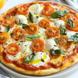 Um eine schnelle Margherita-Pizza zu machen, brauchst du: - 1 Packung fertigen Pizzateig (gekauft oder selbstgemacht) - 240 ml Marinara-Sauce - 200 g frischen Mozzarella-Käse, in Scheiben - 150 g Kirschtomaten, halbiert - 10 frische Basilikumblätter - 2 Esslöffel Olivenöl - 1 Esslöffel Balsamico-Glasur (optional) - Salz und Pfeffer nach Geschmack Falls du keine frischen Zutaten hast, kannst du einige Alternativen nutzen: - Für Mozzarella kannst du auch geriebenen Käse verwenden. - Kirschtomaten lassen sich durch normale Tomaten ersetzen. - Anstelle von frischen Basilikumblättern, nutze getrocknete Kräuter. - Verwende Pizzasoße, wenn du keine Marinara-Sauce hast. Beim Einkauf der Zutaten achte auf: - Frische Produkte: Wähle frisches Gemüse und Käse. - Saisonale Zutaten: Saisonales Gemüse hat mehr Geschmack. - Qualität: Hochwertiger Käse macht einen großen Unterschied. - Biologische Produkte: Diese sind oft gesünder und umweltfreundlicher. Diese Tipps helfen dir, die besten Zutaten für deine Pizza auszuwählen! {{ingredient_image_2}} Zuerst heize deinen Ofen auf 245°C vor. Das macht die Pizza schön knusprig. Stelle einen Pizzastein oder ein Backblech ins Ofen. Das wird heiß, wenn die Pizza hinein kommt. Wenn du den Ofen vorbereitet hast, rolle den Pizzateig auf einer bemehlten Fläche aus. Du kannst ihn rund oder passend zum Blech formen. Achte auf etwa 30 cm Durchmesser. Nimm den heißen Pizzastein oder das Backblech aus dem Ofen. Lege den ausgerollten Teig vorsichtig darauf. Jetzt kommt die Marinara-Sauce. Verteile sie gleichmäßig auf dem Teig, aber lasse am Rand etwas Platz für die Kruste. Jetzt schneide den frischen Mozzarella-Käse in Scheiben und lege sie gleichmäßig auf die Sauce. Die halbierten Kirschtomaten streust du dann über die Pizza. Das sorgt für einen frischen Geschmack. Träufle jetzt das Olivenöl über die Pizza. Würze sie mit Salz und Pfeffer, nach deinem Geschmack. Backe die Pizza im heißen Ofen für 10-12 Minuten. Achte darauf, dass die Kruste goldbraun wird und der Käse blubbert. Wenn die Pizza fertig ist, nimm sie heraus und lasse sie eine Minute abkühlen. Dann verteile die frischen Basilikumblätter darauf. Wenn du magst, kannst du auch etwas Balsamico-Glasur hinzufügen. Jetzt ist die Pizza bereit, in Stücke geschnitten und serviert zu werden! Um die perfekte Kruste zu bekommen, achte auf die Temperatur. Heize deinen Ofen auf 245°C vor. Ein heißer Ofen sorgt für eine knusprige Kruste. Nutze einen Pizzastein oder ein Backblech. Diese sollten ebenfalls heiß sein, wenn du den Teig auflegst. Rolle den Teig dünn aus, etwa 0,5 cm dick. Dünner Teig wird knuspriger. Lasse einen kleinen Rand für die Kruste. So bleibt sie schön luftig. Ein häufiger Fehler ist, zu viel Sauce zu verwenden. Verteile die Marinara-Sauce gleichmäßig, aber lass den Rand frei. Zu viel Sauce macht die Kruste matschig. Auch das Backen ist wichtig. Backe die Pizza 10-12 Minuten. Überwache den Käse; er sollte sprudeln und leicht bräunen. Lass die Pizza nach dem Backen kurz abkühlen. So zieht der Käse an und bleibt nicht zu flüssig. Serviere die Pizza sofort nach dem Schneiden. So bleiben die Aromen frisch. Ein einfacher gemischter Salat passt gut dazu. Du kannst auch einen Dip aus Balsamico-Glasur bereitstellen. Dies gibt der Pizza einen süß-sauren Geschmack. Frische Basilikumblätter als Garnitur sind ein Muss. Sie verleihen der Pizza nicht nur Farbe, sondern auch Geschmack. Experimentiere mit Beilagen wie Oliven oder Rucola für mehr Vielfalt. Pro Tipps Teig richtig ausrollen: Stelle sicher, dass dein Pizzateig gleichmäßig ausgerollt ist, um eine gleichmäßige Garung zu gewährleisten. Beginne in der Mitte und arbeite nach außen, während du die Enden etwas dicker lässt für eine schöne Kruste. Frische Zutaten verwenden: Verwende frische Zutaten wie Mozzarella und Basilikum, um den besten Geschmack zu erzielen. Je frischer die Zutaten, desto besser wird das Aroma der Pizza sein. Pizzastein vorheizen: Heize deinen Pizzastein oder das Backblech gut vor. Ein heißer Untergrund sorgt dafür, dass der Teig schnell aufsteigt und eine knusprige Kruste entsteht. Pizza nach dem Backen ruhen lassen: Lass die Pizza nach dem Backen kurz ruhen, damit sich die Aromen setzen können und der Käse nicht zu heiß zum Schneiden ist. {{image_4}} Eine vegane Margherita-Pizza ist einfach. Statt Käse kannst du Cashewcreme verwenden. Diese Creme gibt einen tollen Geschmack. Du kannst auch veganen Käse kaufen. Achte darauf, dass er gut schmilzt. Nutze die gleichen Zutaten wie in der klassischen Pizza. Vergiss nicht die frischen Basilikumblätter. Sie bringen Frische und Aroma. Wenn du es scharf magst, füge frische Chili hinzu. Schneide die Chili in kleine Stücke. Streue sie gleichmäßig über die Pizza. Du kannst auch Chiliöl verwenden. Träufle es vor dem Backen darüber. Das gibt der Pizza einen extra Kick. Achte darauf, die Schärfe nach deinem Geschmack anzupassen. So wird deine Pizza spannend und lecker. Sei kreativ mit deinen Toppings! Du kannst verschiedene Gemüsesorten verwenden. Zucchini, Paprika oder Pilze passen gut. Auch Oliven oder Artischocken sind lecker. Probiere verschiedene Kombinationen aus. Du kannst auch einen Hauch von Pesto hinzufügen. Das macht die Pizza noch aromatischer. Lass deiner Fantasie freien Lauf und entdecke neue Geschmäcker! Wenn du Pizza übrig hast, bewahre sie in einem luftdichten Behälter auf. Lege ein Stück Backpapier zwischen die Schichten. So bleibt die Kruste knusprig. Stelle den Behälter in den Kühlschrank. So hält die Pizza bis zu drei Tage frisch. Um die Pizza wieder aufzuwärmen, benutze am besten den Ofen. Heize ihn auf 180°C vor. Lege die Pizza auf ein Backblech und backe sie für etwa 8-10 Minuten. So wird die Kruste wieder knusprig und der Käse schmilzt gut. Du kannst auch eine Pfanne verwenden. Erhitze die Pfanne ohne Öl und lege die Pizza hinein. Decke die Pfanne mit einem Deckel ab und erwärme sie für 5-7 Minuten. Du kannst die Pizza auch vorbereiten und einfrieren. Rolle den Pizzateig aus und belege ihn wie gewohnt. Lass die Pizza aber ungebacken. Wickele sie gut in Frischhaltefolie ein und lege sie in einen Gefrierbeutel. So bleibt sie bis zu drei Monate frisch. Um die Pizza zuzubereiten, backe sie direkt aus dem Gefrierfach. Heize den Ofen auf 245°C vor und backe die Pizza für 12-15 Minuten. Ja, du kannst den Pizzateig selbst machen. Ein einfacher Teig braucht nur Mehl, Wasser, Hefe und Salz. Mische die Zutaten gut und lasse den Teig etwa eine Stunde ruhen. So wird er schön luftig. Wenn du Zeit sparen möchtest, kannst du auch fertigen Teig aus dem Supermarkt verwenden. Die Pizza backt in etwa 10 bis 12 Minuten. Heize deinen Ofen auf 245°C vor. Das macht die Kruste knusprig und die Käseschichten schön geschmolzen. Achte darauf, dass der Käse leicht bräunt. Das zeigt, dass die Pizza fertig ist. Margherita-Pizza passt gut zu frischem Salat oder Antipasti. Ein einfacher grüner Salat mit Olivenöl und Balsamico ist perfekt. Du kannst auch einen leichten Rotwein dazu servieren. Basilikum und Parmesan sind tolle Ergänzungen. Sie bringen noch mehr Geschmack in dein Essen. Du hast jetzt alles, was du brauchst, um deine eigene Pizza zu machen. Wir haben die Zutaten, die Zubereitung, die besten Tipps und verschiedene Variationen besprochen. Denke daran, frische Zutaten zu verwenden oder gute Alternativen zu finden. Vermeide häufige Fehler und folge den Backanleitungen für eine perfekte Kruste. Experimentiere mit kreativen Toppings und lagere deine Reste richtig. Mit diesen Tipps wirst du jedes Mal eine leckere Pizza zaubern. Jetzt liegt es an dir, dein Pizzawissen in der Küche anzuwenden!