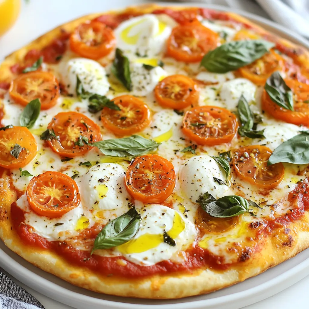 Um eine schnelle Margherita-Pizza zu machen, brauchst du: - 1 Packung fertigen Pizzateig (gekauft oder selbstgemacht) - 240 ml Marinara-Sauce - 200 g frischen Mozzarella-Käse, in Scheiben - 150 g Kirschtomaten, halbiert - 10 frische Basilikumblätter - 2 Esslöffel Olivenöl - 1 Esslöffel Balsamico-Glasur (optional) - Salz und Pfeffer nach Geschmack Falls du keine frischen Zutaten hast, kannst du einige Alternativen nutzen: - Für Mozzarella kannst du auch geriebenen Käse verwenden. - Kirschtomaten lassen sich durch normale Tomaten ersetzen. - Anstelle von frischen Basilikumblättern, nutze getrocknete Kräuter. - Verwende Pizzasoße, wenn du keine Marinara-Sauce hast. Beim Einkauf der Zutaten achte auf: - Frische Produkte: Wähle frisches Gemüse und Käse. - Saisonale Zutaten: Saisonales Gemüse hat mehr Geschmack. - Qualität: Hochwertiger Käse macht einen großen Unterschied. - Biologische Produkte: Diese sind oft gesünder und umweltfreundlicher. Diese Tipps helfen dir, die besten Zutaten für deine Pizza auszuwählen! {{ingredient_image_2}} Zuerst heize deinen Ofen auf 245°C vor. Das macht die Pizza schön knusprig. Stelle einen Pizzastein oder ein Backblech ins Ofen. Das wird heiß, wenn die Pizza hinein kommt. Wenn du den Ofen vorbereitet hast, rolle den Pizzateig auf einer bemehlten Fläche aus. Du kannst ihn rund oder passend zum Blech formen. Achte auf etwa 30 cm Durchmesser. Nimm den heißen Pizzastein oder das Backblech aus dem Ofen. Lege den ausgerollten Teig vorsichtig darauf. Jetzt kommt die Marinara-Sauce. Verteile sie gleichmäßig auf dem Teig, aber lasse am Rand etwas Platz für die Kruste. Jetzt schneide den frischen Mozzarella-Käse in Scheiben und lege sie gleichmäßig auf die Sauce. Die halbierten Kirschtomaten streust du dann über die Pizza. Das sorgt für einen frischen Geschmack. Träufle jetzt das Olivenöl über die Pizza. Würze sie mit Salz und Pfeffer, nach deinem Geschmack. Backe die Pizza im heißen Ofen für 10-12 Minuten. Achte darauf, dass die Kruste goldbraun wird und der Käse blubbert. Wenn die Pizza fertig ist, nimm sie heraus und lasse sie eine Minute abkühlen. Dann verteile die frischen Basilikumblätter darauf. Wenn du magst, kannst du auch etwas Balsamico-Glasur hinzufügen. Jetzt ist die Pizza bereit, in Stücke geschnitten und serviert zu werden! Um die perfekte Kruste zu bekommen, achte auf die Temperatur. Heize deinen Ofen auf 245°C vor. Ein heißer Ofen sorgt für eine knusprige Kruste. Nutze einen Pizzastein oder ein Backblech. Diese sollten ebenfalls heiß sein, wenn du den Teig auflegst. Rolle den Teig dünn aus, etwa 0,5 cm dick. Dünner Teig wird knuspriger. Lasse einen kleinen Rand für die Kruste. So bleibt sie schön luftig. Ein häufiger Fehler ist, zu viel Sauce zu verwenden. Verteile die Marinara-Sauce gleichmäßig, aber lass den Rand frei. Zu viel Sauce macht die Kruste matschig. Auch das Backen ist wichtig. Backe die Pizza 10-12 Minuten. Überwache den Käse; er sollte sprudeln und leicht bräunen. Lass die Pizza nach dem Backen kurz abkühlen. So zieht der Käse an und bleibt nicht zu flüssig. Serviere die Pizza sofort nach dem Schneiden. So bleiben die Aromen frisch. Ein einfacher gemischter Salat passt gut dazu. Du kannst auch einen Dip aus Balsamico-Glasur bereitstellen. Dies gibt der Pizza einen süß-sauren Geschmack. Frische Basilikumblätter als Garnitur sind ein Muss. Sie verleihen der Pizza nicht nur Farbe, sondern auch Geschmack. Experimentiere mit Beilagen wie Oliven oder Rucola für mehr Vielfalt. Pro Tipps Teig richtig ausrollen: Stelle sicher, dass dein Pizzateig gleichmäßig ausgerollt ist, um eine gleichmäßige Garung zu gewährleisten. Beginne in der Mitte und arbeite nach außen, während du die Enden etwas dicker lässt für eine schöne Kruste. Frische Zutaten verwenden: Verwende frische Zutaten wie Mozzarella und Basilikum, um den besten Geschmack zu erzielen. Je frischer die Zutaten, desto besser wird das Aroma der Pizza sein. Pizzastein vorheizen: Heize deinen Pizzastein oder das Backblech gut vor. Ein heißer Untergrund sorgt dafür, dass der Teig schnell aufsteigt und eine knusprige Kruste entsteht. Pizza nach dem Backen ruhen lassen: Lass die Pizza nach dem Backen kurz ruhen, damit sich die Aromen setzen können und der Käse nicht zu heiß zum Schneiden ist. {{image_4}} Eine vegane Margherita-Pizza ist einfach. Statt Käse kannst du Cashewcreme verwenden. Diese Creme gibt einen tollen Geschmack. Du kannst auch veganen Käse kaufen. Achte darauf, dass er gut schmilzt. Nutze die gleichen Zutaten wie in der klassischen Pizza. Vergiss nicht die frischen Basilikumblätter. Sie bringen Frische und Aroma. Wenn du es scharf magst, füge frische Chili hinzu. Schneide die Chili in kleine Stücke. Streue sie gleichmäßig über die Pizza. Du kannst auch Chiliöl verwenden. Träufle es vor dem Backen darüber. Das gibt der Pizza einen extra Kick. Achte darauf, die Schärfe nach deinem Geschmack anzupassen. So wird deine Pizza spannend und lecker. Sei kreativ mit deinen Toppings! Du kannst verschiedene Gemüsesorten verwenden. Zucchini, Paprika oder Pilze passen gut. Auch Oliven oder Artischocken sind lecker. Probiere verschiedene Kombinationen aus. Du kannst auch einen Hauch von Pesto hinzufügen. Das macht die Pizza noch aromatischer. Lass deiner Fantasie freien Lauf und entdecke neue Geschmäcker! Wenn du Pizza übrig hast, bewahre sie in einem luftdichten Behälter auf. Lege ein Stück Backpapier zwischen die Schichten. So bleibt die Kruste knusprig. Stelle den Behälter in den Kühlschrank. So hält die Pizza bis zu drei Tage frisch. Um die Pizza wieder aufzuwärmen, benutze am besten den Ofen. Heize ihn auf 180°C vor. Lege die Pizza auf ein Backblech und backe sie für etwa 8-10 Minuten. So wird die Kruste wieder knusprig und der Käse schmilzt gut. Du kannst auch eine Pfanne verwenden. Erhitze die Pfanne ohne Öl und lege die Pizza hinein. Decke die Pfanne mit einem Deckel ab und erwärme sie für 5-7 Minuten. Du kannst die Pizza auch vorbereiten und einfrieren. Rolle den Pizzateig aus und belege ihn wie gewohnt. Lass die Pizza aber ungebacken. Wickele sie gut in Frischhaltefolie ein und lege sie in einen Gefrierbeutel. So bleibt sie bis zu drei Monate frisch. Um die Pizza zuzubereiten, backe sie direkt aus dem Gefrierfach. Heize den Ofen auf 245°C vor und backe die Pizza für 12-15 Minuten. Ja, du kannst den Pizzateig selbst machen. Ein einfacher Teig braucht nur Mehl, Wasser, Hefe und Salz. Mische die Zutaten gut und lasse den Teig etwa eine Stunde ruhen. So wird er schön luftig. Wenn du Zeit sparen möchtest, kannst du auch fertigen Teig aus dem Supermarkt verwenden. Die Pizza backt in etwa 10 bis 12 Minuten. Heize deinen Ofen auf 245°C vor. Das macht die Kruste knusprig und die Käseschichten schön geschmolzen. Achte darauf, dass der Käse leicht bräunt. Das zeigt, dass die Pizza fertig ist. Margherita-Pizza passt gut zu frischem Salat oder Antipasti. Ein einfacher grüner Salat mit Olivenöl und Balsamico ist perfekt. Du kannst auch einen leichten Rotwein dazu servieren. Basilikum und Parmesan sind tolle Ergänzungen. Sie bringen noch mehr Geschmack in dein Essen. Du hast jetzt alles, was du brauchst, um deine eigene Pizza zu machen. Wir haben die Zutaten, die Zubereitung, die besten Tipps und verschiedene Variationen besprochen. Denke daran, frische Zutaten zu verwenden oder gute Alternativen zu finden. Vermeide häufige Fehler und folge den Backanleitungen für eine perfekte Kruste. Experimentiere mit kreativen Toppings und lagere deine Reste richtig. Mit diesen Tipps wirst du jedes Mal eine leckere Pizza zaubern. Jetzt liegt es an dir, dein Pizzawissen in der Küche anzuwenden!