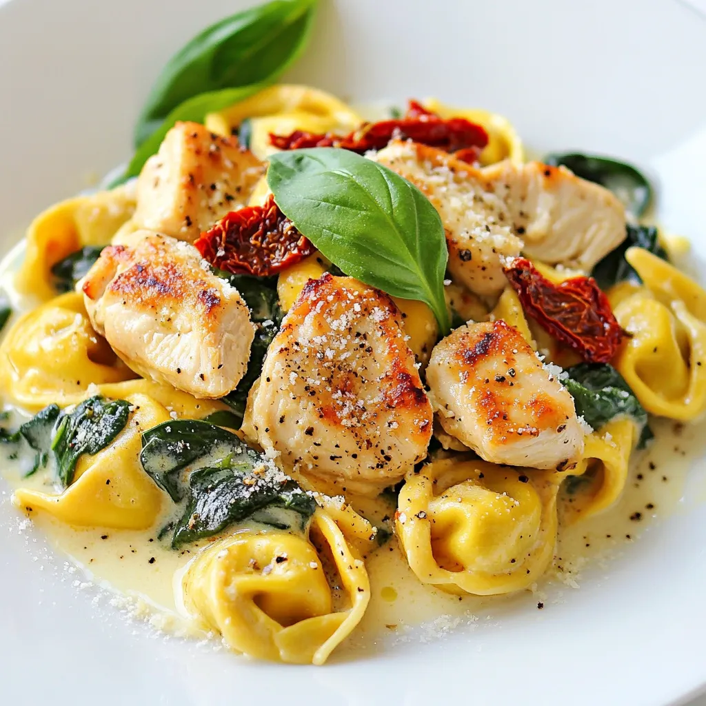 Für Marry Me Chicken Tortellini brauchst du folgende Zutaten: - 2 Hähnchenbrustfilets, ohne Haut und Knochen - 1 Esslöffel Olivenöl - Salz und Pfeffer nach Geschmack - 2 Knoblauchzehen, fein gehackt - 1 Teelöffel italienische Gewürzmischung - 1 Tasse Hühnerbrühe - 1 Tasse Sahne - 1 Tasse getrocknete Tomaten, grob gehackt - 1 Tasse frischer Spinat - 340 g Käse-Tortellini - Frisch geriebener Parmesan zum Servieren - Frische Basilikumblätter zur Garnitur Frische Zutaten spielen eine große Rolle beim Kochen. Hier sind einige Tipps: - Hähnchenbrust: Achte auf eine frische, rosafarbene Farbe ohne unangenehmen Geruch. - Gemüse: Wähle frischen Spinat, der knackig und grün ist. Vermeide welke Blätter. - Getrocknete Tomaten: Nimm Tomaten in hochwertiger Qualität. Sie sollten nicht zu hart oder trocken sein. - Käse: Kaufe frischen Parmesan, der gut riecht und gut aussieht. Du kannst das Rezept anpassen, um neue Geschmäcker zu entdecken: - Pilze: Füge frische Champignons hinzu, um einen erdigen Geschmack zu erhalten. - Paprika: Süße Paprika gibt Farbe und Geschmack. - Käse: Experimentiere mit verschiedenen Käsesorten wie Ricotta oder Feta. - Kräuter: Frische Kräuter wie Thymian oder Oregano bringen eine aromatische Note. Diese Zutaten und Tipps helfen dir, ein leckeres Marry Me Chicken Tortellini zu kreieren. Viel Spaß beim Kochen! {{ingredient_image_2}} Zuerst nehme ich die Hähnchenbrustfilets. Ich würze sie gleichmäßig mit Salz und Pfeffer. Dann erhitze ich das Olivenöl in einer großen Pfanne. Wenn das Öl heiß ist, lege ich die Hähnchenbrustfilets hinein. Ich brate sie für etwa 6 bis 7 Minuten pro Seite. Sie sind fertig, wenn sie vollständig durchgegart sind. Danach nehme ich die Hähnchenfilets aus der Pfanne und lege sie auf einen Teller. In der gleichen Pfanne füge ich den gehackten Knoblauch und die italienische Gewürzmischung hinzu. Ich brate das für etwa 30 Sekunden an, bis es gut duftet. Dann gieße ich die Hühnerbrühe in die Pfanne und bringe sie zum Köcheln. Ich schabe die angebratenen Reste vom Boden der Pfanne ab. Das gibt der Sauce einen tollen Geschmack. Jetzt reduziere ich die Hitze und rühre die Sahne und die gehackten getrockneten Tomaten ein. Schließlich gebe ich den frischen Spinat dazu und koche ihn für etwa 2 Minuten, bis er verwelkt ist. Während die Sauce köchelt, koche ich die Tortellini in einem separaten Topf gemäß den Packungsanweisungen. Nach dem Kochen lasse ich sie abtropfen. Ich schneide die gegarten Hähnchenbrustfilets in Streifen und gebe sie zurück in die Pfanne mit der Cremesauce. Jetzt füge ich die gekochten Tortellini hinzu und vermenge alles gut. Ich lasse das Gericht einige Minuten durchwärmen. Zum Servieren gebe ich frisch geriebenen Parmesan und frische Basilikumblätter oben drauf. Beim Kochen von Marry Me Chicken Tortellini gibt es einige häufige Fehler. Der erste Fehler ist, das Hähnchen nicht richtig zu würzen. Salz und Pfeffer sind wichtig. Ein weiterer Fehler ist, die Sauce zu überkochen. Sie sollte nur leicht köcheln. Zu viel Hitze kann die Sahne gerinnen lassen. Achten Sie darauf, die Tortellini nicht zu lange zu kochen. Sie sollten al dente sein, also bissfest. Um die Sauce zu perfektionieren, verwenden Sie frische Zutaten. Frischer Knoblauch gibt mehr Geschmack als getrockneter. Achten Sie auf die richtige Konsistenz. Die Sauce sollte cremig, aber nicht zu dick sein. Wenn sie zu dick wird, fügen Sie etwas mehr Hühnerbrühe hinzu. Mischen Sie die Zutaten gut, damit die Aromen sich verbinden. Experimentieren Sie mit Gewürzen wie Oregano oder Thymian, um einen neuen Geschmack zu kreieren. Die Präsentation ist wichtig, um das Gericht besonders zu machen. Servieren Sie die Tortellini in tiefen Tellern. Streuen Sie frisch geriebenen Parmesan darüber. Fügen Sie einige frische Basilikumblätter hinzu. Diese Farben machen das Gericht lebendig. Ein kleiner Spritzer Olivenöl sorgt für Glanz. Nutzen Sie schöne Teller, um das Gericht stilvoll zu präsentieren. Pro Tipps Hähnchenbrust marinieren: Marinieren Sie die Hähnchenbrustfilets für mindestens 30 Minuten in Olivenöl, Knoblauch und italienischen Gewürzen, um den Geschmack zu intensivieren. Frischen Spinat verwenden: Frischer Spinat verleiht dem Gericht nicht nur Farbe, sondern auch Nährstoffe. Vermeiden Sie gefrorenen Spinat, da er die Sauce wässrig machen kann. Parmesan frisch reiben: Verwenden Sie frisch geriebenen Parmesan anstelle von bereits geriebenem Käse aus der Packung, um den besten Geschmack und die beste Textur zu erzielen. Garnierung für das Auge: Fügen Sie zusätzliche frische Basilikumblätter als Garnitur hinzu, um das Gericht ansprechender zu gestalten und ein frisches Aroma zu bieten. {{image_4}} Für eine vegetarische Version von Marry Me Chicken Tortellini, ersetzen Sie das Hähnchen durch gegrilltes Gemüse. Zucchini, Paprika und Auberginen passen gut. Die Zubereitung bleibt gleich. Braten Sie das Gemüse in Olivenöl an und folgen Sie dem Rezept. Fügen Sie zusätzlich Kichererbsen hinzu, um mehr Protein zu erhalten. Diese Variationen machen das Gericht bunt und lecker. Wenn Sie es scharf mögen, fügen Sie rote Paprikaflocken oder frische Jalapeños hinzu. Streuen Sie sie zu Beginn beim Anbraten des Knoblauchs in die Pfanne. Sie können auch eine scharfe Sauce wie Sriracha in die Creme einrühren. Das gibt dem Gericht eine aufregende Note und erhöht den Geschmack. Marry Me Chicken Tortellini passt gut zu verschiedenen Beilagen. Ein einfacher grüner Salat mit einem leichten Dressing ergänzt die Cremigkeit des Gerichts. Auch knuspriges Brot ist eine tolle Wahl. Servieren Sie das Gericht in tiefen Tellern und dekorieren Sie es mit frischem Basilikum und Parmesan. Das sieht nicht nur gut aus, sondern schmeckt auch noch besser. Um die Reste von Marry Me Chicken Tortellini richtig aufzubewahren, nutzen Sie einen luftdichten Behälter. Lassen Sie das Gericht zuerst auf Raumtemperatur abkühlen. Dann decken Sie es gut ab. So bleibt der Geschmack frisch. Beim Wiedererwärmen können Sie die Tortellini auf dem Herd oder in der Mikrowelle erhitzen. Wenn Sie den Herd nutzen, fügen Sie etwas Hühnerbrühe oder Sahne hinzu. Das macht die Sauce wieder cremig. In der Mikrowelle sollten Sie das Gericht abdecken und in Intervallen von 1-2 Minuten erwärmen. Rühren Sie zwischendurch um. Im Kühlschrank bleibt Ihr Gericht 3 bis 4 Tage frisch. Achten Sie darauf, es in einem gut verschlossenen Behälter zu lagern. Im Tiefkühler können Sie die Tortellini bis zu 3 Monate aufbewahren. Verpacken Sie sie gut, um Gefrierbrand zu vermeiden. Sie können auch Pute oder Tofu verwenden. Beide Optionen fügen viel Geschmack hinzu. Für eine vegetarische Wahl probieren Sie Kichererbsen oder Pilze. Diese Zutaten sind leicht und geben Ihnen die gewünschte Textur. Sie können auch Fisch verwenden, aber achten Sie auf die Garzeit. Ja, frische Tortellini sind eine tolle Wahl. Sie kochen schneller und schmecken wunderbar. Achten Sie darauf, die Garzeit zu verkürzen. Frische Tortellini benötigen meist nur 3 bis 5 Minuten im kochenden Wasser. Prüfen Sie die Packungsanweisung für genaue Zeiten. Die Kochzeit für getrocknete Tortellini beträgt etwa 8 bis 10 Minuten. Frische Tortellini brauchen nur 3 bis 5 Minuten. Achten Sie darauf, sie al dente zu kochen. So bleiben sie fest und lecker. Testen Sie sie einfach kurz vor Ende der Kochzeit. Zusammenfassend haben wir die Zutaten, die Schritt-für-Schritt-Anleitung und hilfreiche Tipps behandelt. Ich hoffe, die Auswahl frischer Zutaten wird euch helfen. Die richtige Zubereitung sorgt für leckere Ergebnisse. Denkt daran, dass kleine Fehler leicht passieren, aber mit meinen Tipps gelingt alles besser. Ihr könnt auch Varianten ausprobieren oder das Gericht nach Belieben anpassen. Folgt den Lagerhinweisen, um Reste optimal zu verwenden. Mit diesen Infos seid ihr bestens gerüstet, um ein tolles Gericht zuzubereiten. Viel Spaß beim Kochen!