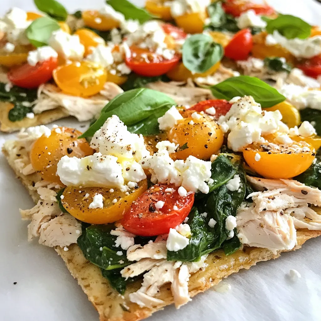 Für das Hähnchen und Spinat Fladenbrot brauchst du: - 2 Vollkornfladenbrote - 2 Tassen gekochte Hähnchenbrust, zerrupft - 2 Tassen frischer Spinat, grob gehackt - 1 Tasse Kirschtomaten, halbiert - 1/2 Tasse Feta-Käse, zerbröckelt - 1/4 Tasse griechischer Joghurt, natur - 2 Esslöffel Olivenöl - 1 Knoblauchzehe, fein gehackt - 1 Teelöffel getrockneter Oregano - Salz und Pfeffer nach Geschmack - Frische Basilikumblätter zum Garnieren Ich empfehle dir, frische Zutaten zu verwenden. Frischer Spinat hat mehr Geschmack und Nährstoffe. Gekochtes Hähnchen aus dem Supermarkt kann praktisch sein. Wenn du jedoch Zeit hast, koche das Hähnchen selbst. So kannst du sicher sein, dass es frisch ist. Kirschtomaten und Basilikum schmecken frisch viel besser. Gefrorenes Gemüse kann manchmal wässrig werden. Achte auf die Qualität deiner Zutaten. Wähle Vollkornfladenbrote, die gut riechen und frisch aussehen. Der Spinat sollte knackig und grün sein. Die Kirschtomaten sollen fest und glänzend sein. Bei Feta-Käse wähle einen, der gut abgerundet riecht. Achte auch auf die Haltbarkeitsdaten. Frische Zutaten machen dein Fladenbrot zum Genuss. {{ingredient_image_2}} Heize deinen Ofen auf 200°C vor. Das ist wichtig, um die Fladenbrote gleichmäßig zu backen. Nimm dir eine große Schüssel und lege alle Zutaten bereit. Du brauchst gekochte Hähnchenbrust, frischen Spinat, Kirschtomaten, Feta-Käse, griechischen Joghurt, Olivenöl, Knoblauch, Oregano, Salz und Pfeffer. Mit frischen Basilikumblättern garnierst du später. In deiner vorbereiteten Schüssel kombinierst du das zerrupfte Hähnchen mit dem gehackten Spinat. Füge die halbierten Kirschtomaten und den zerbröckelten Feta-Käse hinzu. Jetzt kommt der gehackte Knoblauch und das Olivenöl. Streue den Oregano darüber und mische alles gut. Schmecke die Mischung mit Salz und Pfeffer ab. So wird sie schmackhaft und vollmundig. Lege die Vollkornfladenbrote auf ein Backblech, das du mit Backpapier ausgelegt hast. Verteile die Hähnchen- und Spinatmischung gleichmäßig darauf. Lass dabei einen kleinen Rand. Jetzt kommen die Fladenbrote in den vorgeheizten Ofen. Backe sie etwa 10 bis 12 Minuten lang. Die Ränder sollen knusprig und der Käse leicht geschmolzen sein. Nach dem Backen nimm die Fladenbrote heraus und lass sie kurz abkühlen. Beträufle sie mit griechischem Joghurt und garniere sie mit frischen Basilikumblättern. Präsentation ist wichtig! Serviere die Fladenbrote auf einem großen Holzbrett. Schneide sie in Viertel, damit jeder leicht zugreifen kann. Füge einige zusätzliche Kirschtomaten und Basilikumblätter als Deko hinzu. Ein häufiger Fehler ist, das Fladenbrot zu lange zu backen. Zu viel Hitze macht das Brot hart. Backen Sie es nur 10-12 Minuten. Achten Sie darauf, die Hähnchen- und Spinatmischung gleichmäßig zu verteilen. Wenn die Mischung zu dick ist, wird das Brot matschig. Ein weiterer Fehler ist, das Salz zu früh hinzuzufügen. Schmecken Sie erst nach dem Mischen ab, um die besten Aromen zu bekommen. Sie können das Rezept leicht anpassen. Mögen Sie es schärfer? Fügen Sie etwas rote Paprika hinzu. Für mehr Protein probieren Sie Quinoa oder Bohnen. Wenn Sie keinen Feta mögen, verwenden Sie Frischkäse oder Mozzarella. Auch der Spinat kann durch Rucola oder Grünkohl ersetzt werden. Experimentieren Sie mit verschiedenen Kräutern wie Thymian oder Petersilie. Garnierungen machen das Gericht schöner. Frische Basilikumblätter sind eine tolle Wahl. Auch ein Spritzer Zitronensaft bringt Frische. Servieren Sie die Fladenbrote mit einem einfachen grünen Salat oder einer Joghurtsauce. Das passt perfekt dazu. Kirschtomaten oder Oliven bieten einen zusätzlichen Geschmack. Denken Sie daran, kreativ zu sein und Spaß beim Kochen zu haben! Pro Tipps Frischer Spinat: Verwenden Sie frischen Spinat anstelle von gefrorenem, um den besten Geschmack und die beste Textur zu erzielen. Käsevariationen: Experimentieren Sie mit verschiedenen Käsesorten wie Ziegenkäse oder Mozzarella für einen anderen Geschmack. Gut würzen: Seien Sie großzügig mit den Gewürzen, um die Aromen der Zutaten hervorzuheben. Serviertemperatur: Servieren Sie die Fladenbrote warm, um die besten Aromen und die optimale Textur zu genießen. {{image_4}} Wenn Sie eine vegane oder vegetarische Option wollen, können Sie das Hähnchen ersetzen. Nutzen Sie stattdessen gerösteten Tofu oder Kichererbsen. Diese bringen eine tolle Textur und viel Geschmack. Fügen Sie mehr Gemüse hinzu, wie Paprika oder Zucchini, um die Mischung aufzupeppen. Für den Käse können Sie veganen Feta verwenden, der aus Nüssen oder Soja hergestellt wird. Er gibt einen ähnlichen Geschmack, ohne tierische Produkte. Für eine schnelle Zubereitung können Sie vorgegarte Hähnchenstücke nutzen. Diese sparen Zeit und sind einfach zu finden. Statt frischem Spinat können Sie auch gefrorenen Spinat verwenden. Er muss nur aufgetaut und gut abgetropft werden. Ein weiteres schnelles Rezept ist, das Fladenbrot direkt im Toaster oder auf dem Grill zu rösten. So erhalten Sie eine knusprige Textur in wenigen Minuten. In verschiedenen Regionen gibt es viele Varianten des Fladenbrots. In der Türkei wird oft Pide verwendet, das einen anderen Teig hat. In Italien finden Sie Focaccia, die mit Olivenöl und Kräutern gewürzt ist. In Griechenland gibt es Pita, die sich gut für Füllungen eignet. Jede Variante hat ihren eigenen Geschmack und Charakter. Experimentieren Sie mit diesen, um neue Aromen zu entdecken. Nach dem Genuss des Hähnchen und Spinat Fladenbrotes bleiben oft Reste übrig. Bewahren Sie die Reste in einem luftdichten Behälter im Kühlschrank auf. So bleiben die Aromen frisch. Verzehren Sie die Reste innerhalb von 2 bis 3 Tagen. Vor dem Servieren schmecken Sie die Mischung eventuell nach. Manchmal kann die Frische der Zutaten verloren gehen. Wenn Sie mehr Fladenbrote machen, können Sie einige einfrieren. Wickeln Sie die abgekühlten Fladenbrote in Frischhaltefolie. Legen Sie sie dann in einen Gefrierbeutel. So bleiben sie bis zu 3 Monate frisch. Wenn Sie bereit sind, sie zu genießen, lassen Sie sie über Nacht im Kühlschrank auftauen. Um die Fladenbrote aufzuwärmen, nutzen Sie den Ofen. Heizen Sie ihn auf 180°C vor. Legen Sie die Fladenbrote auf ein Backblech und backen Sie sie 5 bis 10 Minuten. So werden sie wieder knusprig. Alternativ können Sie auch eine Pfanne verwenden. Erhitzen Sie die Fladenbrote dort bei mittlerer Hitze. Dies gibt ihnen eine schöne, goldene Farbe. Hähnchen und Spinat Fladenbrot hat etwa 400 Kalorien pro Portion. Dieser Wert kann variieren. Die genauen Kalorien hängen von den Zutaten und der Portionsgröße ab. Vollkornfladenbrote und frische Zutaten machen es zu einer gesunden Wahl. Wenn du weniger Kalorien möchtest, reduziere den Feta-Käse oder den Joghurt. Ja, du kannst das Rezept im Voraus zubereiten. Bereite die Hähnchen- und Spinatmischung am Tag zuvor zu. Stelle sie in den Kühlschrank. Am nächsten Tag kannst du die Mischung einfach auf die Fladenbrote geben und backen. So sparst du Zeit und kannst schnell eine gesunde Mahlzeit genießen. Zu Hähnchen und Spinat Fladenbrot passen viele Beilagen. Einige gute Optionen sind: - Ein frischer grüner Salat - Gegrilltes Gemüse - Eine leichte Tomatensuppe - Joghurt-Dip mit Kräutern Diese Beilagen ergänzen das Gericht und sorgen für eine ausgewogene Mahlzeit. In diesem Artikel habe ich Ihnen die besten Zutaten für Chicken and Spinach Flatbread vorgestellt. Frische Zutaten sind wichtig, aber auch gefrorene Optionen sind gut. Sie haben Schritt für Schritt gelernt, wie Sie das Gericht zubereiten und präsentieren. Tipps halfen Ihnen, häufige Fehler zu vermeiden und das Rezept anzupassen. Sie können sogar Variationen ausprobieren und Reste richtig lagern. Kochen macht Spaß, und mit diesen Informationen werden Sie sicher bessere Ergebnisse erzielen. Viel Freude beim Ausprobieren!