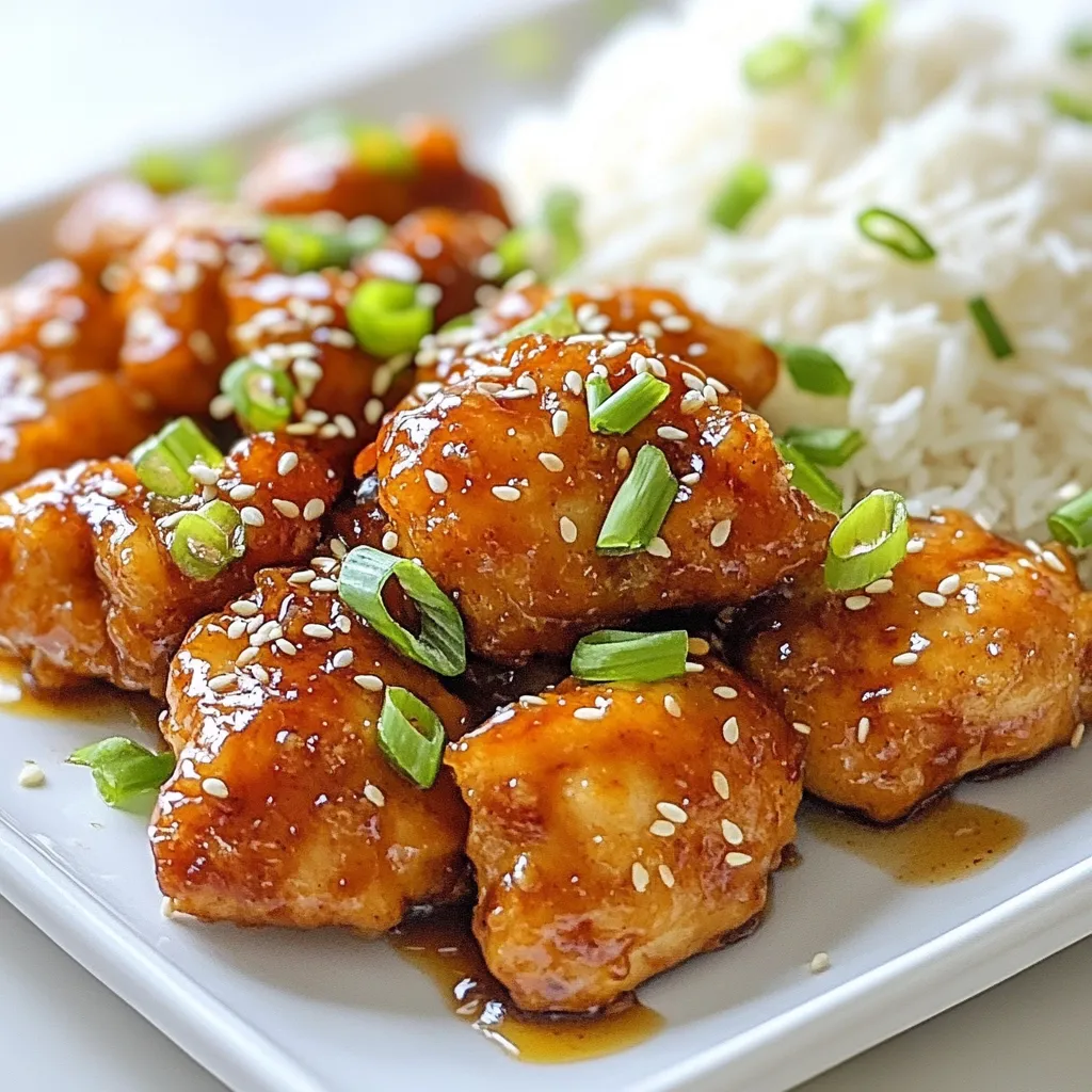 Für krosses chinesisches Honig-Knoblauch-Hähnchen brauchst du folgende Hauptzutaten: - 500 g entbeinte Hähnchenschenkel, in mundgerechte Stücke geschnitten - 1 Tasse Weizenmehl - 1/2 Tasse Speisestärke - 1 Teelöffel Backpulver - 1/2 Teelöffel Salz - 1/4 Teelöffel schwarzer Pfeffer - 1 großes Ei - 1/2 Tasse kaltes Wasser - Öl, zum Frittieren Diese Zutaten geben dem Hähnchen eine knusprige Textur und einen tollen Geschmack. Die Sauce verleiht dem Gericht seinen besonderen Geschmack. Verwende: - 4 Knoblauchzehen, fein gehackt - 1/2 Tasse Honig - 1/4 Tasse Sojasauce (verwende natriumarme für eine gesündere Option) - 1 Esslöffel frischer Ingwer, gerieben - 1 Esslöffel Apfelessig - 2 Frühlingszwiebeln, fein geschnitten zum Garnieren - Sesamsamen zur Dekoration Die Kombination dieser Zutaten sorgt für eine süße und würzige Sauce. Frische Zutaten sind wichtig für das beste Ergebnis. Hier sind einige Tipps: - Wähle frische Hähnchenschenkel ohne unangenehmen Geruch. - Achte darauf, dass das Mehl und die Speisestärke frisch sind. - Der Knoblauch sollte fest und trocken sein, ohne grüne Triebe. - Ingwer sollte fest und saftig sein. - Kaufe Frühlingszwiebeln mit frischen, grünen Blättern. Mit frischen Zutaten schmeckt dein Gericht einfach besser! {{ingredient_image_2}} Zuerst bereiten wir das Hähnchen vor. Du benötigst 500 g entbeinte Hähnchenschenkel. Schneide sie in mundgerechte Stücke. Nimm eine große Schüssel. Mische darin 1 Tasse Weizenmehl, 1/2 Tasse Speisestärke, 1 Teelöffel Backpulver, 1/2 Teelöffel Salz und 1/4 Teelöffel schwarzen Pfeffer. Diese Mischung gibt dem Hähnchen die perfekte Kruste. In einer anderen Schüssel schlage ein großes Ei auf. Füge 1/2 Tasse kaltes Wasser hinzu. Mische beides gut. Jetzt fügst du die trockenen Zutaten langsam dazu. Rühre, bis der Teig glatt ist. Für das Frittieren brauchst du Öl. Erhitze in einer tiefen Pfanne genug Öl bei mittlerer bis hoher Hitze. Tauche die Hähnchenstücke in den Teig und lass den überschüssigen Teig abtropfen. Gib die Hähnchenstücke vorsichtig in das heiße Öl. Achte darauf, die Pfanne nicht zu überfüllen. Frittier die Stücke für etwa 5 bis 7 Minuten. Sie sollten goldbraun und knusprig sein. Nimm sie aus der Pfanne und lass sie auf Küchenpapier abtropfen. Jetzt machen wir die Honig-Knoblauch-Sauce. Nimm einen separaten Topf und erhitze ihn bei mittlerer Hitze. Gib die 4 fein gehackten Knoblauchzehen hinein. Brate sie für etwa 30 Sekunden an, bis sie duften. Rühre dann 1/2 Tasse Honig, 1/4 Tasse Sojasauce, 1 Esslöffel geriebenen Ingwer und 1 Esslöffel Apfelessig ein. Bringe die Mischung zum Köcheln und lass sie 3 bis 4 Minuten eindicken. Gib die knusprigen Hähnchenstücke in die Sauce. Wirf alles gut um, damit sich die Aromen verbinden. Lass das Gericht für eine Minute ruhen, bevor du es servierst. Um die perfekte Konsistenz für dein Hähnchen zu erreichen, achte auf diese Punkte: - Teig richtig mischen: Mische die trockenen Zutaten gut, bevor du das Ei und Wasser hinzufügst. - Kalte Zutaten verwenden: Kaltes Wasser und frisches Ei sorgen für einen knusprigen Teig. - Teig nicht übermischen: Rühre nur so lange, bis alles gut vermischt ist. Ein paar Klumpen sind okay. Viele machen beim Frittieren Fehler. Hier sind die häufigsten: - Öl nicht heiß genug: Teste das Öl, indem du einen kleinen Teigklumpen hineinwirfst. Es sollte sofort aufsteigen. - Pfanne überfüllen: Frittiere in kleinen Portionen. So bleibt die Temperatur konstant und das Hähnchen wird gleichmäßig knusprig. - Hähnchen zu früh wenden: Lass das Hähnchen anbraten, bis es goldbraun ist. Wenden zu früh kann die Panade abziehen. Die richtige Temperatur ist entscheidend. Hier sind die besten Tipps: - Temperatur messen: Ideal ist eine Temperatur zwischen 170°C und 180°C. - Verwendung eines Thermometers: Ein Küchenthermometer hilft dir, die Temperatur genau zu prüfen. - Öl regelmäßig wechseln: Wenn das Öl trüb wird oder schäumt, solltest du es wechseln. So bleibt der Geschmack gut. Mit diesen Tipps bereitest du dein krosses chinesisches Honig-Knoblauch-Hähnchen perfekt zu! Pro Tipps Hähnchen marinieren: Lassen Sie die Hähnchenstücke vor dem Frittieren für mindestens 30 Minuten in der gewürzten Mischung ruhen, um den Geschmack zu intensivieren. Teigkonsistenz prüfen: Achten Sie darauf, dass der Teig nicht zu dick oder zu dünn ist; eine gute Konsistenz haftet gut am Hähnchen und sorgt für eine knusprige Außenschicht. Öltemperatur kontrollieren: Verwenden Sie ein Küchenthermometer, um sicherzustellen, dass das Öl die richtige Temperatur von etwa 180°C erreicht, bevor Sie mit dem Frittieren beginnen. Sauce eindicken: Lassen Sie die Sauce genügend Zeit, um einzudicken, damit sie gut am Hähnchen haftet und nicht wässrig wird. {{image_4}} Du kannst verschiedene Fleischsorten nutzen. Hähnchen ist klassisch, aber du kannst auch Pute oder Schweinefleisch verwenden. Bei Pute wähle die Keulen für den besten Geschmack. Bei Schweinefleisch sind Koteletts eine gute Wahl. Achte darauf, die Stücke gleichmäßig zu schneiden, damit sie gleichmäßig garen. Für eine vegetarische Option probiere Tofu oder Seitan. Schneide den Tofu in Würfel und presse ihn gut aus. So nimmt er die Sauce besser auf. Mit der gleichen Panade wie das Hähnchen frittieren. Du kannst auch Gemüse wie Blumenkohl oder Zucchini verwenden. Diese Optionen bieten eine tolle Textur und Geschmack. Füge besondere Gewürze hinzu, um den Geschmack zu intensivieren. Knoblauchpulver und Paprikapulver bringen mehr Tiefe. Ein Hauch von Chili sorgt für einen scharfen Kick. Probiere auch fünf Gewürze-Pulver für einen authentischen asiatischen Geschmack. Experimentiere ruhig mit den Gewürzen, um dein perfektes Gericht zu finden. Um das krosse chinesische Honig-Knoblauch-Hähnchen frisch zu halten, lassen Sie es zuerst auf Raumtemperatur abkühlen. Dann geben Sie es in einen luftdichten Behälter. Achten Sie darauf, die Stücke nicht übereinander zu stapeln. Das schützt die Knusprigkeit. Verwenden Sie einen Behälter, der nicht zu groß ist. So bleibt das Hähnchen länger lecker. Wenn Sie das Hähnchen wieder aufwärmen, verwenden Sie den Ofen. Dies erhält die Knusprigkeit. Heizen Sie den Ofen auf 180 Grad Celsius vor. Legen Sie das Hähnchen auf ein Backblech mit Backpapier. Erwärmen Sie es für 10 bis 15 Minuten. Prüfen Sie, ob es heiß ist. Vermeiden Sie die Mikrowelle, da sie das Hähnchen weich macht. Im Kühlschrank hält sich das Hähnchen etwa drei bis vier Tage. Achten Sie darauf, es gut zu verpacken. Im Gefrierfach bleibt es bis zu drei Monate frisch. Für das Einfrieren legen Sie das Hähnchen in einen Gefrierbeutel. Drücken Sie die Luft heraus. Beschriften Sie den Beutel mit Datum. So wissen Sie, wann Sie es eingefroren haben. Ja, du kannst das Hähnchen im Ofen machen. Heize den Ofen auf 200 °C vor. Lege die Hähnchenstücke auf ein Backblech. Besprühe sie mit etwas Öl. Backe das Hähnchen 25 bis 30 Minuten lang, bis es goldbraun ist. Das Backen gibt dir nicht die gleiche Knusprigkeit wie das Frittieren, aber es ist eine gesündere Option. Für eine vegane Version kannst du Agavendicksaft verwenden. Es hat einen ähnlichen Geschmack. Du kannst auch Ahornsirup probieren. Beide Optionen sorgen für die nötige Süße. Achte darauf, die Menge gleich zu halten. So bleibst du beim gleichen Geschmackserlebnis. Für das Frittieren ist Erdnussöl ideal. Es hat einen hohen Rauchpunkt. Das bedeutet, es bleibt stabil und wird nicht schnell heiß. Du kannst auch Sonnenblumenöl oder Rapsöl verwenden. Diese Öle sind ebenfalls gut für hohe Temperaturen geeignet. Das Rezept für krosses Hähnchen und die Honig-Knoblauch-Sauce sind einfach. Wir haben frische Zutaten gewählt, um den besten Geschmack zu erzielen. Die Schritt-für-Schritt-Anleitung hilft dir beim Frittieren und der Sauce. Mit unseren Tipps kannst du häufige Fehler vermeiden und die perfekte Konsistenz erreichen. Es gibt viele Variationen, auch für Vegetarier. Vergiss nicht, Reste richtig zu lagern, damit du länger Freude daran hast. Experimentiere mit den Rezepten und finde deine Lieblingsversion. Guten Appetit!