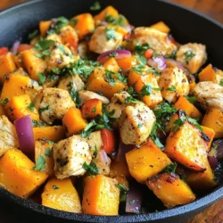 Für eine köstliche Hähnchen-Süßkartoffel-Pfanne benötigst du folgende Hauptzutaten: - 2 Hähnchenbrustfilets, entbeint und ohne Haut, gewürfelt - 2 mittelgroße Süßkartoffeln, geschält und in Würfel geschnitten - 1 Paprika (rot oder gelb), gewürfelt - 1 rote Zwiebel, fein gehackt - 3 Knoblauchzehen, gepresst Diese Zutaten bilden die Basis deines leckeren Gerichts. Die Kombination aus Hähnchen und Süßkartoffeln sorgt für eine tolle Balance zwischen Proteinen und Kohlenhydraten. Die richtigen Gewürze machen den Unterschied. Hier sind die wichtigsten: - 1 Teelöffel geräucherter Paprika - 1 Teelöffel getrockneter Oregano - 1/2 Teelöffel Cayennepfeffer (nach Geschmack anpassen) - 2 Esslöffel Olivenöl - Salz und Pfeffer nach Geschmack Geräucherter Paprika gibt dem Gericht ein tolles Aroma. Der Cayennepfeffer sorgt für eine angenehme Schärfe, die du nach Belieben anpassen kannst. Die Mischung aus diesen Gewürzen hebt den Geschmack der Zutaten an. Eine schöne Garnitur macht dein Gericht noch ansprechender. Du kannst folgendes verwenden: - Frische Petersilie, gehackt (zum Garnieren) Das Hinzufügen von frischer Petersilie gibt dem Gericht Farbe und Frische. Du kannst auch einen leichten grünen Salat als Beilage servieren. So hast du ein ausgewogenes und leckeres Essen. {{ingredient_image_2}} Zuerst brauchst du zwei Hähnchenbrustfilets. Schneide sie in kleine Würfel. Achte darauf, dass die Haut und die Knochen entfernt sind. Das Hähnchen sollte gleichmäßig geschnitten sein, damit es gleichmäßig gart. Würze die Hähnchenstücke mit Salz, Pfeffer und geräuchertem Paprika. Diese Gewürze geben dem Hähnchen einen tollen Geschmack. Jetzt ist es Zeit für das Gemüse. Du benötigst zwei Süßkartoffeln, eine Paprika und eine rote Zwiebel. Schäle die Süßkartoffeln und schneide sie in Würfel. Würfle die Paprika und hacke die Zwiebel fein. Erhitze zwei Esslöffel Olivenöl in einer großen Pfanne. Füge zuerst die Zwiebel und die Paprika hinzu. Brate sie für 3-4 Minuten, bis sie weich sind. Jetzt kommen die Süßkartoffeln in die Pfanne. Koche sie für 7-10 Minuten. Rühre gelegentlich um, damit sie gleichmäßig garen. Wenn die Süßkartoffeln zart sind, füge den gepressten Knoblauch, den Oregano und den Cayennepfeffer hinzu. Brate alles für 1-2 Minuten weiter, bis es duftet. Es ist Zeit, alles zusammenzufügen. Gib das bereits gebratene Hähnchen zurück in die Pfanne. Mische alle Zutaten gut durch. Probiere das Gericht und passe die Gewürze nach deinem Geschmack an. Wenn alles gut vermischt ist, nimm die Pfanne vom Herd. Garnieren kannst du das Gericht mit frisch gehackter Petersilie. Serviere es warm und genieße es! Die Garzeit ist entscheidend. Achte darauf, das Hähnchen nicht zu lange zu braten. Es sollte goldbraun und saftig bleiben. Ein Fleischthermometer kann helfen. Die Innentemperatur sollte 75 Grad Celsius betragen. Die Süßkartoffeln müssen weich sein, aber nicht matschig. Überprüfe sie nach 10 Minuten. Ein einfacher Test: Steche mit einer Gabel hinein. Wenn sie leicht zerfallen, sind sie fertig. Kräuter bringen das Gericht zum Strahlen. Frische Petersilie ist eine tolle Wahl. Sie gibt Farbe und frischen Geschmack. Oregano und geräucherter Paprika fügen Tiefe hinzu. Du kannst auch Thymian oder Rosmarin verwenden. Diese Kräuter passen gut zu Hähnchen und Süßkartoffeln. Füge sie am Ende des Kochens hinzu, um den besten Geschmack zu erhalten. Die Präsentation ist wichtig. Serviere die Hähnchen-Süßkartoffel-Pfanne in bunten Schalen. Das macht das Gericht einladend. Ein zusätzlicher Zweig Petersilie als Garnitur sieht toll aus. Du kannst auch einen leichten grünen Salat daneben legen. Dieser Kontrast bringt noch mehr Farbe auf den Tisch. Ein Spritzer Zitronensaft vor dem Servieren gibt einen frischen Kick. Pro Tipps Hähnchen marinieren: Marinieren Sie die Hähnchenbrustfilets für mindestens 30 Minuten in einer Mischung aus Olivenöl, Zitronensaft und Gewürzen, um den Geschmack zu intensivieren. Süßkartoffeln vorkochen: Kochen Sie die Süßkartoffeln für 5 Minuten in Wasser, bevor Sie sie in die Pfanne geben, um die Garzeit zu verkürzen und eine gleichmäßige Konsistenz zu gewährleisten. Fett reduzieren: Verwenden Sie eine antihaftbeschichtete Pfanne, um die Menge an Olivenöl zu reduzieren, ohne dass das Gericht anhaftet. Verwendung von frischen Kräutern: Ergänzen Sie das Gericht mit frischen Kräutern wie Koriander oder Basilikum für einen zusätzlichen Frischekick und aromatische Tiefe. {{image_4}} Wenn du eine vegetarische Option möchtest, ersetze das Hähnchen. Nutze stattdessen Kichererbsen oder Tofu. Beide bringen viel Protein. Kichererbsen sind einfach zuzubereiten. Tofu kannst du einfach anbraten. Würze sie gleich wie das Hähnchen. So bleibt der Geschmack gleich gut. Unser Rezept ist fast von Natur aus glutenfrei. Achte nur darauf, dass die Gewürze und Öle keinen Gluten enthalten. Verwende frische oder getrocknete Kräuter. So vermeidest du verstecktes Gluten. Frische Zutaten sind immer die beste Wahl für deine Gesundheit. Wenn du mehr Protein möchtest, füge Bohnen oder Quinoa hinzu. Diese sind einfach zu integrieren. Bohnen bringen viel Ballaststoffe mit. Quinoa hat alle neun essenziellen Aminosäuren. Beides macht das Gericht nahrhafter. Achte darauf, die Kochzeit anzupassen, wenn du sie hinzufügst. Um die Hähnchen-Süßkartoffel-Pfanne frisch zu halten, lege sie in einen luftdichten Behälter. Du kannst die Pfanne bis zu drei Tage im Kühlschrank aufbewahren. Achte darauf, dass die Mischung gut abgekühlt ist, bevor du sie verschließt. So bleibt der Geschmack erhalten. Um die Pfanne einzufrieren, lass sie zuerst komplett abkühlen. Teile die Mischung in Portionsbehälter auf. Du kannst sie bis zu drei Monate im Gefrierfach lagern. Achte darauf, die Behälter gut zu beschriften. Schreibe das Datum und den Inhalt auf. So weißt du, was du hast. Wenn du die Pfanne wieder aufwärmen möchtest, nimm sie aus dem Kühlschrank oder Gefrierfach. Für die Kühlschrankversion kannst du die Mischung in einem Topf bei mittlerer Hitze erwärmen. Füge etwas Wasser hinzu, um das Ankleben zu verhindern. Wenn du die gefrorene Version aufwärmst, lasse sie zuerst im Kühlschrank über Nacht auftauen. Erhitze sie dann ebenfalls im Topf. Rühre gut um, damit alles gleichmäßig warm wird. Die Zubereitung dauert insgesamt 30 Minuten. Du benötigst 15 Minuten für die Vorbereitung und 15 Minuten zum Kochen. Diese Zeit ist ideal für ein schnelles, leckeres Abendessen. Du kannst die Schritte leicht anpassen, um es noch schneller zu machen. Ja, du kannst viele Gemüsesorten hinzufügen. Brokkoli, Zucchini oder Karotten passen gut dazu. Experimentiere mit deinen Lieblingsgemüsesorten. Achte darauf, die Garzeit anzupassen, wenn du härteres Gemüse verwendest. So bleibt alles schön zart. Ja, dieses Rezept ist gesund und nahrhaft. Hähnchen ist eine gute Proteinquelle. Süßkartoffeln bieten viele Vitamine und Ballaststoffe. Das Gericht ist auch fettarm, wenn du wenig Öl verwendest. Du kannst es mit frischem Gemüse ergänzen, um noch mehr Nährstoffe zu bekommen. Diese Anleitung hat dir gezeigt, wie du eine Hähnchen-Süßkartoffel-Pfanne zubereitest. Du kennst jetzt die wichtigsten Zutaten, die Schritte zur Zubereitung und viele nützliche Tipps. Denke auch an die Variationen und Lagerung, um das Gericht lange zu genießen. Mit diesen Informationen kannst du das Rezept perfekt anpassen. Kochen macht Spaß, und du kannst viele leckere Gerichte kreieren. Bleib kreativ und probiere neue Ideen aus!