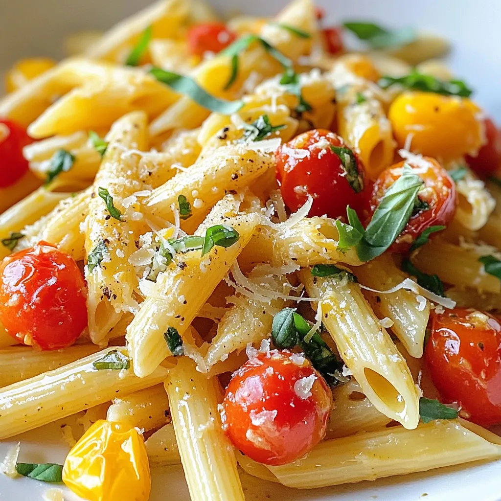 Für dieses leckere Gericht brauchen Sie folgende Zutaten: - 340 g Penne-Nudeln - 90 ml Olivenöl - 8 Knoblauchzehen, dünn geschnitten - 1 Teelöffel rote Pfefferflocken (nach Geschmack anpassen) - 150 g Kirschtomaten, halbiert - 50 g geriebener Parmesan (plus extra zum Servieren) - 60 g frisches Basilikum, gehackt - Salz und Pfeffer nach Geschmack - Abrieb von 1 Zitrone - 1 Esslöffel Zitronensaft Jede Zutat spielt eine wichtige Rolle. Die Penne-Nudeln sind die Basis des Gerichts. Das Olivenöl bringt Geschmack und hilft beim Braten. Der Knoblauch gibt ein tolles Aroma. Die Kirschtomaten sorgen für Frische und Süße. Parmesan fügt eine cremige Note hinzu, während Basilikum den Geschmack abrundet. Die Zitrone bringt eine spritzige Frische. Für die Zubereitung benötigen Sie einige einfache Küchenwerkzeuge: - Großer Topf zum Kochen der Nudeln - Große Pfanne für die Sauce - Schneidebrett und scharfes Messer - Esslöffel und Teelöffel zum Messen - Küchensieb zum Abgießen der Nudeln - Holzlöffel zum Rühren Diese Werkzeuge helfen Ihnen, die Schritte einfach und schnell auszuführen. Sie brauchen nicht viel, um ein tolles Gericht zu kochen. Die Qualität der Zutaten ist entscheidend. Achten Sie beim Kauf auf: - Frische Kirschtomaten: Wählen Sie feste und glänzende Tomaten. - Hochwertiges Olivenöl: Es sollte kaltgepresst sein für besten Geschmack. - Frischer Knoblauch: Achten Sie darauf, dass die Zehen fest und ohne Flecken sind. - Frisches Basilikum: Kaufen Sie es am besten in einem Bund, nicht in der Packung. - Parmesan: Nutzen Sie am besten frischen Parmesan, nicht den geriebenen aus der Tüte. Indem Sie frische und hochwertige Zutaten wählen, verbessern Sie den Geschmack Ihres Gerichts. So wird Ihr Restaurant-Style Garlic Penne unvergesslich! {{ingredient_image_2}} Kochen Sie zuerst einen großen Topf mit gesalzenem Wasser. Wenn das Wasser kocht, fügen Sie die Penne-Nudeln hinzu. Kochen Sie die Nudeln gemäß der Packungsanleitung al dente. Achten Sie darauf, dass sie nicht zu weich werden. Nach dem Kochen gießen Sie die Nudeln ab, aber bewahren Sie 240 ml vom Kochwasser auf. Das Wasser wird später nützlich sein. Erhitzen Sie 90 ml Olivenöl in einer großen Pfanne bei mittlerer Hitze. Fügen Sie 8 dünn geschnittene Knoblauchzehen hinzu und braten Sie sie für 2-3 Minuten an. Der Knoblauch sollte goldbraun und aromatisch sein, aber nicht verbrennen. Danach geben Sie 1 Teelöffel rote Pfefferflocken und 150 g halbierte Kirschtomaten in die Pfanne. Rühren Sie alles gut um und kochen Sie es für 3-4 Minuten, bis die Tomaten weich werden. Jetzt ist es Zeit, die Nudeln zu kombinieren. Geben Sie die abgetropften Penne in die Pfanne mit Knoblauch und Tomaten. Mischen Sie alles gut. Wenn die Pasta trocken wirkt, fügen Sie nach und nach etwas vom reservierten Kochwasser hinzu. Nehmen Sie die Pfanne vom Herd und fügen Sie 50 g geriebenen Parmesan, 60 g gehacktes Basilikum, den Abrieb von 1 Zitrone und 1 Esslöffel Zitronensaft hinzu. Mischen Sie alles gut durch. Würzen Sie mit Salz und Pfeffer. Servieren Sie das Gericht heiß, garniert mit extra Parmesan und frischem Basilikum. Um den besten Knoblauchgeschmack zu erreichen, ist frischer Knoblauch der Schlüssel. Schneiden Sie die Zehen dünn, damit sie schnell bräunen. Achten Sie darauf, den Knoblauch bei mittlerer Hitze zu braten. So entfaltet er sein volles Aroma, ohne zu verbrennen. Ein weiterer Tipp ist, den Knoblauch erst hinzuzufügen, wenn das Öl heiß ist. So bleibt der Geschmack intensiv und frisch. Rote Pfefferflocken geben der Pasta einen schönen Kick. Fügen Sie sie nach Geschmack hinzu. Für ein mildes Gericht verwenden Sie weniger. Wenn Sie es schärfer mögen, erhöhen Sie die Menge. Sie können die Flocken auch erst gegen Ende hinzufügen, um die Schärfe zu testen. So haben Sie die volle Kontrolle über den Geschmack. Frische Kräuter wie Basilikum sind ein Muss. Hacken Sie das Basilikum grob, um den Geschmack zu intensivieren. Fügen Sie es am Ende der Zubereitung hinzu, damit es sein Aroma behält. Wenn Sie andere Kräuter verwenden möchten, probieren Sie Petersilie oder Oregano. Diese bringen ebenfalls frische Noten in das Gericht. Denken Sie daran, die Kräuter stets kurz vor dem Servieren hinzuzufügen. So bleibt die Farbe schön und lebendig. Pro Tipps Knoblauch richtig bräunen: Achten Sie darauf, den Knoblauch bei mittlerer Hitze zu braten, um ein Verbrennen zu vermeiden. Goldbraun bringt er das beste Aroma hervor. Perfekte Pasta-Konsistenz: Verwenden Sie das reservierte Nudelwasser, um die Sauce nach Wunsch zu verdünnen. Die Stärke im Wasser hilft, die Sauce an der Pasta zu binden. Frische Kräuter hinzufügen: Fügen Sie das Basilikum zum Schluss hinzu, um seinen frischen Geschmack zu bewahren. Hitze kann die Aromen von Kräutern schnell mindern. Zitronensaft nicht vergessen: Der Zitronensaft verstärkt die Aromen und bringt Frische in das Gericht. Fügen Sie ihn kurz vor dem Servieren hinzu, um die besten Ergebnisse zu erzielen. {{image_4}} Um Restaurant-Style Garlic Penne noch besser zu machen, füge mehr Gemüse hinzu. Du kannst zum Beispiel Zucchini, Spinat oder Paprika verwenden. Diese Gemüsesorten bringen Farbe und Geschmack. Schneide das Gemüse klein und brate es mit dem Knoblauch an. So wird alles schön weich und aromatisch. Du wirst die frischen Aromen lieben. Für mehr Protein kannst du Hähnchen oder Garnelen hinzufügen. Koche die Hähnchenbrust in Würfeln oder die Garnelen in der Pfanne. Brate sie an, bevor du die Tomaten hinzufügst. So ziehen sie den Geschmack der Sauce auf. Diese Ergänzungen machen dein Gericht noch sättigender und leckerer. Du kannst die Menge nach deinem Geschmack anpassen. Penne ist toll, aber du kannst auch andere Pastaformen nutzen. Farfalle, Fusilli oder Spaghetti sind gute Alternativen. Jede Pasta hat eine andere Textur und nimmt die Sauce anders auf. Probiere verschiedene Sorten aus, um neue Geschmäcker zu entdecken. Das macht dein Essen spannend und abwechslungsreich. Um übrig gebliebenen Garlic Penne richtig zu lagern, benötigen Sie einen luftdichten Behälter. Lassen Sie die Pasta zuerst auf Raumtemperatur abkühlen. Dann geben Sie die Penne in den Behälter. Achten Sie darauf, dass die Pasta nicht zu eng gepackt ist. So bleibt sie frisch und wird nicht matschig. Lagern Sie den Behälter im Kühlschrank. So bleiben die Aromen und die Textur erhalten. Beim Wiederaufwärmen von Garlic Penne gibt es einige gute Tipps. Zuerst sollten Sie etwas Olivenöl oder Wasser in die Pfanne geben. Dies hilft, die Pasta feucht zu halten. Erwärmen Sie die Pasta langsam bei mittlerer Hitze. Rühren Sie immer wieder um, damit nichts anbrennt. Sie können auch frische Kräuter oder etwas Käse hinzufügen, um den Geschmack zu verbessern. So schmeckt die Pasta fast wie frisch zubereitet. Im Kühlschrank hält sich der Garlic Penne etwa 3 bis 5 Tage. Achten Sie darauf, die Pasta rechtzeitig zu essen. Wenn Sie länger aufbewahren wollen, können Sie die Pasta auch einfrieren. Im Gefrierschrank bleibt die Pasta bis zu 2 Monate frisch. Verpacken Sie die Penne in einem gefrierfesten Behälter. So verhindern Sie Gefrierbrand und bewahren den Geschmack. Um die Sauce cremiger zu machen, füge einfach mehr Parmesan hinzu. Parmesan schmilzt gut und gibt der Sauce eine schöne Textur. Du kannst auch etwas Sahne oder Frischkäse verwenden. Diese Zutaten machen die Sauce reichhaltiger und cremiger. Achte darauf, die Hitze niedrig zu halten, damit die Sauce nicht gerinnt. Wenn du keinen Parmesan hast, gibt es viele Alternativen. Du kannst Pecorino verwenden, der einen ähnlichen Geschmack hat. Veganer können Hefeflocken oder Cashewkäse ausprobieren. Diese Optionen geben der Pasta auch viel Geschmack. Achte darauf, den Ersatz gut zu reiben oder zu mahlen, damit er sich gut mit der Sauce vermischt. Ja, du kannst das Gericht im Voraus zubereiten. Koche die Pasta und bereite die Sauce separat. Lasse die Zutaten abkühlen, bevor du sie zusammen in einem Behälter lagerst. Wenn du bereit bist zu essen, erwärme alles in einer Pfanne. Füge etwas vom Kochwasser hinzu, um die Sauce zu lockern. So bleibt der Geschmack frisch und lecker. Diese Anleitung zeigt, wie Sie ein Restaurant-Style Garlic Penne zubereiten. Sie lernen die wichtigsten Zutaten, Küchenwerkzeuge und Tipps für das perfekte Aroma kennen. Unsere Schritt-für-Schritt-Anleitung macht das Kochen einfach. Denken Sie auch an Variationen für Vegetarier und Eiweißfans. Verpacken und lagern Sie übrig gebliebenes Gericht richtig, um den Geschmack zu erhalten. Probieren Sie einige der häufigen Fragen aus und experimentieren Sie. Mit diesen Informationen können Sie köstliche Gerichte zaubern, die jedem schmecken. Kochen macht Spaß und jeder kann ein Meisterwerk schaffen!