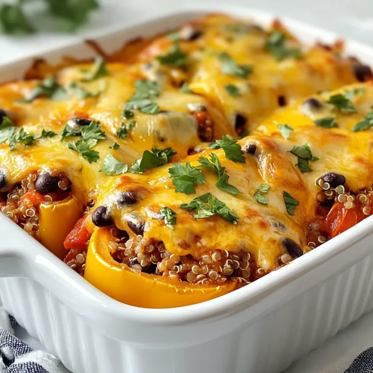 Für diesen gefüllten Paprika Auflauf benötigst du: - 4 große Paprika (nach Wahl der Farbe), gewürfelt - 450 g gemahlenes Truthahn- oder Rindfleisch - 1 Tasse Quinoa, gewaschen - 1 Dose (425 g) schwarze Bohnen, gewaschen und abgetropft - 1 Dose (400 g) gewürfelte Tomaten (mit Saft) - 1 kleine Zwiebel, gehackt - 2 Knoblauchzehen, fein gehackt Diese Zutaten bilden die Basis. Die Paprika gibt dem Gericht Farbe und Geschmack. Das Fleisch sorgt für Fülle und Protein. Quinoa bringt gesunde Kohlenhydrate, während Bohnen Ballaststoffe hinzufügen. Die richtigen Gewürze machen den Unterschied. Du brauchst: - 1 Teelöffel Kreuzkümmel - 1 Teelöffel Paprika - Salz und Pfeffer nach Geschmack - 1 Esslöffel Olivenöl Kreuzkümmel und Paprika bringen Tiefe. Sie geben dem Auflauf eine schöne Wärme. Das Olivenöl hilft, die Aromen zu verbinden und das Gemüse zu braten. Für das gewisse Extra kannst du Folgendes verwenden: - 1 Tasse geriebener Käse (Cheddar oder Mozzarella) - Frischer Koriander zur Garnitur (optional) Der Käse schmilzt wunderbar und bildet eine goldene Kruste. Frischer Koriander bringt Frische und Farbe. So sieht dein Gericht nicht nur gut aus, sondern schmeckt auch besser! {{ingredient_image_2}} Zuerst heizen Sie den Ofen auf 190 °C vor. Dies sorgt dafür, dass Ihr Auflauf gleichmäßig gart. Während der Ofen heiß wird, bereiten Sie Ihre Zutaten vor. Schneiden Sie die Paprika in kleine Stücke. Hacken Sie die Zwiebel und den Knoblauch fein. Dies macht das Kochen einfacher. Erhitzen Sie einen Esslöffel Olivenöl in einer großen Pfanne. Fügen Sie die Zwiebel und den Knoblauch hinzu. Braten Sie sie an, bis die Zwiebel glasig wird. Das dauert etwa 3 bis 4 Minuten. Dann geben Sie das gemahlene Fleisch dazu. Zerbrechen Sie es mit einem Spatel. Braten Sie das Fleisch, bis es schön braun ist. Das dauert etwa 5 bis 7 Minuten. Jetzt rühren Sie die gewürfelte Paprika, Quinoa, schwarze Bohnen und gewürfelte Tomaten unter. Fügen Sie Kreuzkümmel, Paprika, Salz und Pfeffer hinzu. Mischen Sie alles gut. Gießen Sie 500 ml Wasser in die Pfanne. Lassen Sie die Mischung aufkochen und decken Sie die Pfanne ab. Lassen Sie alles 15 Minuten köcheln, bis die Quinoa gar ist und die Flüssigkeit aufgesogen wurde. Gießen Sie die Mischung in eine Auflaufform. Diese sollte etwa 23x33 cm groß sein. Streuen Sie den geriebenen Käse gleichmäßig oben drauf. Decken Sie die Form mit Alufolie ab. Backen Sie den Auflauf 20 Minuten im Ofen. Entfernen Sie die Folie und backen Sie ihn für weitere 10 Minuten. Der Käse sollte sprudelnd und goldbraun sein. Nehmen Sie den Auflauf aus dem Ofen und lassen Sie ihn kurz abkühlen. Garnieren Sie ihn nach Belieben mit frisch gehacktem Koriander. Um den gefüllten Paprika Auflauf perfekt zuzubereiten, beachten Sie Folgendes: - Paprika wählen: Verwenden Sie frische und feste Paprika. Die Farben bringen mehr Geschmack. - Quinoa richtig kochen: Spülen Sie die Quinoa gut ab. Dies entfernt Bitterstoffe. - Fleisch anbraten: Braten Sie das Fleisch gut an, bis es braun ist. So vermeidet man eine matschige Mischung. - Deckel verwenden: Decken Sie die Pfanne beim Köcheln ab. Dies hilft, die Feuchtigkeit zu halten. Viele Menschen machen beim Kochen Fehler. Hier sind einige, die Sie vermeiden sollten: - Zu viel Wasser: Achten Sie darauf, nicht zu viel Wasser hinzuzufügen. Die Quinoa saugt bereits Flüssigkeit auf. - Gewürze ignorieren: Vergessen Sie nicht, die Gewürze gut einzumischen. Sie bringen den Geschmack hervor. - Ungeeignetes Backblech: Verwenden Sie eine große Auflaufform. Dadurch bleibt der Käse gleichmäßig geschmolzen. - Zu lange Backen: Überwachen Sie die Backzeit. Zu langes Backen kann den Käse verbrennen. Der gefüllte Paprika Auflauf lässt sich leicht an verschiedene Ernährungsweisen anpassen: - Vegetarisch: Ersetzen Sie das Fleisch durch mehr Bohnen oder Linsen. - Vegan: Nutzen Sie pflanzlichen Käse und lassen Sie das Fleisch weg. - Glutenfrei: Alle Zutaten sind glutenfrei, solange Sie auf die Gewürze achten. - Low-Carb: Verwenden Sie Blumenkohlreis anstelle von Quinoa für eine kohlenhydratarme Option. Diese Tipps helfen Ihnen, den Auflauf nach Ihren Wünschen zu gestalten. Pro Tipps Paprika vorbereiten: Entfernen Sie die Kerne und das Innere der Paprika, bevor Sie sie würfeln. So wird der Auflauf gleichmäßiger und die Paprika behält ihre Form. Quinoa kochen: Stellen Sie sicher, dass Sie die Quinoa gründlich abspülen, um Bitterstoffe zu entfernen. Dies verbessert den Geschmack und die Textur des Gerichts. Käsevariationen: Experimentieren Sie mit verschiedenen Käsesorten wie Feta oder Gouda für einen einzigartigen Geschmack. Mischen Sie auch verschiedene Käsesorten für mehr Tiefe. Gesunde Ergänzungen: Fügen Sie zusätzliches Gemüse wie Zucchini oder Spinat hinzu, um den Nährstoffgehalt zu erhöhen und mehr Farbe ins Gericht zu bringen. {{image_4}} Für eine vegetarische oder vegane Version des gefüllten Paprika Auflaufs tausche das Fleisch gegen eine Mischung aus Linsen und Kichererbsen. Diese Hülsenfrüchte bieten viel Protein und Ballaststoffe. Du kannst auch Sojagranulat verwenden, das dem Fleischgeschmack nahekommt. Ersetze den Käse durch vegane Käsealternativen oder lasse ihn ganz weg. Füge zusätzlich mehr Gemüse wie Spinat oder Zucchini hinzu, um den Auflauf noch bunter zu machen. Wenn du dein Rezept variieren möchtest, probiere andere Fleischsorten wie Huhn oder Schwein. Diese können eine andere Geschmacksnote bieten. Du kannst auch Wurst oder Speck hinzufügen, um einen herzhaften Kick zu geben. Für mehr Textur kombiniere das Fleisch mit Reis oder farbigen Bohnen. Das sorgt für Abwechslung und macht das Gericht interessanter. Paprika ist toll, aber du kannst auch andere Gemüsearten verwenden. Zucchini, Auberginen oder Brokkoli passen gut in den Auflauf. Diese Gemüse bringen zusätzliche Nährstoffe und Farbe. Du kannst sie einfach gewürfelt oder in Scheiben schneiden und mit der Fleisch- oder Gemüsefüllung vermengen. Experimentiere mit deinen Lieblingsgemüsesorten und finde die perfekte Mischung für deinen Auflauf. Nach dem Kochen des gefüllten Paprika Auflaufs ist die richtige Lagerung wichtig. Lassen Sie den Auflauf auf Raumtemperatur abkühlen. Decken Sie die Auflaufform mit einem Deckel oder Frischhaltefolie ab. So bleibt der Auflauf frisch. Sie können ihn auch in Portionen aufteilen. Legen Sie die Portionen in luftdichte Behälter. Wenn Sie den Auflauf länger aufbewahren möchten, können Sie ihn einfrieren. Lassen Sie ihn vollständig abkühlen. Wickeln Sie ihn gut in Frischhaltefolie und dann in Alufolie ein. So schützt es vor Frostbrand. Sie können den Auflauf bis zu drei Monate einfrieren. Um ihn wieder aufzuwärmen, lassen Sie ihn im Kühlschrank auftauen. Danach backen Sie ihn bei 180 °C für etwa 25 Minuten. Überprüfen Sie, ob er heiß ist, bevor Sie ihn servieren. Der gefüllte Paprika Auflauf hält sich im Kühlschrank etwa drei bis vier Tage. Sie können ihn in verschiedenen Gerichten verwenden. Zum Beispiel können Sie ihn in Tortillas wickeln und so Wraps machen. Oder Sie fügen ihn zu einem Salat hinzu. So verwandeln Sie Reste in neue, leckere Mahlzeiten. Der Auflauf muss insgesamt 30 Minuten im Ofen bleiben. Zuerst decken Sie die Auflaufform mit Alufolie ab und backen sie 20 Minuten. Danach entfernen Sie die Folie und backen weitere 10 Minuten. So wird der Käse schön goldbraun und sprudelnd. Ja, Sie können Quinoa durch Reis ersetzen. Achten Sie darauf, dass Sie den Reis vorher gut waschen. Die Kochzeit kann sich ändern, wenn Sie Reis verwenden. Er braucht oft mehr Wasser und etwas mehr Zeit zum Garen. Wenn Sie also Reis nutzen, fügen Sie etwas mehr Flüssigkeit hinzu. Zu gefülltem Paprika Auflauf passen viele Beilagen gut. Ein frischer Salat ist eine tolle Wahl. Auch Brot oder Baguette sind lecker dazu. Wenn Sie etwas Herzhaftes möchten, probieren Sie geröstetes Gemüse oder Mais. Diese Beilagen ergänzen das Gericht perfekt und sorgen für eine ausgewogene Mahlzeit. Zusammenfassend haben wir die Hauptzutaten für den gefüllten Paprika Auflauf behandelt. Wir haben die Zubereitungsschritte besprochen und nützliche Tipps gegeben, um Fehler zu vermeiden. Außerdem habe ich Variationen für verschiedene Diäten aufgezeigt und Lagerinformationen geteilt. Denke daran, dass du den Auflauf nach deinem Geschmack anpassen kannst. Experimentiere mit Gemüse und Gewürzen. Mit diesen Infos wirst du großartige Ergebnisse erzielen. Viel Spaß beim Kochen!