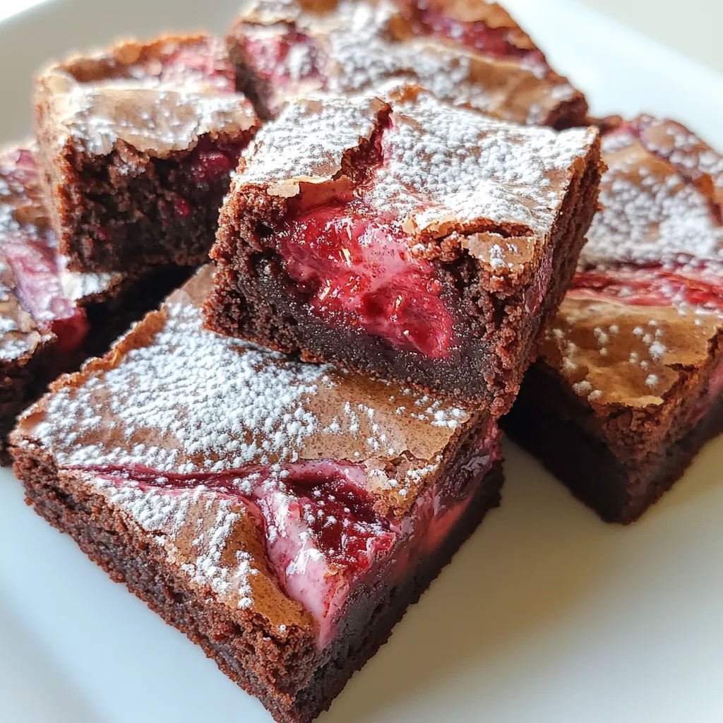 Um leckere Himbeer-Schokoladen-Brownies zu machen, brauchen Sie einige wichtige Zutaten: - 240 g ungesalzene Butter - 400 g Zucker - 4 große Eier - 1 Teelöffel Vanilleextrakt - 125 g Weizenmehl - 100 g ungesüßtes Kakaopulver - 1/2 Teelöffel Backpulver - 1/2 Teelöffel Salz - 150 g frische Himbeeren (oder gefrorene, aufgetaut) - 2 Esslöffel Honig (oder Ahornsirup) - 1 Esslöffel Zitronensaft - Optional: Puderzucker zum Bestäuben Diese Zutaten geben den Brownies einen reichen Geschmack. Die Kombination aus Schokolade und Himbeeren ist einfach unwiderstehlich. Wenn Sie nach Alternativen suchen, können Sie einige Zutaten ersetzen: - Verwenden Sie Kokosöl anstelle von Butter für eine vegane Option. - Ersetzen Sie den Zucker durch Kokoszucker oder Honig. - Für glutenfreie Brownies nutzen Sie Mandelmehl oder eine glutenfreie Mehlmischung. Diese Alternativen sorgen für verschiedene Geschmäcker und Texturen. Experimentieren Sie, um das perfekte Rezept für sich zu finden. Frische Himbeeren bringen einen tollen Geschmack. Sie sind süß und saftig. Wenn Sie jedoch gefrorene Himbeeren verwenden, tauen Sie diese vorher auf. Drücken Sie die überschüssige Flüssigkeit heraus. So bleibt der Teig nicht zu feucht. Beide Optionen sind lecker. Wählen Sie einfach die, die Ihnen am besten gefällt oder die Sie zur Hand haben. {{ingredient_image_2}} Heize deinen Ofen auf 175°C vor. Fette eine 23x33 cm große Backform ein und lege sie mit Backpapier aus. So lassen sich die Brownies später leicht herausheben. Nimm einen mittelgroßen Topf und schmelze die ungesalzene Butter bei niedriger Hitze. Rühre den Zucker gut ein, nachdem die Butter geschmolzen ist. Vermische alles, bis es gut aussieht. Füge die vier Eier nacheinander hinzu. Mixe nach jedem Ei gut durch. Danach kommt der Vanilleextrakt dazu. In einer separaten Schüssel siebe das Weizenmehl, Kakaopulver, Backpulver und Salz zusammen. Füge diese trockenen Zutaten nach und nach zu den feuchten Zutaten hinzu. Rühre, bis alles gerade so verbunden ist. Achte darauf, nicht zu viel zu rühren. Jetzt zerdrücke die Himbeeren in einer kleinen Schüssel. Füge den Honig und den Zitronensaft hinzu. Mische alles mit einer Gabel. Gieße die Hälfte des Brownieteigs in die vorbereitete Backform. Verstreiche ihn gleichmäßig. Löffle kleine Portionen der Himbeersoße über den Teig. Gieße dann den restlichen Brownieteig darüber. Lass einige Kleckse der Himbeersoße oben. Mit einem Messer swirlst du vorsichtig durch den Teig, um einen Marmoreffekt zu erzeugen. Backe die Brownies 25-30 Minuten. Ein Zahnstocher sollte mit ein paar feuchten Krümeln herauskommen. Lass sie in der Form abkühlen. Dann schneide die Brownies in Quadrate und bestäube sie nach Belieben mit Puderzucker. Ein häufiger Fehler ist, die Zutaten zu übermixen. Rühren Sie die trockenen Zutaten nur bis sie gerade so vermischt sind. So bleiben die Brownies schön saftig. Ein weiterer Fehler ist, die Himbeeren nicht gut genug zu pürieren. Eine stückige Soße ergibt den besten Swirl. Die ideale Backtemperatur für diese Brownies ist 175°C. Überprüfen Sie die Backzeit nach 25 Minuten. Stecken Sie einen Zahnstocher in die Mitte. Er sollte mit ein paar feuchten Krümeln herauskommen. Wenn der Zahnstocher sauber bleibt, sind die Brownies überbacken. Um den Marmoreffekt zu erzielen, geben Sie kleine Portionen der Himbeersoße auf den Teig. Nehmen Sie dann ein Messer und ziehen Sie sanft durch die Soße. Machen Sie das in verschiedenen Richtungen für einen schönen Swirl. Achten Sie darauf, nicht zu tief in den Teig zu schneiden. Pro Tipps Butter richtig schmelzen: Achten Sie darauf, die Butter bei niedriger Hitze zu schmelzen, um ein Anbrennen zu vermeiden und eine gleichmäßige Konsistenz zu erreichen. Himbeeren perfekt verarbeiten: Zerdrücken Sie die Himbeeren nicht zu stark, damit sie noch einige Stückchen enthalten, die beim Essen Textur und Frische bieten. Swirl-Technik: Verwenden Sie ein Messer oder einen Spieß, um die Himbeersoße sanft durch den Teig zu ziehen, damit ein schöner Marmoreffekt entsteht, ohne die Schichten vollständig zu vermischen. Brownies richtig abkühlen: Lassen Sie die Brownies vollständig in der Form abkühlen, bevor Sie sie schneiden, um saubere Stücke zu erhalten und zu verhindern, dass sie auseinanderfallen. {{image_4}} Um vegane Himbeer-Schokoladen-Brownies zu machen, ersetzen Sie die Eier. Verwenden Sie stattdessen Apfelmus oder Leinsamen. Mischen Sie einen Esslöffel gemahlene Leinsamen mit drei Esslöffeln Wasser. Lassen Sie es einige Minuten stehen, bis es dick wird. Auch die Butter kann durch Kokosöl ersetzt werden. Achten Sie darauf, dass das Kakaopulver vegan ist. Die restlichen Zutaten bleiben gleich. Für glutenfreie Brownies verwenden Sie anstelle von Weizenmehl Mandelmehl oder eine glutenfreie Mehlmischung. Diese Mehle sorgen für eine tolle Textur. Achten Sie darauf, dass das Backpulver glutenfrei ist. Passen Sie die Menge an Mehl an, da einige Mehle mehr Flüssigkeit aufnehmen. Die restlichen Schritte sind identisch. Fügen Sie extra Zutaten für einen ganz neuen Geschmack hinzu. Walnüsse oder Mandeln geben einen schönen Crunch. Für eine schokoladigere Note können Schokoladenstückchen in den Teig gemischt werden. Auch eine Prise Zimt oder eine Prise Meersalz kann das Aroma heben. Experimentieren Sie mit verschiedenen Beeren, wie Himbeeren oder Erdbeeren, um neue Geschmäcker zu entdecken. Um die Frische der Himbeer-Schokoladen-Brownies zu bewahren, sollten Sie sie gut lagern. Lassen Sie die Brownies zuerst in der Backform abkühlen. Nach dem Abkühlen schneiden Sie sie in Quadrate. Legen Sie die Stücke in einen luftdichten Behälter. Wenn Sie keinen haben, können Sie sie auch in Frischhaltefolie wickeln. Stellen Sie sicher, dass die Brownies kühl und trocken sind. Vermeiden Sie direkte Sonneneinstrahlung. So bleiben sie saftig und lecker. Richtig gelagerte Brownies bleiben etwa eine Woche frisch. Nach dieser Zeit können sie an Geschmack verlieren. Wenn Sie die Brownies im Kühlschrank aufbewahren, halten sie sich bis zu zwei Wochen. Aber achten Sie darauf, dass sie nicht austrocknen. Überprüfen Sie regelmäßig, ob sie noch gut sind. Wenn sie komisch riechen oder eine seltsame Farbe haben, werfen Sie sie weg. Das Einfrieren ist eine tolle Methode, um Brownies länger haltbar zu machen. Wickeln Sie die einzelnen Stücke in Frischhaltefolie ein. Legen Sie sie dann in einen gefrierfesten Behälter oder Beutel. So verhindern Sie Gefrierbrand. Die Brownies sind bis zu drei Monate im Gefrierfach haltbar. Wenn Sie sie essen möchten, lassen Sie sie einfach bei Raumtemperatur auftauen. Alternativ können Sie sie auch kurz in der Mikrowelle erwärmen. So schmecken sie fast wie frisch gebacken. Du kannst die Himbeersoße anpassen. Versuche, andere Beeren zu nutzen. Erdbeeren oder Brombeeren passen gut. Auch ein Schuss Minze bringt frischen Geschmack. Mische die Beeren für einen bunten Effekt. Das macht dein Dessert besonders und lecker. Wenn der Teig zu trocken ist, gibt es Lösungen. Füge etwas mehr geschmolzene Butter hinzu. Ein zusätzlicher Esslöffel kann oft helfen. Alternativ kannst du mehr Eier verwenden, um die Feuchtigkeit zu erhöhen. Achte darauf, den Teig nicht zu lange zu mischen. Zu viel Rühren kann ihn trocken machen. Ja, du kannst Kakaopulver ersetzen. Verwende ungesüßtes Schokoladenpulver für ähnlichen Geschmack. Wenn du einen anderen Geschmack willst, probiere Carob-Pulver. Dies gibt einen süßeren und anderen Geschmack. Achte darauf, die Menge gleich zu halten, damit die Konsistenz stimmt. Du weißt jetzt, wie du Himbeer-Schokoladen-Brownies zubereitest. Wir haben die Zutaten, die Anleitung und nützliche Tipps detailliert besprochen. Mit einigen Variationen wie veganen oder glutenfreien Optionen findest du den perfekten Geschmack. Achte darauf, die Brownies richtig zu lagern, damit sie länger frisch bleiben. Denk an die häufigen Fehler, die du vermeiden willst. Jetzt bist du bereit, deine eigenen Brownies zu backen. Viel Spaß beim Ausprobieren und Teilen deiner leckeren Kreationen!