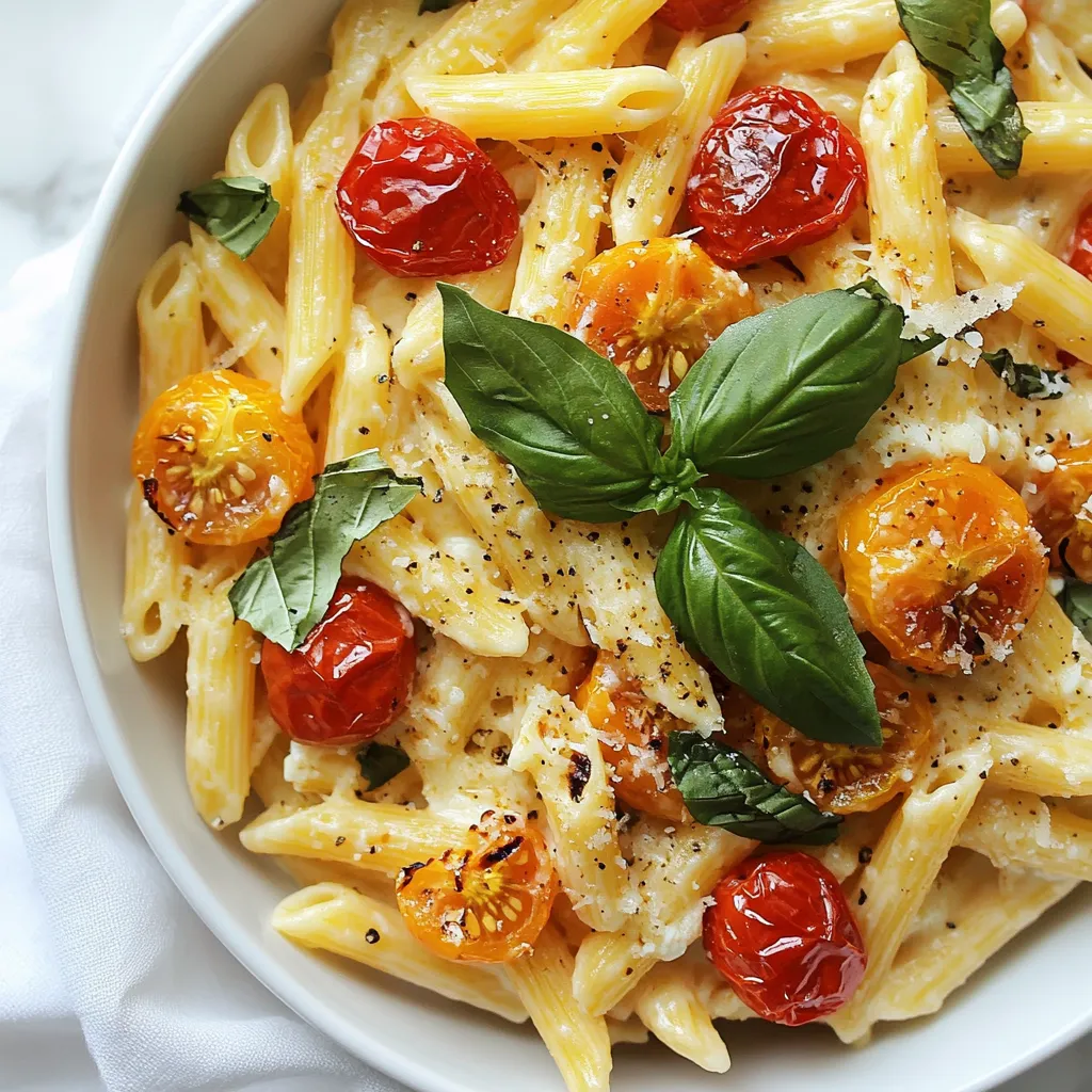 - 200g Pasta (Penne oder Fusilli) - 200g Feta-Käse (Block) - 250g Kirschtomaten (halbiert) Die Hauptzutaten bilden die Basis dieses Gerichts. Ich empfehle, Penne oder Fusilli zu verwenden. Diese Pastaformen halten die Soße gut. Der Feta-Käse ist der Star des Rezepts. Er wird weich und cremig, wenn wir ihn backen. Kirschtomaten bringen Süße und Frische. - 2-3 Knoblauchzehen (fein gehackt) - 60ml Olivenöl - 1 Teelöffel getrockneter Oregano - 1 Teelöffel Chiliflocken (optional) Knoblauch gibt viel Geschmack. Das Olivenöl sorgt dafür, dass alles gut zusammenkommt. Oregano bringt ein tolles Aroma und Chiliflocken geben einen kleinen Kick. Du kannst die Chiliflocken weglassen, wenn du es milder magst. - Frische Basilikumblätter - Geriebener Parmesan Basilikum ist eine perfekte Garnierung. Es bringt Frische und Farbe auf den Teller. Geriebener Parmesan gibt einen weiteren Geschmacksschub. Du kannst ihn weglassen, wenn du magst. {{ingredient_image_2}} Heize zuerst den Ofen auf 200°C vor. Das ist wichtig für eine gute Backzeit. Nimm eine große Auflaufform. In diese Form gib die halbierten Kirschtomaten. Füge die fein gehackten Knoblauchzehen hinzu. Dann kommt das Olivenöl dazu. Streue den getrockneten Oregano sowie die Chiliflocken hinein. Jetzt würze alles mit Salz und Pfeffer. Rühre die Mischung gut durch, damit die Tomaten gleichmäßig gewürzt sind. Lege den Block Feta-Käse in die Mitte der Form. Um den Feta herum sind die Tomaten. Träufle ein wenig Olivenöl über den Feta. Jetzt ist die Form bereit für den Ofen. Backe die Mischung für etwa 30 bis 35 Minuten. Die Tomaten sollten aufplatzen und der Feta leicht goldbraun sein. Das ist das Zeichen, dass es fertig ist. Koche die Pasta nach den Anweisungen auf der Verpackung. Achte darauf, dass sie al dente ist. Wenn die Pasta fertig ist, lasse sie abtropfen. Nimm die Auflaufform aus dem Ofen. Zerdrücke den Feta mit einer Gabel in die Tomaten. Dadurch entsteht eine cremige Soße. Jetzt füge die gekochte Pasta zur Form hinzu. Vermenge alles gut, damit die Pasta mit der Soße überzogen ist. - Die richtige Garzeit für Pasta: Kochen Sie die Pasta nur bis sie al dente ist. Dies bedeutet, dass sie noch leicht fest ist. Achten Sie darauf, die Anweisungen auf der Verpackung zu befolgen. So bleibt die Pasta perfekt in der Soße. - Konsistenz des Fetas: Der Feta-Käse sollte weich und leicht goldbraun sein. Überbacken Sie ihn, bis er fast schmilzt. So wird er cremig und verbindet sich gut mit den Tomaten. - Zusätzliche Gewürze oder Zutaten: Experimentieren Sie mit frischen Kräutern wie Thymian oder Rosmarin. Auch eine Prise Zitronenschale kann frischen Geschmack bringen. Wenn Sie es schärfer mögen, fügen Sie mehr Chiliflocken hinzu. - Anpassungen für verschiedene Geschmäcker: Fügen Sie Gemüse wie Zucchini oder Paprika hinzu. Dies gibt mehr Geschmack und macht das Gericht bunter. Sie können auch Oliven für einen salzigen Kick verwenden. - Anrichten auf dem Teller: Servieren Sie die Pasta in tiefen Tellern. So sieht es appetitlich aus und bleibt warm. Mischen Sie die Pasta gut mit der Soße, bevor Sie sie anrichten. - Garnierungen und Extras: Dekorieren Sie jede Portion mit frischen Basilikumblättern. Ein wenig geriebener Parmesan oben drauf macht das Gericht noch leckerer. Verwenden Sie auch eine gute Olive oder einen Spritzer Olivenöl für den letzten Schliff. Pro Tipps Wählen Sie die richtige Pasta: Penne oder Fusilli sind ideal, da sie die Sauce gut halten und einen schönen Biss haben. Feta richtig backen: Um den perfekten cremigen Feta zu erhalten, achten Sie darauf, dass er leicht goldbraun ist, aber nicht verbrannt. Frische Kräuter hinzufügen: Für zusätzlichen Geschmack und Frische können Sie auch Petersilie oder Thymian verwenden, wenn Sie möchten. Resteverwertung: Die Reste schmecken auch kalt hervorragend und eignen sich perfekt für ein schnelles Mittagessen am nächsten Tag. {{image_4}} Du kannst viele Gemüsesorten hinzufügen, um das Gericht noch besser zu machen. Zucchini, Paprika oder Spinat sind tolle Optionen. Wenn du mehr Gemüse verwendest, bekommst du mehr Geschmack und Nährstoffe. - Gemüsevariationen für mehr Geschmack: Probiere auch Auberginen oder Brokkoli. Diese Sorten passen perfekt zur cremigen Feta-Soße. Wenn du frische Kräuter wie Thymian oder Rosmarin hinzufügst, wird es noch aromatischer. Möchtest du etwas mehr Protein? Füge Hühnchen oder Garnelen zu deinem Baked Feta Pasta Gericht hinzu. Diese Proteine sind leicht zuzubereiten und machen das Gericht sättigender. - Vegetarische Proteinquellen: Du kannst auch Kichererbsen oder Linsen hinzufügen. Diese Optionen sind gesund und voller Geschmack. Sie passen wunderbar zur Pasta und Feta. Für alle, die glutenfrei essen, gibt es einfache Lösungen. Du kannst glutenfreie Pasta ausprobieren. Diese Pasta ist in vielen Geschäften erhältlich und schmeckt gut. - Rezeptanpassungen für Allergiker: Achte darauf, dass die anderen Zutaten auch glutenfrei sind. So kannst du das Gericht genießen, ohne dir Sorgen zu machen. Wenn du Reste von Baked Feta Pasta hast, lagere sie gut. Lege die Reste in einen luftdichten Behälter. So bleiben sie frisch. Du kannst die Pasta bis zu drei Tage im Kühlschrank aufbewahren. Achte darauf, den Behälter gut zu verschließen. So vermeidest du, dass die Pasta austrocknet oder Gerüche aufnimmt. Wenn du die Pasta wieder aufwärmen möchtest, gibt es einfache Tipps. Für den Ofen: Heize ihn auf 180°C vor. Lege die Pasta in eine Auflaufform. Bedecke sie mit Alufolie, damit sie nicht austrocknet. Erwärme sie etwa 15 Minuten. Für die Mikrowelle: Gib die Pasta in eine mikrowellengeeignete Schüssel. Füge einen Spritzer Wasser hinzu. Decke die Schüssel ab und erwärme sie in kurzen Intervallen, bis sie heiß ist. Das Einfrieren der Reste ist einfach. Teile die Pasta in Portionen auf. Lege sie in gefriergeeignete Behälter oder Beutel. So kannst du die Portionen gut lagern. Baked Feta Pasta hält sich bis zu drei Monate im Gefrierschrank. Zum Auftauen nimm die Pasta einen Tag vorher aus dem Gefrierfach. Lass sie im Kühlschrank auftauen. Danach kannst du sie wie gewohnt aufwärmen. Die Zubereitung dauert insgesamt etwa 45 Minuten. Die Vorbereitungszeit ist nur 10 Minuten. Während diese Zeit ist, heizen Sie den Ofen vor und schneiden die Zutaten. Dann backen Sie die Mischung im Ofen für 30 bis 35 Minuten. In dieser Zeit können Sie die Pasta kochen. Es ist einfach und schnell! Ja, Sie können eine vegane Variante machen. Statt Feta-Käse nutzen Sie vegane Alternativen. Es gibt viele tolle Produkte auf dem Markt, die Feta gut ersetzen. Auch Cashew-Käse ist eine gute Wahl. Er hat eine cremige Textur und passt gut zu den Tomaten. Achten Sie darauf, dass die anderen Zutaten vegan sind. Für Baked Feta Pasta sind Penne oder Fusilli ideal. Diese Formen halten die Soße gut fest. Auch andere Sorten wie Farfalle oder Rigatoni sind möglich. Wichtig ist, dass die Pasta die Soße gut aufnimmt. So wird jedes Bissen voller Geschmack! Baked Feta Pasta begeistert mit einfachen Zutaten und einem schnellen Rezept. Sie haben gelernt, wie man den Feta perfekt backt und die Pasta ideal kocht. Diese vielseitige Mahlzeit erlaubt viele Variationen und Anpassungen. Egal, ob mit Gemüse oder als proteinreiche Variante, Sie können jedes Mal Neues entdecken. Bewahren Sie Reste richtig auf und genießen Sie sie später. Experimentieren Sie mit Aromen und Garnierungen für ein persönliches Touch. Mit diesen Tipps zaubern Sie jederzeit ein köstliches Gericht.