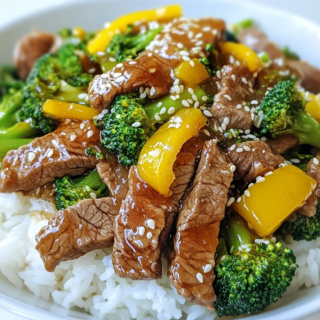 Hier sind die Zutaten, die du für Honig-Knoblauch-Rindfleisch mit Brokkoli brauchst: - 450 g Rinderfilet, hauchdünn geschnitten - 2 Tassen Brokkoliröschen - 1 Tasse Paprika, in Scheiben geschnitten (rot oder gelb) - 4 Knoblauchzehen, fein gehackt - 60 ml Honig - 60 ml Sojasauce (low sodium) - 1 Esslöffel Speisestärke - 1 Esslöffel Sesamöl - 2 Esslöffel Pflanzenöl (zum Braten) - 1 Teelöffel frischer Ingwer, gerieben - 60 ml Wasser - Salz und Pfeffer nach Geschmack - Gekochter weißer oder brauner Reis (zum Servieren) Achte darauf, frische Zutaten zu verwenden. Frisches Gemüse macht einen großen Unterschied im Geschmack. Wähle ein gutes Stück Rinderfilet für zarte Stücke. Die Sojasauce kann auch glutenfrei sein, wenn du das bevorzugst. Wenn du keinen frischen Ingwer hast, kannst du auch Ingwerpulver verwenden, aber frisch ist besser. Du kannst die Paprika durch andere Gemüse ersetzen. Karotten oder Zucchini passen gut. Wenn du es schärfer magst, füge etwas Chili oder Sriracha hinzu. Für eine süßere Note kannst du mehr Honig nutzen. Wenn du die Sauce dicker magst, erhöhe die Speisestärke. {{ingredient_image_2}} Um die Honig-Knoblauch-Sauce zuzubereiten, nehme eine Schüssel. Füge 60 ml Honig, 60 ml Sojasauce, 4 fein gehackte Knoblauchzehen, 1 Teelöffel geriebenen Ingwer und 60 ml Wasser hinzu. Rühre alles gut um. Die Sauce ist jetzt bereit und du kannst sie beiseite stellen. Nimm 450 g Rinderfilet und schneide es hauchdünn. In einer separaten Schüssel mische das geschnittene Fleisch mit 1 Esslöffel Speisestärke, Salz und Pfeffer. Stelle sicher, dass das Rindfleisch gleichmäßig bedeckt ist. Dies gibt dem Fleisch eine schöne Kruste beim Braten. Erhitze 1 Esslöffel Pflanzenöl in einer Pfanne bei mittlerer bis hoher Hitze. Gib das Rindfleisch in einer einzigen Schicht in die Pfanne. Brate es 3-4 Minuten, bis es gebräunt ist. Nimm das Rindfleisch danach heraus und stelle es beiseite. Füge in derselben Pfanne 1 Esslöffel Pflanzenöl hinzu. Gib 2 Tassen Brokkoliröschen und 1 Tasse in Scheiben geschnittene Paprika hinein. Brate das Gemüse 3-5 Minuten an, bis es lebendig und zart-knackig ist. Gib das Rindfleisch zurück in die Pfanne. Gieße die Honig-Knoblauch-Sauce darüber und rühre alles gut um. Lass es 2-3 Minuten köcheln, damit die Sauce eindickt. Jetzt ist dein Gericht fast fertig! Das Rindfleisch sollte bei mittlerer bis hoher Hitze braten. Achte darauf, es in einer einzigen Schicht in die Pfanne zu legen. Brate es etwa 3-4 Minuten, bis es eine schöne braune Farbe hat. Das sorgt für den besten Geschmack und die richtige Textur. Wenn du das Fleisch zu lange brätst, wird es zäh. Um die Sauce dickflüssig zu machen, ist die Speisestärke wichtig. Mische sie gut mit dem Fleisch, bevor du es brätst. Wenn du die Sauce hinzufügst, lasse sie 2-3 Minuten köcheln. Das hilft der Sauce, sich gut zu binden. Rühre dabei die Mischung regelmäßig um, damit sie gleichmäßig eindickt und nicht anbrennt. Wenn du Reste hast, bewahre sie im Kühlschrank auf. Stelle sicher, dass das Gericht vollständig abgekühlt ist, bevor du es in einen luftdichten Behälter gibst. So bleibt es frisch. Du kannst das Gericht auch einfrieren. Teile es in Portionen auf, um es später einfach aufwärmen zu können. Beim Aufwärmen nutze eine Pfanne oder die Mikrowelle, um die Textur zu erhalten. Pro Tipps Fleischvorbereitung: Das Rindfleisch sollte wirklich hauchdünn geschnitten werden, um eine zarte Textur zu gewährleisten. Wenn du es nicht selbst schneiden kannst, frage deinen Metzger nach dünnen Scheiben. Gemüseknackigkeit: Um sicherzustellen, dass das Gemüse knackig bleibt, achte darauf, es nicht zu lange zu braten. Ein kurzer Garprozess hilft, die lebendige Farbe und den Biss zu bewahren. Würze anpassen: Die Menge an Honig und Sojasauce kann je nach Geschmack angepasst werden. Für eine süßere Variante, füge mehr Honig hinzu; für eine salzigere Variante, erhöhe die Sojasauce. Reisvariationen: Serviere das Gericht mit verschiedenen Reisarten, wie braunem oder Jasminreis, um zusätzliche Aromen zu integrieren und die Nährstoffaufnahme zu erhöhen. {{image_4}} Wenn Sie kein Rindfleisch essen möchten, gibt es viele gute Alternativen. Sie können Tofu oder Tempeh verwenden. Diese Proteine nehmen die Aromen der Sauce gut auf. Schneiden Sie den Tofu in Würfel und braten Sie ihn goldbraun an. Tempeh hat einen nussigen Geschmack und passt hervorragend dazu. Diese Alternativen machen das Gericht leicht und gesund. Um das Gericht noch bunter zu machen, fügen Sie mehr Gemüse hinzu. Zucchini, Karotten oder sogar Pilze passen gut dazu. Schneiden Sie das Gemüse in kleine Stücke, damit es schnell gar wird. Sie können auch gefrorenes Gemüse verwenden, wenn frisches nicht verfügbar ist. So bleibt das Gericht einfach und lecker. Für mehr Geschmack können Sie mit Gewürzen experimentieren. Fügen Sie einen Hauch von Chili für etwas Schärfe hinzu. Oder probieren Sie frische Kräuter wie Koriander oder Basilikum. Diese Kräuter geben dem Gericht einen frischen, aromatischen Geschmack. Auch ein Spritzer Limettensaft kann die Aromen verstärken und das Gericht aufpeppen. Du kannst Honig-Knoblauch-Rindfleisch mit Brokkoli bis zu drei Tage im Kühlschrank aufbewahren. Stelle sicher, dass du das Gericht in einem luftdichten Behälter lagerst. So bleibt es frisch und lecker. Lass das Gericht zuerst abkühlen, bevor du es in den Kühlschrank stellst. So vermeidest du Kondenswasser, das die Textur beeinträchtigen kann. Wenn du Rindfleisch mit Brokkoli aufbewahren möchtest, kannst du es auch einfrieren. Teile das Gericht in Portionen auf und lege es in gefriergeeignete Behälter oder Beutel. Achte darauf, so viel Luft wie möglich zu entfernen, um Gefrierbrand zu vermeiden. Das Gericht bleibt bis zu drei Monate im Gefrierfach. Zum Auftauen lege das gefrorene Essen über Nacht in den Kühlschrank. Um das Gericht aufzuwärmen, kannst du es in der Mikrowelle oder in einer Pfanne erhitzen. Wenn du die Mikrowelle verwendest, decke das Gericht mit einem feuchten Papiertuch ab. So bleibt es saftig. In der Pfanne erhitze das Gericht bei mittlerer Hitze. Füge etwas Wasser oder Brühe hinzu, um ein Anhaften zu verhindern. Rühre häufig, bis alles heiß ist. Die Zubereitung dauert insgesamt 30 Minuten. Du benötigst 15 Minuten für die Vorbereitung und 15 Minuten zum Kochen. Das Rindfleisch und das Gemüse lassen sich schnell zubereiten. Diese Zeit ist ideal für ein schnelles Abendessen unter der Woche. Ja, du kannst Sojasauce weglassen. Du kannst stattdessen eine Mischung aus Brühe und Salz verwenden. So erhältst du einen ähnlichen Geschmack. Alternativ kannst du auch Tamari verwenden, falls du glutenfrei kochen möchtest. Experimentiere mit den Gewürzen, um den besten Geschmack zu finden. Gekochter Reis passt perfekt zu Honig-Knoblauch-Rindfleisch mit Brokkoli. Du kannst weißen oder braunen Reis wählen. Auch Quinoa ist eine gute Wahl. Wenn du es bunt magst, serviere das Gericht mit frischem Gemüse oder einem einfachen Salat. Wir haben die wichtigen Zutaten und deren Anpassungen für dein Gericht behandelt. Die Schritt-für-Schritt-Anleitung macht die Zubereitung einfach. Denk an die Garzeiten und die Tipps zur Sauce. Du kannst auch vegetarische Alternativen oder verschiedene Gemüsesorten ausprobieren. Die richtigen Lagerungshinweise helfen dir, das Essen frisch zu halten. Du kannst diese leckere Kombination leicht nach deinem Geschmack anpassen. Viel Spaß beim Kochen!