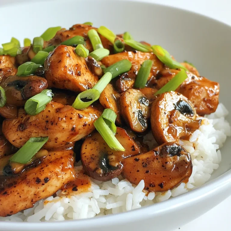 Für das Rezept von Black Pepper Chicken und Pilzen brauchst du: - 500g Hähnchenbrust, dünn geschnitten - 200g Pilze, geschnitten (Shiitake oder Champignons) - 2 Esslöffel Pflanzenöl - 1 Zwiebel, fein gehackt - 3 Knoblauchzehen, gehackt - 1 Esslöffel frisch gemahlener schwarzer Pfeffer (nach Geschmack anpassen) - 2 Esslöffel Sojasauce - 1 Esslöffel Austernsauce (optional für mehr Tiefe) - 1 Teelöffel Speisestärke, vermischt mit 2 Esslöffeln Wasser (zum Andicken) - 2 Frühlingszwiebeln, gehackt (zur Garnitur) - Gekochter Jasminreis oder gedämpfte Nudeln (zum Servieren) Wenn du bestimmte Zutaten nicht hast, gibt es Alternativen. - Verwende Hähnchenfilet oder Putenbrust anstelle von Hähnchenbrust. - Shiitake-Pilze sind toll, aber Champignons tun es auch gut. - Du kannst Sonnenblumenöl statt Pflanzenöl nutzen. - Anstelle von Sojasauce kannst du Tamari für einen glutenfreien Geschmack verwenden. - Für die Austernsauce kannst du auch eine vegane Variante nehmen oder sie ganz weglassen. Beim Einkaufen achte auf frische Zutaten. - Wähle Hähnchenbrust, die rosa und fest ist. - Achte darauf, dass die Pilze fest und trocken sind. - Kaufe frische Zwiebeln, die keine dunklen Flecken haben. - Wenn du frischen schwarzen Pfeffer kaufst, achte auf die ganze Pfefferkörner. Sie sind aromatischer. Mit dieser Liste bist du gut gewappnet, um dein Black Pepper Chicken und Pilze zuzubereiten! {{ingredient_image_2}} Zuerst musst du alle Zutaten bereitstellen. Hier ist, was du brauchst: - 500g Hähnchenbrust, dünn geschnitten - 200g Pilze, geschnitten (Shiitake oder Champignons) - 2 Esslöffel Pflanzenöl - 1 Zwiebel, fein gehackt - 3 Knoblauchzehen, gehackt - 1 Esslöffel frisch gemahlener schwarzer Pfeffer - 2 Esslöffel Sojasauce - 1 Esslöffel Austernsauce (optional) - 1 Teelöffel Speisestärke, vermischt mit 2 Esslöffeln Wasser - 2 Frühlingszwiebeln, gehackt Sorge dafür, dass alles frisch ist. Frische Zutaten bringen den besten Geschmack. Wenn du die Zwiebel und den Knoblauch hackst, achte darauf, dass sie klein sind. Das hilft, die Aromen gut zu verteilen. Jetzt erhitzt du das Pflanzenöl in einer großen Pfanne oder einem Wok. Stelle die Hitze auf mittelhoch. Wenn das Öl heiß ist, füge die Zwiebel und den Knoblauch hinzu. Brate sie an, bis die Zwiebeln glasig sind. Das dauert etwa 2-3 Minuten. Erhöhe dann die Hitze auf hoch. Gib die geschnittene Hähnchenbrust in die Pfanne. Rühre das Hähnchen gut um. Es sollte goldbraun und durchgegart sein, was etwa 5-7 Minuten dauert. Wenn das Hähnchen gar ist, füge die geschnittenen Pilze hinzu. Brate sie für 3-4 Minuten, bis sie zart sind. Jetzt kommt der spannende Teil: die Sauce. Streue den frisch gemahlenen schwarzen Pfeffer über die Mischung. Gieße die Sojasauce und die Austernsauce hinzu, wenn du sie verwendest. Rühre alles gut um, sodass sich die Aromen vereinen. Nun gib die Speisestärkemischung in die Pfanne. Rühre weiter, bis die Sauce dickflüssig wird. Das dauert etwa 1-2 Minuten. Du kannst die Würzung nach Belieben anpassen. Füge mehr schwarzen Pfeffer hinzu, wenn du es schärfer magst. Nimm die Pfanne vom Herd. Garniere das Gericht mit den gehackten Frühlingszwiebeln. Jetzt ist dein Black Pepper Chicken und Mushrooms fertig. Serviere es sofort über Jasminreis oder gedämpften Nudeln. Ein häufiger Fehler ist, das Hähnchen zu lange zu braten. Das macht es trocken. Achte darauf, dass das Fleisch goldbraun wird, aber noch saftig bleibt. Ein weiterer Fehler ist die falsche Menge an Pfeffer. Zu viel kann das Gericht überwürzen. Fang mit einem Esslöffel an und taste dich langsam vor. Um den besten Geschmack zu erzielen, verwende frisch gemahlenen schwarzen Pfeffer. Er hat mehr Aroma. Die Sojasauce und die Austernsauce bringen Tiefe. Du kannst die Sojasauce auch durch Tamari ersetzen, wenn du es glutenfrei magst. Probiere auch, einige Chiliflocken hinzuzufügen, wenn du es schärfer magst. Bereite alle Zutaten im Voraus vor. Schneide das Hähnchen und die Pilze und hacke das Gemüse. So sparst du Zeit beim Kochen. Nutze eine große Pfanne oder einen Wok, um alles auf einmal zu braten. So wird das Gericht schneller fertig. Serviere es mit vorgekochtem Jasminreis oder Nudeln, um die Zeit noch mehr zu reduzieren. Pro Tipps Pfeffer anpassen: Passe die Menge des frisch gemahlenen schwarzen Pfeffers an deinen persönlichen Geschmack an. Beginne mit der angegebenen Menge und füge nach Belieben mehr hinzu, um die Schärfe zu erhöhen. Marinieren für mehr Geschmack: Lasse das Hähnchen vor dem Kochen mindestens 30 Minuten in einer Mischung aus Sojasauce und Pfeffer marinieren, um den Geschmack zu intensivieren. Pilze wählen: Verwende eine Mischung aus verschiedenen Pilzen, wie Shiitake und Champignons, um dem Gericht mehr Textur und Geschmack zu verleihen. Richtige Garzeit: Achte darauf, das Hähnchen nur so lange zu braten, bis es goldbraun und durchgegart ist, um eine zarte Textur zu erhalten. {{image_4}} Um Black Pepper Chicken vegan zu machen, ersetze das Hähnchen mit Tofu. Wähle festen Tofu für die beste Textur. Schneide den Tofu in Würfel und brate ihn goldbraun an, bevor du die anderen Zutaten hinzufügst. Tofu nimmt Aromen gut auf. Du kannst auch einen Hauch von Sesamöl für mehr Geschmack hinzufügen. Du kannst auch verschiedene Pilze verwenden. Shiitake-Pilze sind eine tolle Wahl. Sie haben einen tiefen, erdigen Geschmack. Champignons sind ebenfalls gut, aber probiere auch Austernpilze. Diese Pilze geben dem Gericht eine andere Textur. Experimentiere mit Mischungen, um neue Geschmäcker zu entdecken. Füge verschiedene Gewürze hinzu, um das Gericht zu variieren. Ein Hauch von Ingwer bringt Frische. Du kannst auch Chili-Flocken für mehr Schärfe verwenden. Wenn du es süßer magst, probiere ein wenig Honig oder Zucker. Diese kleinen Änderungen machen dein Gericht noch interessanter und leckerer. Um die Reste von deinem Black Pepper Chicken und Pilzen gut zu lagern, benutze einen luftdichten Behälter. Lass das Gericht zuerst auf Raumtemperatur abkühlen. Danach kannst du es in den Behälter geben. So bleibt der Geschmack frisch. Du kannst das Gericht auch in Portionen aufteilen. So hast du immer eine schnelle Mahlzeit zur Hand. Das Aufwärmen ist einfach. Du kannst das Gericht in der Mikrowelle oder auf dem Herd warm machen. Wenn du die Mikrowelle benutzt, stelle die Leistung auf mittel. Erhitze es in kurzen Intervallen, etwa 1-2 Minuten. Rühre die Mischung zwischendurch um. Das sorgt für gleichmäßige Wärme. Auf dem Herd kannst du etwas Öl oder Wasser hinzufügen. So bleibt das Gericht saftig. Im Kühlschrank bleibt das Gericht etwa 3-4 Tage frisch. Achte darauf, den Behälter gut zu verschließen. Für längere Haltbarkeit kannst du das Gericht einfrieren. Im Gefrierfach bleibt es bis zu 3 Monate genießbar. Vor dem Servieren solltest du das Gericht über Nacht im Kühlschrank auftauen. So bleibt der Geschmack am besten erhalten. Wenn du keine Austernsauce hast, nutze Sojasauce. Sojasauce gibt einen ähnlichen Umami-Geschmack. Du kannst auch eine Mischung aus Sojasauce und etwas Zucker verwenden. Das bringt Süße und Tiefe. Eine andere Option ist die Verwendung von Pilzsauce. Diese ist ganz pflanzlich und passt gut zu den anderen Aromen. Um die Schärfe anzupassen, ändere die Menge des schwarzen Pfeffers. Beginne mit einem Esslöffel und taste dich voran. Wenn du mehr Schärfe magst, füge mehr Pfeffer hinzu. Du kannst auch frische Chili oder Chiliöl verwenden. So bekommst du eine zusätzliche Schärfe. Probiere auch milde Paprika für einen anderen Geschmack ohne viel Schärfe. Das Rezept ist nicht automatisch glutenfrei. Sojasauce enthält oft Gluten. Um es glutenfrei zu machen, nutze glutenfreie Sojasauce. Diese gibt es in den meisten Geschäften. Achte auch auf die Austernsauce, da sie ebenfalls Gluten enthalten kann. Prüfe die Etiketten, um sicherzugehen. Mit diesen Anpassungen genießt du ein leckeres glutenfreies Gericht. In diesem Artikel haben wir die Zutaten, die Schritt-für-Schritt-Anleitung und hilfreiche Tipps besprochen. Du hast gelernt, welche Alternativen es zu den Zutaten gibt und wie du häufige Fehler vermeidest. Ich hoffe, die Variationen und Aufbewahrungstipps machen dir das Kochen leichter. Experimentiere mit den vorgeschlagenen Alternativen und finde deinen eigenen Stil. So kannst du das Gericht ganz nach deinem Geschmack anpassen. Viel Spaß beim Kochen und Genießen deiner Kreationen!