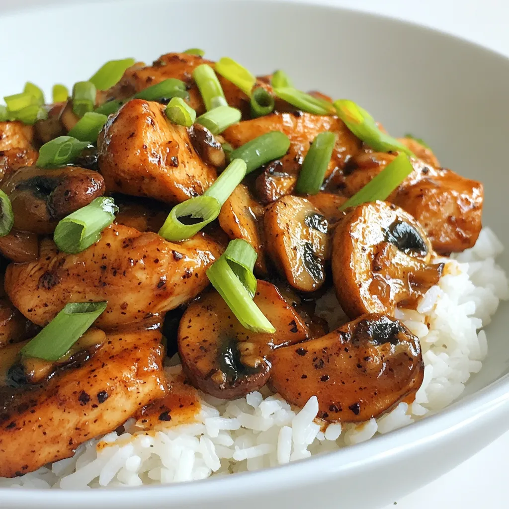 Für das Rezept von Black Pepper Chicken und Pilzen brauchst du: - 500g Hähnchenbrust, dünn geschnitten - 200g Pilze, geschnitten (Shiitake oder Champignons) - 2 Esslöffel Pflanzenöl - 1 Zwiebel, fein gehackt - 3 Knoblauchzehen, gehackt - 1 Esslöffel frisch gemahlener schwarzer Pfeffer (nach Geschmack anpassen) - 2 Esslöffel Sojasauce - 1 Esslöffel Austernsauce (optional für mehr Tiefe) - 1 Teelöffel Speisestärke, vermischt mit 2 Esslöffeln Wasser (zum Andicken) - 2 Frühlingszwiebeln, gehackt (zur Garnitur) - Gekochter Jasminreis oder gedämpfte Nudeln (zum Servieren) Wenn du bestimmte Zutaten nicht hast, gibt es Alternativen. - Verwende Hähnchenfilet oder Putenbrust anstelle von Hähnchenbrust. - Shiitake-Pilze sind toll, aber Champignons tun es auch gut. - Du kannst Sonnenblumenöl statt Pflanzenöl nutzen. - Anstelle von Sojasauce kannst du Tamari für einen glutenfreien Geschmack verwenden. - Für die Austernsauce kannst du auch eine vegane Variante nehmen oder sie ganz weglassen. Beim Einkaufen achte auf frische Zutaten. - Wähle Hähnchenbrust, die rosa und fest ist. - Achte darauf, dass die Pilze fest und trocken sind. - Kaufe frische Zwiebeln, die keine dunklen Flecken haben. - Wenn du frischen schwarzen Pfeffer kaufst, achte auf die ganze Pfefferkörner. Sie sind aromatischer. Mit dieser Liste bist du gut gewappnet, um dein Black Pepper Chicken und Pilze zuzubereiten! {{ingredient_image_2}} Zuerst musst du alle Zutaten bereitstellen. Hier ist, was du brauchst: - 500g Hähnchenbrust, dünn geschnitten - 200g Pilze, geschnitten (Shiitake oder Champignons) - 2 Esslöffel Pflanzenöl - 1 Zwiebel, fein gehackt - 3 Knoblauchzehen, gehackt - 1 Esslöffel frisch gemahlener schwarzer Pfeffer - 2 Esslöffel Sojasauce - 1 Esslöffel Austernsauce (optional) - 1 Teelöffel Speisestärke, vermischt mit 2 Esslöffeln Wasser - 2 Frühlingszwiebeln, gehackt Sorge dafür, dass alles frisch ist. Frische Zutaten bringen den besten Geschmack. Wenn du die Zwiebel und den Knoblauch hackst, achte darauf, dass sie klein sind. Das hilft, die Aromen gut zu verteilen. Jetzt erhitzt du das Pflanzenöl in einer großen Pfanne oder einem Wok. Stelle die Hitze auf mittelhoch. Wenn das Öl heiß ist, füge die Zwiebel und den Knoblauch hinzu. Brate sie an, bis die Zwiebeln glasig sind. Das dauert etwa 2-3 Minuten. Erhöhe dann die Hitze auf hoch. Gib die geschnittene Hähnchenbrust in die Pfanne. Rühre das Hähnchen gut um. Es sollte goldbraun und durchgegart sein, was etwa 5-7 Minuten dauert. Wenn das Hähnchen gar ist, füge die geschnittenen Pilze hinzu. Brate sie für 3-4 Minuten, bis sie zart sind. Jetzt kommt der spannende Teil: die Sauce. Streue den frisch gemahlenen schwarzen Pfeffer über die Mischung. Gieße die Sojasauce und die Austernsauce hinzu, wenn du sie verwendest. Rühre alles gut um, sodass sich die Aromen vereinen. Nun gib die Speisestärkemischung in die Pfanne. Rühre weiter, bis die Sauce dickflüssig wird. Das dauert etwa 1-2 Minuten. Du kannst die Würzung nach Belieben anpassen. Füge mehr schwarzen Pfeffer hinzu, wenn du es schärfer magst. Nimm die Pfanne vom Herd. Garniere das Gericht mit den gehackten Frühlingszwiebeln. Jetzt ist dein Black Pepper Chicken und Mushrooms fertig. Serviere es sofort über Jasminreis oder gedämpften Nudeln. Ein häufiger Fehler ist, das Hähnchen zu lange zu braten. Das macht es trocken. Achte darauf, dass das Fleisch goldbraun wird, aber noch saftig bleibt. Ein weiterer Fehler ist die falsche Menge an Pfeffer. Zu viel kann das Gericht überwürzen. Fang mit einem Esslöffel an und taste dich langsam vor. Um den besten Geschmack zu erzielen, verwende frisch gemahlenen schwarzen Pfeffer. Er hat mehr Aroma. Die Sojasauce und die Austernsauce bringen Tiefe. Du kannst die Sojasauce auch durch Tamari ersetzen, wenn du es glutenfrei magst. Probiere auch, einige Chiliflocken hinzuzufügen, wenn du es schärfer magst. Bereite alle Zutaten im Voraus vor. Schneide das Hähnchen und die Pilze und hacke das Gemüse. So sparst du Zeit beim Kochen. Nutze eine große Pfanne oder einen Wok, um alles auf einmal zu braten. So wird das Gericht schneller fertig. Serviere es mit vorgekochtem Jasminreis oder Nudeln, um die Zeit noch mehr zu reduzieren. Pro Tipps Pfeffer anpassen: Passe die Menge des frisch gemahlenen schwarzen Pfeffers an deinen persönlichen Geschmack an. Beginne mit der angegebenen Menge und füge nach Belieben mehr hinzu, um die Schärfe zu erhöhen. Marinieren für mehr Geschmack: Lasse das Hähnchen vor dem Kochen mindestens 30 Minuten in einer Mischung aus Sojasauce und Pfeffer marinieren, um den Geschmack zu intensivieren. Pilze wählen: Verwende eine Mischung aus verschiedenen Pilzen, wie Shiitake und Champignons, um dem Gericht mehr Textur und Geschmack zu verleihen. Richtige Garzeit: Achte darauf, das Hähnchen nur so lange zu braten, bis es goldbraun und durchgegart ist, um eine zarte Textur zu erhalten. {{image_4}} Um Black Pepper Chicken vegan zu machen, ersetze das Hähnchen mit Tofu. Wähle festen Tofu für die beste Textur. Schneide den Tofu in Würfel und brate ihn goldbraun an, bevor du die anderen Zutaten hinzufügst. Tofu nimmt Aromen gut auf. Du kannst auch einen Hauch von Sesamöl für mehr Geschmack hinzufügen. Du kannst auch verschiedene Pilze verwenden. Shiitake-Pilze sind eine tolle Wahl. Sie haben einen tiefen, erdigen Geschmack. Champignons sind ebenfalls gut, aber probiere auch Austernpilze. Diese Pilze geben dem Gericht eine andere Textur. Experimentiere mit Mischungen, um neue Geschmäcker zu entdecken. Füge verschiedene Gewürze hinzu, um das Gericht zu variieren. Ein Hauch von Ingwer bringt Frische. Du kannst auch Chili-Flocken für mehr Schärfe verwenden. Wenn du es süßer magst, probiere ein wenig Honig oder Zucker. Diese kleinen Änderungen machen dein Gericht noch interessanter und leckerer. Um die Reste von deinem Black Pepper Chicken und Pilzen gut zu lagern, benutze einen luftdichten Behälter. Lass das Gericht zuerst auf Raumtemperatur abkühlen. Danach kannst du es in den Behälter geben. So bleibt der Geschmack frisch. Du kannst das Gericht auch in Portionen aufteilen. So hast du immer eine schnelle Mahlzeit zur Hand. Das Aufwärmen ist einfach. Du kannst das Gericht in der Mikrowelle oder auf dem Herd warm machen. Wenn du die Mikrowelle benutzt, stelle die Leistung auf mittel. Erhitze es in kurzen Intervallen, etwa 1-2 Minuten. Rühre die Mischung zwischendurch um. Das sorgt für gleichmäßige Wärme. Auf dem Herd kannst du etwas Öl oder Wasser hinzufügen. So bleibt das Gericht saftig. Im Kühlschrank bleibt das Gericht etwa 3-4 Tage frisch. Achte darauf, den Behälter gut zu verschließen. Für längere Haltbarkeit kannst du das Gericht einfrieren. Im Gefrierfach bleibt es bis zu 3 Monate genießbar. Vor dem Servieren solltest du das Gericht über Nacht im Kühlschrank auftauen. So bleibt der Geschmack am besten erhalten. Wenn du keine Austernsauce hast, nutze Sojasauce. Sojasauce gibt einen ähnlichen Umami-Geschmack. Du kannst auch eine Mischung aus Sojasauce und etwas Zucker verwenden. Das bringt Süße und Tiefe. Eine andere Option ist die Verwendung von Pilzsauce. Diese ist ganz pflanzlich und passt gut zu den anderen Aromen. Um die Schärfe anzupassen, ändere die Menge des schwarzen Pfeffers. Beginne mit einem Esslöffel und taste dich voran. Wenn du mehr Schärfe magst, füge mehr Pfeffer hinzu. Du kannst auch frische Chili oder Chiliöl verwenden. So bekommst du eine zusätzliche Schärfe. Probiere auch milde Paprika für einen anderen Geschmack ohne viel Schärfe. Das Rezept ist nicht automatisch glutenfrei. Sojasauce enthält oft Gluten. Um es glutenfrei zu machen, nutze glutenfreie Sojasauce. Diese gibt es in den meisten Geschäften. Achte auch auf die Austernsauce, da sie ebenfalls Gluten enthalten kann. Prüfe die Etiketten, um sicherzugehen. Mit diesen Anpassungen genießt du ein leckeres glutenfreies Gericht. In diesem Artikel haben wir die Zutaten, die Schritt-für-Schritt-Anleitung und hilfreiche Tipps besprochen. Du hast gelernt, welche Alternativen es zu den Zutaten gibt und wie du häufige Fehler vermeidest. Ich hoffe, die Variationen und Aufbewahrungstipps machen dir das Kochen leichter. Experimentiere mit den vorgeschlagenen Alternativen und finde deinen eigenen Stil. So kannst du das Gericht ganz nach deinem Geschmack anpassen. Viel Spaß beim Kochen und Genießen deiner Kreationen!