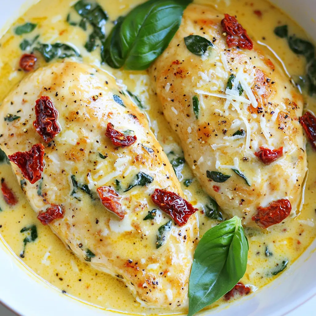 - 4 Hähnchenbrustfilets, ohne Haut und Knochen - 1 Tasse getrocknete Tomaten (in Öl, abgetropft und gehackt) - 1 Tasse Schlagsahne Crockpot Marry Me Chicken ist ein einfaches und leckeres Gericht. Die Hauptzutaten sind Hähnchenbrustfilets, die saftig und zart sind. Getrocknete Tomaten bringen einen schönen Geschmack und eine tolle Farbe. Die Schlagsahne macht die Soße cremig und reichhaltig. Diese drei Zutaten sind die Basis für dein köstliches Abendessen. - 1 Teelöffel Knoblauchpulver - 1 Teelöffel italienische Gewürzmischung - 1/2 Teelöffel rote Paprikaflocken (optional für Schärfe) Die Gewürze und Kräuter sind wichtig für den Geschmack. Knoblauchpulver gibt ein tolles Aroma. Die italienische Gewürzmischung enthält oft Oregano und Basilikum, die perfekt passen. Rote Paprikaflocken bringen einen kleinen Kick, wenn du Schärfe magst. Diese Gewürze machen dein Gericht noch besser. - 1 Tasse frischer Spinat - 1/2 Tasse geriebener Parmesan - Frische Basilikumblätter zur Dekoration Frischer Spinat fügt Farbe und Nährstoffe hinzu. Parmesan macht die Soße noch cremiger und würziger. Frische Basilikumblätter sind nicht nur schön, sondern geben auch einen tollen Duft. Diese saisonalen Zutaten machen das Gericht frisch und einladend. {{ingredient_image_2}} - Beginne mit 4 Hähnchenbrustfilets. Diese sollten ohne Haut und Knochen sein. - Lege die Hähnchen gleichmäßig am Boden des Crockpots. - Würze die Hähnchen großzügig mit Salz, Pfeffer und 1 Teelöffel Knoblauchpulver. - Füge 1 Teelöffel italienische Gewürzmischung hinzu. Wenn du es scharf magst, streue auch 1/2 Teelöffel rote Paprikaflocken darüber. - In einer Schüssel mische 1 Tasse gehackte, getrocknete Tomaten mit 1 Tasse Schlagsahne. - Gieße 1 Tasse Hühnerbrühe dazu. Rühre alles gut um, bis die Mischung gleichmäßig ist. - Gieße die Soße gleichmäßig über die gewürzten Hähnchenbrustfilets im Crockpot. - Decke den Crockpot ab. Koche das Gericht auf niedriger Einstellung für 6-7 Stunden oder auf hoher Einstellung für 4 Stunden. - 30 Minuten vor dem Servieren, füge 1 Tasse frischen Spinat und 1/2 Tasse geriebenen Parmesan hinzu. - Rühre gut um, damit der Spinat zusammenfällt. Der Käse sollte in die Soße schmelzen. Jetzt hast du ein köstliches Gericht, das nur darauf wartet, serviert zu werden! - Variationen bei Gewürzen: Du kannst kreativ mit den Gewürzen umgehen. Probiere andere Kräuter wie Thymian oder Oregano. Auch ein Spritzer Zitronensaft bringt frischen Geschmack. Für einen rauchigen Akzent füge geräucherten Paprika hinzu. - Tipps zum Zartmachen des Hähnchens: Um das Hähnchen besonders zart zu machen, achte darauf, dass du es nicht zu lange kochst. Die ideale Kochzeit beträgt 4 bis 7 Stunden, je nach Einstellung. Verwende auch frische Zutaten, um den Geschmack zu intensivieren. Ein bisschen mehr Sahne macht die Soße noch cremiger. - Anrichten des Gerichts: Serviere das Hähnchen auf einem großen, flachen Teller. Gieße die cremige Soße großzügig darüber. Garniere das Gericht mit frischem Basilikum. Das sieht nicht nur schön aus, sondern bringt auch frischen Geschmack. - Beilagen-Ideen: Dieses Gericht passt gut zu einfachem Reis oder frischen Nudeln. Auch ein grüner Salat ist eine tolle Ergänzung. Du kannst auch knuspriges Brot servieren, um die Soße aufzutunken. - Vorteile des Kochens im Crockpot: Der Crockpot macht das Kochen einfach. Du kannst die Zutaten morgens vorbereiten und den ganzen Tag kochen lassen. Das Hähnchen wird zart und die Aromen vermischen sich gut. Zudem sparst du Zeit und hast weniger Abwasch. - Tipps zur Reinigung und Pflege: Nach dem Kochen lasse den Crockpot abkühlen. Verwende warmes Seifenwasser, um ihn zu reinigen. Achte darauf, die Innenschicht nicht zu zerkratzen. Einige Modelle haben abnehmbare Teile, die spülmaschinenfest sind. So bleibt die Pflege einfach. Pro Tipps Hähnchen marinieren: Für zusätzlichen Geschmack kannst du die Hähnchenbrustfilets vorher mit einer Mischung aus Olivenöl, Zitronensaft und Gewürzen marinieren und für mindestens 30 Minuten im Kühlschrank ruhen lassen. Frische Kräuter verwenden: Ersetze die getrocknete italienische Gewürzmischung durch frische Kräuter wie Basilikum oder Oregano für ein intensiveres Aroma. Variationen der Soße: Füge für mehr Tiefe der Soße etwas Weißwein oder Balsamico-Essig hinzu, bevor du die Mischung über das Hähnchen gießt. Beilagenempfehlung: Serviere das Hähnchen mit Pasta, Reis oder einem frischen Salat, um das Gericht zu vervollständigen und die Soße optimal zu nutzen. {{image_4}} Für eine vegetarische Version von Crockpot Marry Me Chicken, tausche das Hähnchen gegen Tofu oder Kichererbsen. Tofu nimmt die Aromen gut auf, während Kichererbsen eine tolle Textur bieten. Diese Optionen sind lecker und nahrhaft. Achte darauf, den Tofu gut zu würzen, um den Geschmack zu verbessern. Du kannst die Soße anpassen, indem du andere Tomatenarten verwendest. Zum Beispiel, verwende frische Tomaten oder Tomatensauce. Für eine fruchtige Note, füge etwas Pesto oder Oliven hinzu. Diese Änderungen geben dem Gericht einen neuen Twist. Experimentiere mit dem, was du magst. Für eine Keto-freundliche Version, ersetze die Schlagsahne durch Kokosmilch. Verwende auch Blumenkohlreis statt Reis als Beilage. Für eine glutenfreie Version, achte darauf, glutenfreie Brühe und Zutaten zu nutzen. So kannst du das Gericht genießen, ohne die Diät zu brechen. Um Crockpot Marry Me Chicken frisch zu halten, lagere es im Kühlschrank. Fülle das Hähnchen in einen luftdichten Behälter. Stelle sicher, dass es gut abgekühlt ist, bevor du es hineinlegst. So bleibt der Geschmack länger erhalten. Du kannst das Gericht bis zu 3 Tage im Kühlschrank aufbewahren. Wenn du das Gericht länger behalten möchtest, kannst du es einfrieren. Fülle das abgekühlte Hähnchen in einen gefrierfesten Behälter oder Beutel. Vergiss nicht, die Luft herauszudrücken, um Gefrierbrand zu vermeiden. Das Gericht hält sich bis zu 3 Monate im Gefrierfach. Um es aufzutauen, lege es über Nacht in den Kühlschrank oder nutze die Mikrowelle. Crockpot Marry Me Chicken bleibt im Kühlschrank 3 Tage frisch. Im Gefrierfach ist es bis zu 3 Monate haltbar. Achte darauf, das Gericht gut zu prüfen, bevor du es isst. Wenn es seltsam riecht oder die Farbe ändert, wirf es weg. So bleibst du gesund und sicher. Crockpot Marry Me Chicken ist ein einfaches, aber köstliches Gericht. Es besteht aus Hähnchenbrustfilets, die zart und saftig sind. Wir verwenden eine cremige Soße aus Schlagsahne und getrockneten Tomaten. Diese Soße macht das Gericht besonders lecker. Der frische Spinat und Parmesan geben dem Ganzen zusätzlichen Geschmack. Du wirst es lieben, wie alles zusammenkommt! Die Zubereitung ist schnell und einfach. Du brauchst nur 15 Minuten, um alles vorzubereiten. Dann kommt das Hähnchen für 6-7 Stunden in den Crockpot auf niedriger Stufe oder für 4 Stunden auf hoher Stufe. Das Warten lohnt sich! Am Ende hast du ein perfektes Abendessen. Ja, du kannst gefrorenes Hähnchen verwenden. Es ist wichtig, die Kochzeit zu verlängern. Stelle den Crockpot auf die hohe Stufe und koche das Hähnchen für etwa 5-6 Stunden. Achte darauf, dass das Hähnchen ganz durchgegart ist. So bleibt es zart und lecker. In diesem Artikel habe ich dir die besten Zutaten und Schritte für Crockpot Marry Me Chicken gezeigt. Du hast gelernt, welche Gewürze und saisonalen Zutaten das Gericht bereichern. Außerdem gab ich dir Tipps zur Zubereitung und Variationen, die du ausprobieren kannst. Denke daran, dass die Lagerung und Haltbarkeit wichtig sind, um dein Gericht frisch zu halten. Mit diesen Infos bist du bereit, großartige Mahlzeiten zu zaubern. Viel Spaß beim Kochen und Genießen!