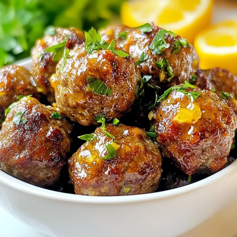 Für die perfekten Keto Knoblauchbutter-Fleischbällchen brauchst du einige Hauptzutaten. Hier sind sie: - 450 g Rinderhackfleisch (80% mager) - 60 g Mandelmehl - 1 großes Ei - 2 Knoblauchzehen, fein gehackt - 30 g frisch geriebener Parmesan Diese Zutaten geben den Fleischbällchen Geschmack und Textur. Das Rinderhackfleisch sorgt für einen saftigen Biss. Das Mandelmehl macht die Mischung leicht und keto-freundlich. Die Gewürze bringen die Fleischbällchen wirklich zum Leben. Du benötigst: - 1 Teelöffel Knoblauchpulver - 1 Teelöffel Zwiebelpulver - 1 Teelöffel italienische Gewürzmischung - Salz und Pfeffer nach Geschmack Diese Gewürze fügen Tiefe und Geschmack hinzu. Der Knoblauch schmeckt frisch und intensiv. Die italienische Gewürzmischung bringt eine schöne Aromatik. Für die Garnierung brauchst du: - 60 g ungesalzene Butter - Frische Petersilie, gehackt (zum Garnieren) Die Butter wird in der Pfanne geschmolzen, um die Fleischbällchen zu umhüllen. Die frische Petersilie gibt einen farblichen Kontrast und frische Noten. Sie sieht nicht nur gut aus, sondern schmeckt auch hervorragend. {{ingredient_image_2}} Zuerst sammeln Sie alle Zutaten. Sie brauchen 450 g Rinderhackfleisch, 60 g Mandelmehl und ein großes Ei. Fügen Sie zwei fein gehackte Knoblauchzehen hinzu. Parmesan, Knoblauchpulver, Zwiebelpulver und italienische Gewürze sind wichtig. Salz und Pfeffer bringen Geschmack. Mischen Sie alles in einer großen Schüssel. Achten Sie darauf, dass die Zutaten gut verteilt sind. Es sollte eine gleichmäßige Masse entstehen. Bereiten Sie dann Ihr Backblech vor. Legen Sie es mit Backpapier aus und heizen Sie den Ofen auf 200 °C vor. Jetzt formen Sie die Fleischbällchen. Nehmen Sie eine Portion der Masse und rollen Sie sie zu einer Kugel. Die Bällchen sollten etwa 2,5 bis 4 cm groß sein. Legen Sie sie auf das Backblech. Backen Sie die Fleischbällchen im Ofen für 20 bis 25 Minuten. Sie sind fertig, wenn sie goldbraun sind und gut durchgegart. Während die Fleischbällchen backen, können Sie die Knoblauchbuttersoße zubereiten. Schmelzen Sie 60 g ungesalzene Butter in einer großen Pfanne bei mittlerer Hitze. Fügen Sie den gehackten Knoblauch hinzu. Braten Sie ihn für 1 bis 2 Minuten an, bis er duftet. Sobald die Fleischbällchen fertig sind, geben Sie sie vorsichtig in die Pfanne. Wenden Sie die Bällchen in der Knoblauchbutter. Lassen Sie sie für 2 bis 3 Minuten ziehen, damit sie die Aromen aufnehmen. Servieren Sie die heißen Fleischbällchen mit frisch gehackter Petersilie oben drauf. Genießen Sie Ihr köstliches Gericht! Um die perfekte Konsistenz für die Fleischbällchen zu erreichen, mischen Sie die Zutaten gut. Verwenden Sie 450 g Rinderhackfleisch mit 80% magerem Fleisch. Fügen Sie 60 g Mandelmehl hinzu, um die Textur zu verbessern. Das Ei bindet alles zusammen. Achten Sie darauf, die Mischung nicht zu überarbeiten. Formieren Sie die Bällchen gleichmäßig, etwa 2,5 bis 4 cm groß. So backen sie gleichmäßig und bleiben saftig. Für einen intensiveren Knoblauchgeschmack, verwenden Sie frischen Knoblauch. Zwei fein gehackte Knoblauchzehen bringen viel Aroma. Kombinieren Sie dies mit 1 Teelöffel Knoblauchpulver. Diese Mischung sorgt für einen kräftigen, leckeren Geschmack. Braten Sie den Knoblauch in der Butter an, bis er duftet. So entfalten sich die Aromen perfekt in der Knoblauchbutter. Die Präsentation macht viel aus. Servieren Sie die Fleischbällchen auf einem schönen Holzbrett oder einem rustikalen Teller. Beträufeln Sie sie mit zusätzlicher Knoblauchbutter. Das sieht nicht nur toll aus, sondern schmeckt auch besser. Bestreuen Sie die Bällchen mit frisch gehackter Petersilie. Dies gibt einen schönen Farbkontrast und begeistert Ihre Gäste. Pro Tipps Fleischwahl: Verwenden Sie hochwertiges Rinderhackfleisch für den besten Geschmack und die beste Textur. 80% mager ist ideal, um die richtige Balance zwischen Saftigkeit und Gesundheit zu finden. Knoblauchgeschmack: Für intensiveren Knoblauchgeschmack können Sie zusätzlich zu den frischen Knoblauchzehen auch mehr Knoblauchpulver in die Mischung geben. Backzeit: Achten Sie darauf, die Fleischbällchen nicht zu lange zu backen, damit sie saftig bleiben. Überprüfen Sie die Kerntemperatur; sie sollte 70°C (160°F) betragen. Serviervorschlag: Servieren Sie die Fleischbällchen mit einem frischen Salat oder Zoodles (Zucchini-Nudeln) für eine vollwertige, keto-freundliche Mahlzeit. {{image_4}} Für eine leckere Abwechslung können Sie andere Hackfleischsorten verwenden. Probieren Sie Puten- oder Schweinehackfleisch. Diese Alternativen bieten neue Geschmäcker und sind ebenfalls keto-freundlich. Achten Sie darauf, dass das Fleisch eine ähnliche Fettmenge hat. So bleiben die Fleischbällchen saftig und zart. Sie können die Fleischbällchen auch vegan machen. Verwenden Sie stattdessen Pflanzenhack oder eine Mischung aus Nüssen und Linsen. Kombinieren Sie diese mit Mandelmehl und einem Leinsamen-Ei. So bleibt die Konsistenz gut und der Geschmack bleibt köstlich. Fügen Sie extra Gewürze hinzu, um die Aromen zu verstärken. Wollen Sie mehr Geschmack? Fügen Sie Paprika, Kreuzkümmel oder Cayennepfeffer hinzu. Diese Gewürze geben den Fleischbällchen eine schöne Schärfe. Frische Kräuter wie Thymian oder Oregano bringen frische Aromen. Experimentieren Sie mit Ihren Lieblingsgewürzen, um die perfekte Mischung zu finden. Um die Keto Knoblauchbutter-Fleischbällchen frisch zu halten, lege sie in einen luftdichten Behälter. Sie bleiben so bis zu drei Tage im Kühlschrank gut. Achte darauf, dass sie vollständig abgekühlt sind, bevor du sie verpackst. So vermeidest du Kondensation, die die Textur beeinträchtigen kann. Für eine längere Lagerung kannst du die Fleischbällchen einfrieren. Lege sie nach dem Abkühlen auf ein Backblech und friere sie für etwa zwei Stunden ein. Danach packe sie in einem gefrierfesten Beutel oder Behälter. So bleiben sie bis zu drei Monate frisch. Beschrifte den Behälter mit dem Datum, um die Übersicht zu behalten. Wenn du die eingefrorenen Fleischbällchen wieder aufwärmen möchtest, lasse sie zuerst im Kühlschrank auftauen. Du kannst sie dann in einer Pfanne bei mittlerer Hitze erwärmen oder im Ofen bei 180°C (350°F) für etwa 15 Minuten backen. Achte darauf, dass sie durchgehend heiß sind. Für einen zusätzlichen Geschmack kannst du etwas frische Knoblauchbutter darüber geben, während du sie erwärmst. Um die Fleischbällchen würziger zu machen, fügen Sie mehr Gewürze hinzu. Sie können auch frische Kräuter wie Basilikum oder Oregano verwenden. Ein Spritzer Zitronensaft kann die Aromen aufhellen. Experimentieren Sie mit verschiedenen Paprikasorten für mehr Tiefe. Versuchen Sie, etwas scharfen Senf oder Worcestershiresauce einzumischen. Diese Zutaten verleihen den Fleischbällchen mehr Geschmack. Die besten Beilagen sind grüne Gemüse. Zucchini-Nudeln sind eine tolle Wahl. Sie passen gut zu den Aromen der Fleischbällchen. Auch Blumenkohlreis ist eine gesunde Option. Ein frischer Salat mit Olivenöl und Balsamico passt ebenfalls gut. Diese Beilagen sind kohlenhydratarm und ergänzen die fettreichen Fleischbällchen perfekt. Ja, Sie können die Fleischbällchen im Airfryer zubereiten! Formen Sie die Fleischbällchen wie gewohnt. Legen Sie sie in den Airfryer und stellen Sie die Temperatur auf 200°C ein. Backen Sie sie etwa 12-15 Minuten. Schütteln Sie den Korb einmal, um eine gleichmäßige Bräunung zu erzielen. Die Fleischbällchen werden außen knusprig und innen zart. Diese Anleitung zeigt, wie man schmackhafte Fleischbällchen zubereitet. Wir haben die besten Zutaten, interessante Tipps und leckere Variationen besprochen. Denke daran, dass die richtige Konsistenz entscheidend ist. Verwende nach dem Kochen die Knoblauchbuttersoße für mehr Geschmack. Die Aufbewahrung ist einfach, egal ob im Kühlschrank oder im Gefrierfach. Mit den FAQs kannst du mögliche Fragen klären. Jetzt liegt es an dir, deine eigenen köstlichen Fleischbällchen zu kreieren!
