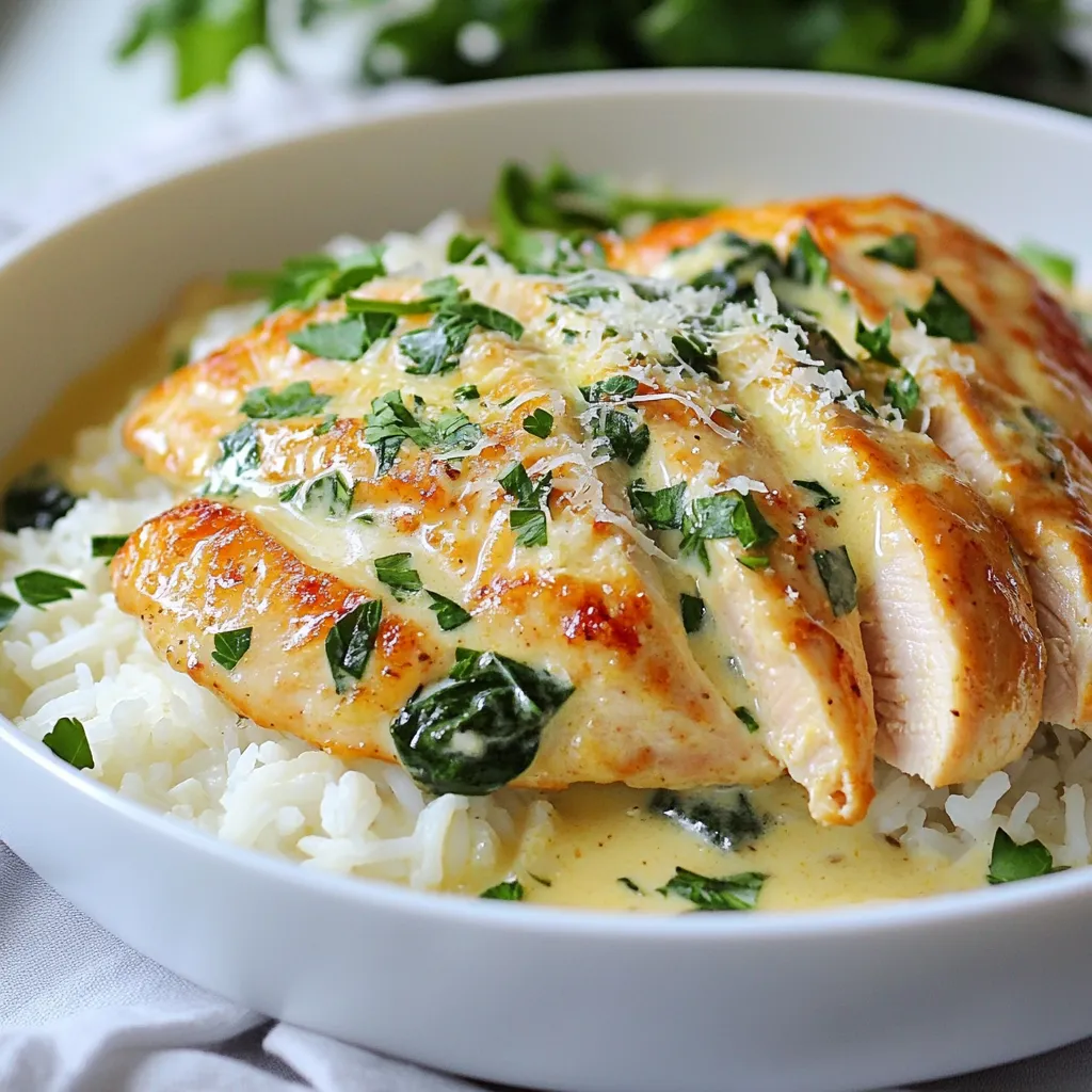 Um die cremigen Knoblauch-Hähnchen-Reis-Schalen zuzubereiten, benötigst du folgende Hauptzutaten: - 2 entbeinte, hautlose Hähnchenbrustfilets - 1 Tasse Jasminreis - 2 Tassen Hühnerbrühe (oder Gemüsebrühe) - 1 Esslöffel Olivenöl - 4 Knoblauchzehen, fein gehackt - 1 Tasse Schlagsahne - 1 Tasse frische Spinatblätter - 1/2 Tasse geriebener Parmesan - Salz und Pfeffer nach Geschmack Diese Zutaten sorgen für den tollen Geschmack und die cremige Textur. Für den perfekten Geschmack kannst du die folgenden Gewürze und Kräuter verwenden: - 1 Teelöffel italienische Kräuter (Oregano, Basilikum, Thymian) - Frische Petersilie, gehackt (zum Garnieren) Die italienischen Kräuter bringen ein tolles Aroma. Petersilie verleiht dem Gericht eine frische Note. Wähle frische und hochwertige Zutaten. Achte auf diese Tipps: - Kaufe Hähnchenbrustfilets, die gut gefärbt und geruchlos sind. - Wähle Jasminreis für sein feines Aroma. - Nutze frischen Spinat, um die Nährstoffe zu maximieren. Frische Zutaten machen den Unterschied. So schmecken die Schalen noch besser. {{ingredient_image_2}} Um den perfekten Jasminreis zu kochen, beginne mit einer Tasse Reis. Gib ihn in einen mittleren Topf. Füge zwei Tassen Hühnerbrühe hinzu. Das gibt mehr Geschmack. Bring das Ganze zum Kochen. Reduziere dann die Hitze und decke den Topf ab. Lass den Reis etwa 15 Minuten köcheln. Der Reis sollte weich und die Flüssigkeit aufgesogen sein. Locker den Reis mit einer Gabel auf, bevor du ihn beiseite stellst. Nimm zwei Hähnchenbrustfilets und würze sie mit Salz, Pfeffer und italienischen Kräutern. Achte darauf, dass du beide Seiten gut würzt. Erhitze einen Esslöffel Olivenöl in einer großen Pfanne. Die Pfanne sollte auf mittlerer Hitze sein. Füge die Hähnchenbrustfilets hinzu. Brate sie etwa 5 bis 7 Minuten pro Seite. Sie sollten goldbraun und durchgegart sein. Nimm sie aus der Pfanne und lass sie ein paar Minuten ruhen. Schneide sie dann in Streifen. In derselben Pfanne, in der du das Hähnchen gebraten hast, füge vier fein gehackte Knoblauchzehen hinzu. Brate den Knoblauch für etwa eine Minute, bis er duftet. Gieße dann eine Tasse Schlagsahne hinein. Rühre gut um. Lass die Soße 2 bis 3 Minuten köcheln, damit sie leicht eindickt. Füge eine Tasse frische Spinatblätter hinzu und umrühre sie, bis sie verwelkt sind. Mische auch eine halbe Tasse geriebenen Parmesan unter. Schmecke die Soße mit Salz und Pfeffer ab. Jetzt bist du bereit, alles zusammenzustellen und zu genießen! Ein paar kleine Fehler können den Geschmack deiner cremigen Knoblauch-Hähnchen-Reis-Schalen ruinieren. Hier sind einige Tipps, um Probleme zu vermeiden: - Zu viel Hitze beim Braten: Wenn du das Hähnchen zu heiß brätst, wird es außen schnell braun, bleibt innen aber roh. Brate bei mittlerer Hitze für gleichmäßige Garung. - Knoblauch verbrennen: Knoblauch kann schnell bitter werden. Brate ihn nur kurz, bis er duftet, und füge dann die Sahne hinzu. - Reis überkochen: Achte darauf, dass du den Reis nicht zu lange kochst. Er sollte zart, aber nicht matschig sein. Die Soße macht das Gericht besonders. Um die perfekte Konsistenz zu erreichen, beachte diese Punkte: - Sahne langsam hinzufügen: Gieße die Sahne langsam in die Pfanne, während du rührst. So vermischt sie sich besser mit dem Knoblauch. - Köcheln lassen: Lasse die Soße für 2-3 Minuten köcheln. So wird sie dicker und cremiger. - Käse am Ende hinzufügen: Streue den Parmesan erst zum Schluss in die Soße. Er schmilzt schnell und sorgt für eine tolle Konsistenz. Die Präsentation macht viel aus. Hier sind einige Tipps, um deine Schalen schön und einladend zu gestalten: - Schöne Schalen wählen: Verwende bunte oder schlichte Schalen, die das Gericht hervorheben. - Reis als Basis: Beginne mit einer Portion Reis in der Schale. Das gibt dem Gericht Struktur. - Hübsch garnieren: Streue frische Petersilie über die fertigen Schalen. Das sorgt für einen frischen Look. - Soße gleichmäßig verteilen: Träufle die cremige Knoblauchsoße gleichmäßig über das Hähnchen und den Reis. So sieht es appetitlich aus. Pro Tipps Hähnchenbrust richtig braten: Achte darauf, die Hähnchenbrust nicht zu lange zu braten, damit sie saftig bleibt. Ein Fleischthermometer kann helfen, die optimale Kerntemperatur von 75°C zu erreichen. Variationen beim Reis: Du kannst auch andere Reissorten wie Basmati oder Vollkornreis verwenden. Achte darauf, die Kochzeit entsprechend anzupassen. Knoblauchgeschmack intensivieren: Für einen intensiveren Knoblauchgeschmack kannst du die Knoblauchzehen leicht anrösten, bevor du sie zur Soße hinzufügst. Frischer Spinat: Verwende frischen Spinat anstelle von gefrorenem, um die beste Textur und den besten Geschmack zu erzielen. Er kann auch durch andere grüne Blattgemüse wie Grünkohl ersetzt werden. {{image_4}} Wenn du die cremigen Knoblauch-Hähnchen-Reis-Schalen vegetarisch zubereiten möchtest, gibt es viele Optionen. Du kannst das Hähnchen durch Tofu oder Tempeh ersetzen. Diese Proteinquellen sind nahrhaft und nehmen die Aromen gut auf. Schneide den Tofu in Würfel und brate ihn bis er goldbraun ist. Eine andere Möglichkeit ist, Kichererbsen zu verwenden. Sie geben einen herzhaften Geschmack und sind reich an Ballaststoffen. Mische die Kichererbsen in die Soße, um die Textur zu variieren. Um das Gericht noch schmackhafter zu machen, füge einige zusätzliche Zutaten hinzu. Pilze sind eine großartige Wahl. Sie bringen einen umami-Geschmack, der gut mit Knoblauch harmoniert. Brate die Pilze einfach zusammen mit dem Knoblauch an. Ein Spritzer Zitronensaft kann frische Aromen bringen. Füge ihn am Ende der Zubereitung zur Soße hinzu. Frische Kräuter wie Basilikum oder Thymian sind ebenfalls eine tolle Ergänzung. Sie geben einen intensiven Geschmack und ein schönes Aroma. Wenn du glutenfrei kochen möchtest, achte darauf, dass die Hühnerbrühe und die Soße glutenfrei sind. Du kannst auch Reis aus Blumenkohl verwenden, wenn du eine kohlenhydratarme Option suchst. Für laktosefreie Versionen ersetze die Schlagsahne durch Kokosmilch oder eine laktosefreie Sahne. Diese Alternativen halten die Cremigkeit und sind dennoch leicht in der Zubereitung. Diese Variationen machen deine cremigen Knoblauch-Hähnchen-Reis-Schalen vielseitig und lecker. Um die Reste deiner cremigen Knoblauch-Hähnchen-Reis-Schalen zu lagern, lasse sie zuerst abkühlen. Fülle sie dann in einen luftdichten Behälter. Stelle sicher, dass der Behälter gut verschlossen ist. So bleiben die Aromen frisch. Du kannst die Schalen auch in Portionsgrößen aufteilen. So hast du immer eine schnelle Mahlzeit bereit. Beim Wiedererhitzen gibt es einige einfache Methoden. Du kannst die Schalen in der Mikrowelle aufwärmen. Stelle die Mikrowelle auf mittlere Hitze. Erhitze die Schalen für 1-2 Minuten. Rühre die Mischung nach der Hälfte um. Alternativ kannst du die Schalen in einem Topf erwärmen. Füge einen Spritzer Wasser hinzu, um das Gericht feucht zu halten. Heize es langsam bei mittlerer Hitze. Im Kühlschrank halten die Reste etwa 3-4 Tage. Achte darauf, sie gut abzudecken. Wenn du die Schalen länger aufbewahren möchtest, friere sie ein. Im Gefrierfach bleiben sie bis zu 3 Monate frisch. Zum Auftauen stelle den Behälter über Nacht in den Kühlschrank. So bleibt die Konsistenz angenehm. Die Zubereitung dauert etwa 30 Minuten. Die Vorbereitungszeit beträgt 10 Minuten. Das Kochen des Reis dauert 15 Minuten. Das Braten des Hähnchens benötigt 10 bis 14 Minuten. Die Soße ist in 3 bis 5 Minuten fertig. Ja, du kannst das Rezept im Voraus machen. Koche den Reis und das Hähnchen vorher. Bewahre sie im Kühlschrank auf. Am Tag des Servierens erhitze alles zusammen. Die Soße kannst du auch im Voraus zubereiten. Achte darauf, sie beim Erhitzen gut zu rühren. Die cremigen Knoblauch-Hähnchen-Reis-Schalen sind sehr vielseitig. Du kannst einen frischen grünen Salat dazu servieren. Gedünstetes Gemüse wie Brokkoli oder grüne Bohnen passt gut. Auch knuspriges Brot ist eine leckere Wahl. Die cremigen Knoblauch-Hähnchen-Reis-Schalen bieten einen einfachen Weg zu einem leckeren Essen. Wir haben die besten Zutaten besprochen, Schritte zur Zubereitung gezeigt und mögliche Variationen erkundet. Achten Sie auf kleine Fehler, um perfekte Ergebnisse zu erzielen. Denken Sie auch an die Aufbewahrung, um Reste frisch zu halten. Mit diesen Ideen kochen Sie ein Gericht, das jeder liebt. Erleben Sie den eigenen Kochspaß und genießen Sie die tollen Geschmäcker!