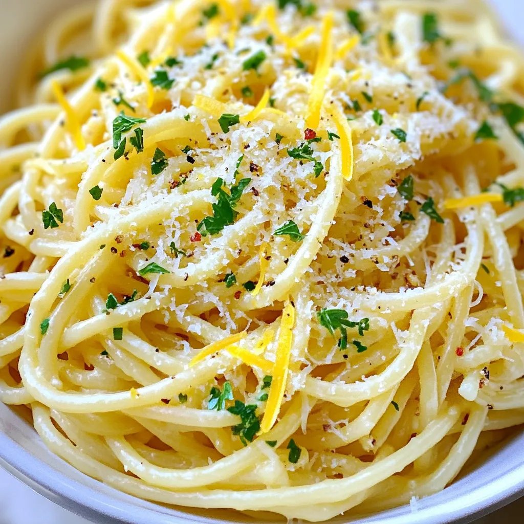 Um Knoblauch Parmesan Spaghetti zuzubereiten, benötigst du folgende Zutaten: - 340 g Spaghetti - 60 g ungesalzene Butter - 4 Zehen Knoblauch, fein gehackt - 1 Teelöffel rote Pfefferflocken (nach Geschmack anpassen) - 100 g frisch geriebener Parmesan - 1/2 Tasse frische Petersilie, gehackt - Salz und frisch gemahlener schwarzer Pfeffer nach Geschmack - Schale von 1 Zitrone - Optional: Extra Parmesan und Petersilie zum Garnieren Diese Zutaten sind einfach zu finden und bieten einen tollen Geschmack. Wenn du etwas Abwechslung möchtest, kannst du die Zutaten anpassen. Hier sind einige Vorschläge: - Ersetze die Spaghetti durch Vollkorn- oder Zucchini-Nudeln. - Verwende Olivenöl anstelle von Butter für eine leichtere Option. - Füge Gemüse wie Brokkoli oder Spinat hinzu, um mehr Nährstoffe zu bekommen. - Tausche den Parmesan gegen einen anderen Käse, wie Pecorino, für einen anderen Geschmack. Diese Alternativen können das Gericht spannend und gesund machen. Die Auswahl von frischen und hochwertigen Zutaten ist wichtig. Hier sind einige Tipps: - Wähle frischen Knoblauch. Er gibt dem Gericht einen kräftigen Geschmack. - Suche nach hochwertigem Parmesan. Dieser sollte gut reifen, um den besten Geschmack zu bieten. - Achte auf frische Kräuter. Petersilie sollte grün und knackig sein, nicht welk. - Kaufe Bio-Zutaten, wenn möglich. Diese schmecken oft besser und sind gesünder. Mit diesen Tipps wählst du die besten Zutaten für dein Gericht. {{ingredient_image_2}} Um die Spaghetti perfekt zu kochen, beginne mit einem großen Topf. Fülle ihn mit Wasser und füge eine gute Menge Salz hinzu. Bring das Wasser zum Kochen. Gib dann die 340 g Spaghetti hinein. Kochen Sie die Pasta nach den Anweisungen auf der Verpackung, bis sie al dente ist. Das dauert in der Regel etwa 8-10 Minuten. Bevor du das Wasser abgießt, hebe etwa 240 ml des Kochwassers auf. Das Wasser hat Stärke, die später hilft, die Soße zu binden. Danach die Spaghetti abgießen und beiseite stellen. Jetzt ist es Zeit für die Soße. In demselben Topf, in dem du die Spaghetti gekocht hast, schmelze 60 g ungesalzene Butter bei mittlerer Hitze. Achte darauf, dass die Butter nicht zu heiß wird. Füge 4 fein gehackte Knoblauchzehen hinzu. Brate den Knoblauch etwa 1-2 Minuten an, bis er duftet. Lass ihn nicht bräunen, sonst wird er bitter. Jetzt kannst du 1 Teelöffel rote Pfefferflocken hinzufügen. Rühre das Ganze 30 Sekunden lang um, damit die Butter den scharfen Geschmack aufnimmt. Senke die Hitze auf niedrig. Gib die abgetropften Spaghetti in den Topf mit der Knoblauch-Butter-Soße. Schwenke die Nudeln gut, bis sie gleichmäßig mit der Soße bedeckt sind. Jetzt kommt der trickreiche Teil. Füge nach und nach das aufbewahrte Pasta-Wasser hinzu. So erreichst du die gewünschte Konsistenz der Soße. Nimm den Topf vom Herd und füge 100 g frisch geriebenen Parmesan, 1/2 Tasse gehackte Petersilie und die Schale von 1 Zitrone hinzu. Mische alles gut, bis der Käse geschmolzen ist. Schmecke die Spaghetti mit Salz und frisch gemahlenem schwarzem Pfeffer ab. Jetzt sind die Knoblauch Parmesan Spaghetti bereit zum Servieren! Um die perfekte Soße für deine Knoblauch Parmesan Spaghetti zu erreichen, ist es wichtig, das richtige Pasta-Wasser zu verwenden. Du solltest etwa 240 ml von dem Wasser aufbewahren, in dem die Spaghetti gekocht wurden. Dieses Wasser enthält Stärke, die hilft, die Soße zu binden und cremiger zu machen. - Füge das Pasta-Wasser nach und nach hinzu. - Rühre die Soße gut um, bis sie die gewünschte Konsistenz hat. - Die Soße sollte leicht fließen, aber nicht zu dünn sein. Ein häufiger Fehler ist, die Spaghetti zu lange zu kochen. Achte darauf, sie al dente zu garen. So bleiben die Nudeln bissfest und nehmen die Soße besser auf. - Verwende genügend Wasser beim Kochen. - Rühre die Spaghetti regelmäßig um, um ein Verkleben zu vermeiden. - Vergiss nicht, sie vor dem Abtropfen zu probieren. Das Anrichten ist ein wichtiger Schritt. Du kannst die Spaghetti auf Servierplatten verteilen und sie mit frischem Parmesan und gehackter Petersilie garnieren. - Verwende eine Zitrone für einen frischen Kick. - Experimentiere mit der Menge an Käse oder Kräutern. - Serviere die Spaghetti heiß, damit sie am besten schmecken. Diese Tipps helfen dir, deine Knoblauch Parmesan Spaghetti noch besser zu machen. Probiere sie aus und genieße das leckere Ergebnis! Pro Tipps Salzwasser für die Pasta: Für den besten Geschmack und die richtige Konsistenz die Spaghetti in reichlich gesalzenem Wasser kochen. Das Wasser sollte so salzig wie das Meer schmecken. Frischer Knoblauch: Verwenden Sie frischen Knoblauch für den besten Geschmack. Getrockneter oder pulverisierter Knoblauch kann den Geschmack beeinträchtigen. Pasta-Wasser verwenden: Das aufbewahrte Pasta-Wasser enthält Stärke, die hilft, die Sauce besser an den Nudeln haften zu lassen und eine cremigere Konsistenz zu erreichen. Parmesan frisch reiben: Für einen intensiveren Geschmack verwenden Sie frisch geriebenen Parmesan anstelle von vorgeriebenem Käse, da dieser oft Zusatzstoffe enthält, die den Geschmack beeinträchtigen können. {{image_4}} Wenn Sie eine vegane Version von Knoblauch Parmesan Spaghetti möchten, gibt es tolle Alternativen. Verwenden Sie Hefeflocken anstelle von Parmesan. Sie geben einen nussigen Geschmack. Eine andere Option ist veganer Käse. Diese Produkte schmelzen gut und geben eine cremige Textur. So bleibt das Gericht lecker und pflanzlich. Um dem Gericht mehr Tiefe zu verleihen, können Sie verschiedene Kräuter und Gewürze hinzufügen. Basilikum passt gut zu Knoblauch. Thymian gibt einen schönen Duft. Sie können auch frischen Oregano verwenden. Für etwas mehr Schärfe fügen Sie mehr rote Pfefferflocken hinzu. Experimentieren Sie mit Ihren Lieblingskräutern und finden Sie die perfekte Kombination! Fügen Sie Gemüse hinzu, um die Spaghetti nahrhafter zu machen. Zucchini, Spinat oder Brokkoli sind tolle Optionen. Sie können das Gemüse einfach in der Soße dünsten. Wenn Sie Protein möchten, probieren Sie Hühnchen oder Garnelen. Diese Zutaten machen das Gericht noch herzhaft. Genießen Sie die Variationen und passen Sie das Rezept an Ihren Geschmack an! Wenn du Reste von Knoblauch Parmesan Spaghetti hast, bewahre sie in einem luftdichten Behälter auf. So bleiben die Spaghetti frisch. Lass die Nudeln zuerst auf Raumtemperatur abkühlen. Das verhindert, dass sich Feuchtigkeit bildet. Du kannst sie bis zu drei Tage im Kühlschrank aufbewahren. Um die Spaghetti wieder warm zu machen, benutze eine Pfanne. Gib etwas Olivenöl oder Butter in die Pfanne. Füge die Spaghetti hinzu und erhitze sie bei mittlerer Hitze. Rühre die Spaghetti häufig um, damit sie gleichmäßig warm werden. Du kannst auch einen Schuss Wasser oder Brühe hinzufügen. Das hilft, die Soße wieder cremig zu machen. Im Kühlschrank bleiben die Knoblauch Parmesan Spaghetti etwa drei Tage frisch. Wenn du länger aufbewahren möchtest, friere sie ein. Stelle sicher, dass die Spaghetti in einem gefrierfesten Behälter sind. So bleiben sie bis zu drei Monate gut. Zum Auftauen lege die Spaghetti einfach über Nacht in den Kühlschrank, bevor du sie wieder aufwärmst. Du kannst die Spaghetti bis zu drei Tage im Kühlschrank aufbewahren. Stelle sicher, dass du sie in einem luftdichten Behälter lagerst. So bleibt der Geschmack frisch. Wenn du sie länger aufbewahren möchtest, kann das Einfrieren eine gute Option sein. Achte darauf, die Spaghetti gut zu verpacken, um Gefrierbrand zu vermeiden. Ja, du kannst die Spaghetti auch ohne Parmesan machen. Ersetze den Käse einfach durch Nussmus oder Hefeflocken für einen ähnlichen Geschmack. So bleibt das Gericht vegan und trotzdem lecker. Achte darauf, die anderen Zutaten gut abzuschmecken, damit der Geschmack nicht leidet. Es gibt viele leckere Beilagen, die gut zu Knoblauch Parmesan Spaghetti passen. Hier sind einige Vorschläge: - Gegrilltes Gemüse - Caesar-Salat - Knoblauchbrot - Gebratene Garnelen oder Hähnchenbrust - Frische Tomatensalat Diese Beilagen ergänzen das Gericht perfekt und machen dein Essen noch köstlicher. Knoblauch Parmesan Spaghetti sind einfach, lecker und vielseitig. In diesem Artikel sahen wir, welche Zutaten nötig sind und wie du sie auswählen kannst. Du lernst, wie man die Spaghetti kocht und die perfekte Soße zubereitet. Wir erörterten auch Tipps zur Konsistenz und Fehler, die du vermeiden solltest. Variationen machen das Gericht spannend. Schließlich gibt es auch gute Tipps zur Lagerung. Genieß die Zubereitung und experimentiere mit neuen Aromen!