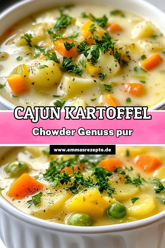 Entdecken Sie das perfekte Rezept für Cajun Kartoffel Chowder, eine würzige Chowder mit Gemüse, die sowohl herzhafter Genuss als auch milchfrei zubereitet werden kann. Diese einfache Kartoffelsuppe ist ideal für ein schnelles Abendessen und wird garantiert zum Liebling Ihrer Familie. Probieren Sie unser einfaches Kartoffelgericht aus und genießen Sie den köstlichen Geschmack! Speichern Sie dieses Rezept für später und teilen Sie Ihre Kreationen! #CajunKartoffelChowder #KartoffelsuppeRezept #milchfreieChowder #einfacheKartoffelgerichte