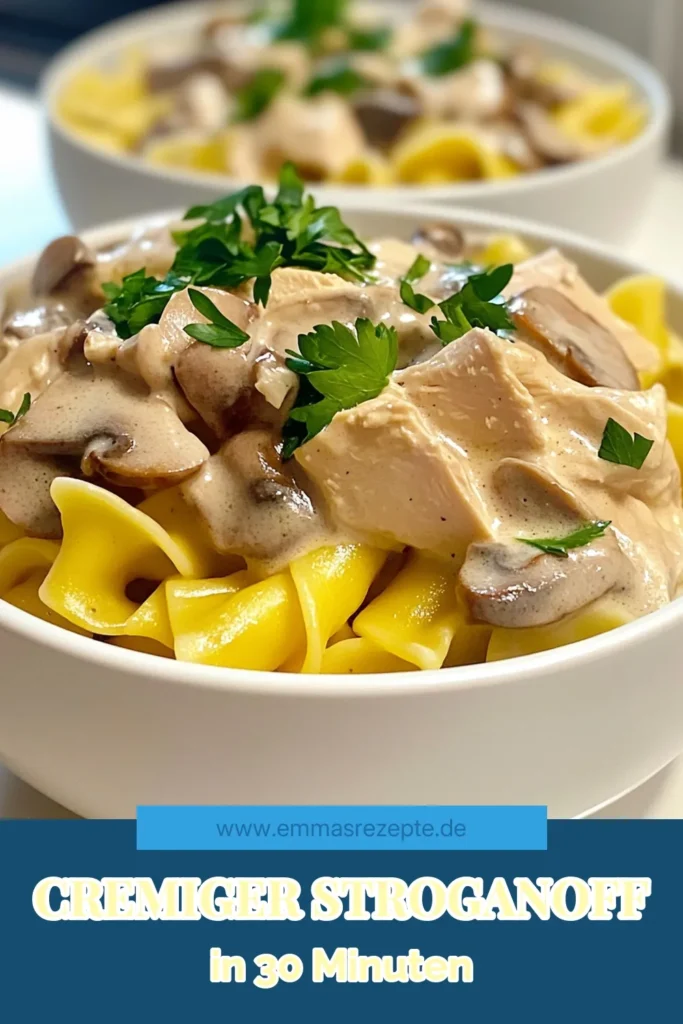 Entdecken Sie unser einfaches Rezept für Cremigen Truthahn Stroganoff, perfekt für ein schnelles Abendessen. Bereiten Sie zarte Putenbrust mit Champignons in einer köstlichen Hühnerbrühe Stroganoff-Sauce zu und servieren Sie diese auf Eiernudeln mit Pute. Dieses unkomplizierte Putenbrust Rezept lässt sich in nur 30 Minuten zubereiten und ist ein Hit bei der ganzen Familie. Speichern Sie dieses Rezept für Ihren nächsten Kochabend! #PutenbrustRezept #CremigerTruthahnStroganoff #EiernudelnMitPute #SchnellUndEinfachStroganoff